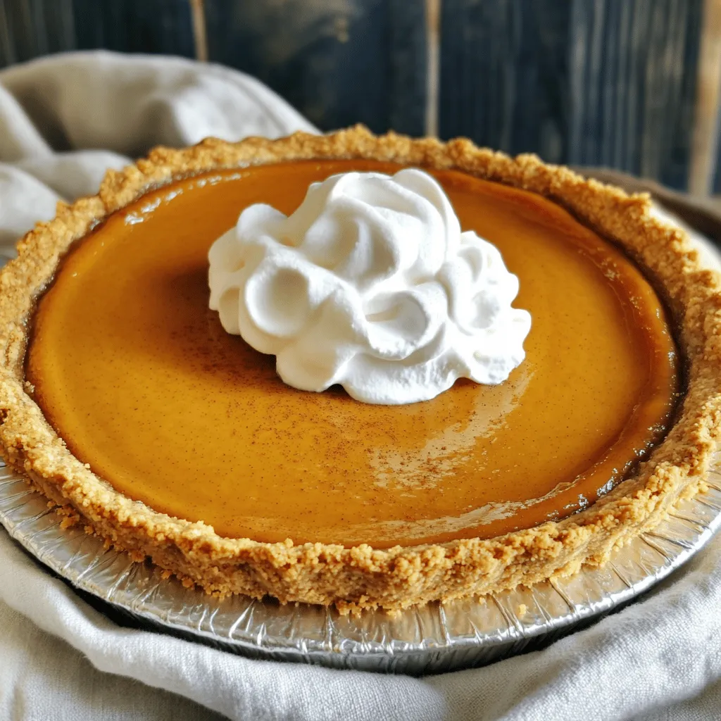 - 2 cups pumpkin puree (fresh or canned) - 1 cup coconut milk - 1/2 cup brown sugar - 1/4 cup maple syrup These ingredients form the base of your Pumpkin Delight. Pumpkin puree gives it that rich flavor. Coconut milk adds creaminess without dairy. Brown sugar and maple syrup sweeten the dish, making it tasty and comforting. - 1/4 teaspoon ground nutmeg - 1 teaspoon ground cinnamon - 1/2 teaspoon ground ginger - 1/4 teaspoon allspice The spices are key to the fall flavor. Nutmeg and cinnamon warm your senses. Ginger adds a slight kick, while allspice rounds out the taste. Together, they make each bite feel like a cozy hug. - 1 cup graham cracker crumbs - 1/4 cup unsalted butter, melted - Optional toppings like whipped cream The graham cracker crumbs form a sweet and crunchy crust. Melted butter helps bind the crumbs, creating a firm base. You can top it with whipped cream for an extra special touch. For the full recipe, check the details above. The ingredients combine to create an irresistible dessert. Enjoy every bite of this seasonal treat! - Preheat the oven to 350°F (175°C). - Grease your 9-inch pie dish or baking dish. Start by setting your oven to the right temperature. This is key for even baking. Greasing the dish helps the dessert come out easily. You can use a little butter or cooking spray. - Combine graham cracker crumbs and melted butter. - Form the crust in the prepared dish. In a large bowl, mix the graham cracker crumbs with melted butter. Stir until all crumbs are coated. Press this mixture into the bottom and up the sides of your greased dish. This crust holds the filling perfectly. - Whisk together pumpkin puree, coconut milk, and sweeteners. - Add spices and eggs for flavor. In another bowl, whisk together the pumpkin puree, coconut milk, brown sugar, maple syrup, and spices. It should be smooth and creamy. Then, add the eggs and mix well. This filling is what makes Pumpkin Delight so special. - Pour the filling into the crust. - Bake for the specified time and check readiness. Pour the filling into your crust. Spread it evenly. Bake in the preheated oven for 45-50 minutes. Check if it’s done by inserting a toothpick into the center. If it comes out clean, it’s ready! Let it cool for at least 30 minutes before serving. Enjoy your delicious Pumpkin Delight! For the complete recipe, refer to the Full Recipe. To avoid a soggy bottom, use the right crust. A graham cracker crust works best. Press it firmly into the dish. Bake the crust for about 10 minutes before adding the filling. This helps it set better. Adjusting crust thickness is key. Make it about one-quarter inch thick. If it is too thin, it will not hold the filling well. Too thick, and it may not cook properly. For a smooth filling, mix well. I recommend using a whisk for the best results. If you have a blender, that also works great. Make sure the pumpkin and coconut milk are combined fully. If the filling is too sweet, try reducing the brown sugar or maple syrup. You can taste as you mix to get the sweetness just right. Remember, the spices also add flavor and sweetness. Pumpkin Delight is best served chilled. You can add a dollop of whipped cream on top. This adds creaminess and a nice touch. Pair it with a warm drink like spiced cider or coffee. The flavors match perfectly with the pumpkin spice. This dessert is sure to impress your guests. For the full recipe, see above. {{image_2}} You can switch up the sweeteners in Pumpkin Delight. Honey or agave syrup offers a natural sweet taste. These options can add unique flavors. If you want a sugar-free dessert, try using a sugar substitute. Stevia or erythritol works well. Just make sure to adjust the amount based on the product's sweetness level. Get creative with flavors! Adding chocolate chips can provide a rich twist. You can also mix in nuts for a crunchy texture. Walnuts or pecans are great choices. If you want to change the spice profile, try adding cardamom or cloves. These spices can give a warm, cozy feel to your dish. For those with dietary needs, I have you covered. To make Pumpkin Delight gluten-free, use gluten-free graham cracker crumbs. This simple swap keeps the dish tasty. If you need a vegan option, replace eggs with flaxseed meal or applesauce. Use coconut or almond milk instead of regular milk. These changes keep the dessert delicious and enjoyable for everyone. For the full recipe, check out the detailed instructions to get started! To keep your Pumpkin Delight fresh, store it in the fridge. Place it in an airtight container. This helps keep it moist and tasty for up to five days. If you want to serve it later, you can reheat it in the oven. Set your oven to 350°F (175°C) and warm it for about 15 minutes. This will help bring back its creamy texture. If you want to enjoy Pumpkin Delight later, freezing is a great option. First, let it cool completely after baking. Then, wrap it tightly in plastic wrap and place it in a freezer-safe container. This way, it can last for up to three months. When you're ready to serve, take it out and thaw it in the fridge overnight. To warm it up, use the oven at 350°F (175°C) for about 20-25 minutes. For the best taste, eat your Pumpkin Delight within five days if stored in the fridge. If frozen, aim to enjoy it within three months. After that, it may lose some flavor and texture. Follow these tips, and your Pumpkin Delight will stay delicious for longer! Pumpkin Delight is a creamy dessert that brings fall flavors to life. It combines pumpkin puree, warm spices, and a smooth filling on a tasty graham cracker crust. This dish is popular during the autumn season and is a crowd-pleaser at gatherings and holidays. Many people love its rich taste and comforting aroma. Yes, you can use fresh pumpkin! Fresh pumpkin has a slightly different texture and taste. To make fresh puree, cook the pumpkin until soft, then blend until smooth. This process takes more time than using canned pumpkin but adds a fresh flavor to your dish. Remember to drain excess water for the best results. You can prepare Pumpkin Delight a day in advance. Simply bake it and let it cool. Store it in the fridge, covered tightly with plastic wrap. This allows the flavors to blend and deepen. Just remember to add whipped cream before serving for a fresh touch. If you need a substitute for coconut milk, try almond milk or soy milk. Both work well and keep the dessert creamy. For a richer option, use whole milk or heavy cream. Adjust the sweetness if you choose unsweetened versions to maintain the flavor profile. To check if your Pumpkin Delight is done, look for a set filling. Insert a toothpick in the center. If it comes out clean, it's ready. The edges may puff up slightly, and the middle should not jiggle too much. Let it cool before serving for the best texture. In this post, we explored how to make Pumpkin Delight step by step. We covered essential ingredients like pumpkin puree and spices, plus making the crust and filling. I shared tips to perfect your dish and variations to suit different tastes. Don't forget to store your Pumpkin Delight properly for later enjoyment. Pumpkin Delight is a fun treat that many can enjoy. You can make it your own with flavors and ingredients that you love. Enjoy your baking!