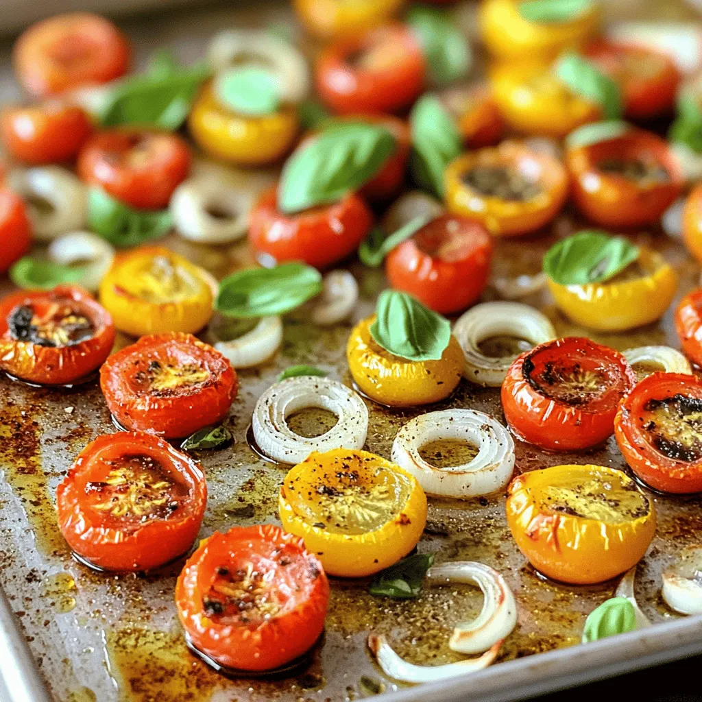 - Tomatoes: I prefer ripe Roma or heirloom tomatoes for their rich flavor. Choose firm, deep red tomatoes. Their sweetness shines when roasted. - Onion and garlic essentials: Use one medium onion and six unpeeled garlic cloves. They add depth and aroma. Roasting brings out their natural sweetness. - Olive oil and vinegar notes: Extra virgin olive oil is best for its fruity taste. A tablespoon of balsamic vinegar adds a hint of tang. - Seasoning details: For seasoning, you need salt, black pepper, dried oregano, and dried basil. A teaspoon of sugar is optional. It balances acidity and enhances sweetness. This combination of ingredients makes a flavorful sauce that truly delights. For the Full Recipe, check out the detailed instructions. First, set your oven to 400°F (200°C). This high heat helps to caramelize the tomatoes and onions. Preheating is key for the best flavor. In a large bowl, add 2 pounds of quartered tomatoes, 1 chopped onion, and 6 unpeeled garlic cloves. These fresh ingredients create a rich base for your sauce. Drizzle in 1/4 cup of extra virgin olive oil and 1 tablespoon of balsamic vinegar. Season with 1 teaspoon of salt, 1/2 teaspoon of black pepper, 1/2 teaspoon of dried oregano, and 1/2 teaspoon of dried basil. If you like a slightly sweeter taste, add 1 teaspoon of sugar. Mix everything well so the flavors blend. Spread the mixture evenly on a large baking sheet lined with parchment paper. Roast in the preheated oven for 30-35 minutes. Check until the tomatoes are caramelized and the onions are soft. This process brings out the natural sweetness and depth in each ingredient. After roasting, let the mixture cool for a few minutes. Squeeze the roasted garlic out of its skins and discard the skins. Transfer the roasted veggies to a blender. Blend until smooth or to your desired consistency. For a chunkier sauce, blend half and stir it back into the other half. This gives your sauce texture and richness. Adjust the seasoning if needed. You can now use this sauce on pasta, pizza, or store it for later. For the full recipe, check the details above. Roasting brings out a rich flavor in tomatoes. I suggest roasting for 30 to 35 minutes at 400°F. This time allows the tomatoes to caramelize nicely. Check for a soft texture and a slight browning. If you want a deeper flavor, leave them in a bit longer. Just watch closely to avoid burning. To reach your perfect sauce texture, blend the roasted mix. For a smooth sauce, blend it all. If you prefer some chunks, blend half and stir it back in. This method gives a nice balance. You can also use a food mill for a unique texture. Adjust seasonings after blending to suit your taste. Garnishing adds a final touch to your sauce. Drizzle extra virgin olive oil on top before serving. Fresh basil leaves give a burst of color and flavor. For extra richness, sprinkle freshly grated Parmesan cheese. Serve it over pasta, as a pizza base, or store it in jars for later. You can really impress guests with a simple garnish! {{image_2}} You can easily boost your roasted tomato sauce with extra veggies. Try adding bell peppers, zucchini, or carrots. Chop them up and toss them in with the tomatoes. This adds flavor and nutrients. You can even use veggies that are in season for the best taste. Roasting these veggies with the tomatoes enhances their natural sweetness. If you want to change the flavor, play with spices. Instead of just oregano and basil, try thyme or rosemary. A pinch of red pepper flakes gives it a nice kick. For a smoky taste, add smoked paprika. Each spice brings a new twist, making your sauce unique. You can adapt this sauce for different diets. If you are vegan, it is already perfect! If you avoid oil, use vegetable broth to roast the veggies. For a low-sodium version, cut back on salt. You can also make this sauce gluten-free by serving it over rice or gluten-free pasta. Each option allows you to enjoy this sauce your way. Feel free to explore these variations to make your homemade roasted tomato sauce truly your own. Check the Full Recipe for the basic version and start experimenting! After making your roasted tomato sauce, let it cool. Pour it into an airtight container. You can keep it in the fridge for up to one week. If you want to use it later, make sure to check the smell and look for any signs of spoilage before use. Want to save some for later? Freezing works great! Pour the sauce into freezer-safe bags or containers. Make sure to leave some space for expansion. Label each bag with the date. Your sauce will stay fresh for up to six months in the freezer. To use, just thaw it in the fridge overnight. If you’re feeling ambitious, you can jar your sauce. Use clean, sterilized jars for best results. Fill the jars with sauce, leaving about half an inch at the top. Seal the jars tightly and store them in a cool, dark place. This method can help your sauce last for a year if done right. Just remember to use it within a week once opened. For the full recipe, visit the recipe section above. To make homemade roasted tomato sauce, start with fresh tomatoes. I prefer using Roma or heirloom tomatoes. You will also need onion and garlic. Preheat your oven to 400°F (200°C). In a bowl, combine quartered tomatoes, chopped onion, and unpeeled garlic. Drizzle with extra virgin olive oil and balsamic vinegar. Season with salt, pepper, oregano, and basil. Toss everything together until coated. Spread the mixture on a baking sheet and roast for 30-35 minutes. The tomatoes should caramelize and the onion should soften. After roasting, let it cool, then blend until smooth. This is a great way to enjoy fresh flavors in your meals. For the full recipe, refer to the details above. Tomato sauce is rich in vitamins and minerals. It contains vitamin C, which boosts your immune system. It also has vitamin K, good for bone health. Tomatoes are high in lycopene, an antioxidant. Lycopene may lower the risk of heart disease. Additionally, tomato sauce can help with digestion due to its fiber content. Using fresh ingredients enhances these benefits, making your meals both tasty and healthy. Yes, you can use canned tomatoes in place of fresh ones. Canned tomatoes are convenient and still offer great flavor. Look for whole peeled or crushed tomatoes for the best results. If using canned, drain excess liquid to avoid a watery sauce. Canned tomatoes often have a longer shelf life, making them a handy option for quick meals. Homemade roasted tomato sauce can last in the fridge for about a week. Store it in an airtight container for best freshness. If you want to keep it longer, consider freezing it. Frozen sauce can last for up to six months. Just thaw it in the fridge before using. This allows you to enjoy your delicious sauce anytime! In this article, we explored how to make delicious roasted tomato sauce. We discussed key ingredients like tomatoes, onions, garlic, and essential oils. I shared step-by-step instructions, from preheating your oven to blending the sauce. We looked at tips to perfect roasting times and create the right consistency. I also offered ways to customize the sauce with extra veggies or spices. Homemade sauce is fresh, tasty, and easy to store. Now, you have everything you need to make your own! Enjoy the rich flavors of your creation.