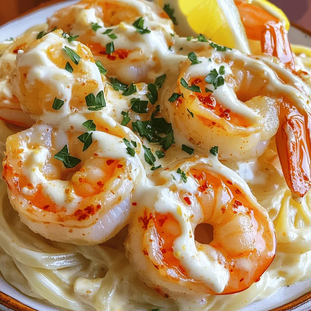 This creamy garlic butter shrimp dish is easy to make and full of flavor. The rich sauce combines garlic, butter, and cream for a delightful taste. You can serve it over pasta or rice to make it a complete meal. Here’s what you need for this tasty recipe: - 1 pound large shrimp, peeled and deveined - 4 tablespoons unsalted butter - 4 cloves garlic, minced - 1 cup heavy cream - 1 cup chicken broth - 1 teaspoon lemon zest - 1 tablespoon lemon juice - 1 teaspoon paprika - Salt and pepper to taste - Fresh parsley, chopped (for garnish) - Cooked pasta or rice (to serve) If you don’t have some ingredients, here are some swaps: - Use olive oil instead of unsalted butter for a lighter flavor. - Swap heavy cream for half-and-half or coconut milk for a dairy-free option. - Instead of chicken broth, vegetable broth works well too. - If you like it spicy, add red pepper flakes for heat. These substitutions will still give you a great meal without losing that creamy taste. Start by gathering all your ingredients. This makes cooking smooth and easy. You will need: - 1 pound large shrimp, peeled and deveined - 4 tablespoons unsalted butter - 4 cloves garlic, minced - 1 cup heavy cream - 1 cup chicken broth - 1 teaspoon lemon zest - 1 tablespoon lemon juice - 1 teaspoon paprika - Salt and pepper to taste - Fresh parsley, chopped (for garnish) - Cooked pasta or rice (to serve) Make sure your shrimp are clean and ready to go. First, heat a large skillet over medium heat. Add 2 tablespoons of butter and let it melt. Once melted, add the minced garlic. Sauté for about 1 minute until it smells great. Next, add the shrimp to the skillet. Sprinkle salt, pepper, and paprika over them. Cook the shrimp for about 2-3 minutes on each side. They should turn pink and opaque. Once done, take the shrimp out of the skillet and set them aside. In the same skillet, pour in the chicken broth. Let it simmer for 3-4 minutes to reduce a bit. After that, lower the heat and stir in the heavy cream, lemon zest, and lemon juice. Mix it all well until the sauce becomes smooth and creamy. Now, add the cooked shrimp back into the skillet. Stir gently to coat the shrimp in the sauce. Let everything simmer together for another 2-3 minutes until it's hot. Once done, remove the skillet from the heat. Stir in the last 2 tablespoons of butter until it melts into the sauce. Taste the sauce and adjust the seasoning with more salt, pepper, or lemon juice if needed. Serve your creamy garlic butter shrimp over pasta or rice. Drizzle extra sauce on top for more flavor. Garnish with chopped parsley for a fresh look. A wedge of lemon on the side adds a nice touch. For the full recipe, refer to the above section. To cook shrimp perfectly, choose large, fresh shrimp. If using frozen shrimp, thaw them first. Pat them dry to get a nice sear. Cook shrimp in hot butter, but don’t overcrowd the pan. This helps them cook evenly. Cook until they turn pink and opaque, about 2-3 minutes per side. Remove them quickly to avoid overcooking. Start with fresh garlic for a strong flavor. Sauté garlic until soft but not brown. Add chicken broth to lift the flavors. Use heavy cream for richness. Adjust the sauce with lemon juice for brightness. A touch of paprika adds warmth. Always taste and season with salt and pepper as you go. Serve creamy garlic butter shrimp over pasta or rice. This lets the sauce soak in. Garnish with fresh parsley for color and taste. A lemon wedge on the side brightens the dish. You can also pair this with a crisp salad or crusty bread to soak up the sauce. For the full recipe, check out the section above. {{image_2}} You can boost the nutrition of creamy garlic butter shrimp by adding veggies. Spinach, bell peppers, or broccoli work well. Just chop them up and add them to the skillet. Sauté them for a few minutes before adding the shrimp. This step adds color and flavor, making your meal even tastier. You can also add cherry tomatoes for a sweet pop. If you love heat, try a spicy version. Add red pepper flakes or chopped jalapeños to the garlic as it cooks. This will give your dish a nice kick. You can also use spicy sausage in place of half the shrimp. This twist makes it exciting and full of flavor. While pasta and rice are great, think outside the box. Serve the shrimp on top of a baked potato or in a taco. You can use tortillas, lettuce wraps, or even bread for a fun twist. Each option brings new flavors to the dish. A fresh salad on the side pairs well too. For a full recipe, check out the detailed steps that make this dish shine. To keep your creamy garlic butter shrimp fresh, place leftovers in an airtight container. Make sure to cool the shrimp to room temperature first. Store it in the fridge for up to three days. If you want to enjoy it later, consider freezing it. When you are ready to eat your leftovers, reheat them gently. Use a skillet on low heat. Add a splash of chicken broth or cream to keep the sauce creamy. Stir often until the shrimp are hot. Avoid cooking them too long, or they may turn tough. To freeze the shrimp, let it cool completely. Transfer it to a freezer-safe bag. Remove as much air as possible to prevent freezer burn. You can freeze it for up to three months. When you are ready to use it, thaw it in the fridge overnight. Then, follow the reheating instructions to enjoy this delicious dish again. For the full recipe, check out the entire article. Yes, you can use frozen shrimp. Just thaw them first. To thaw, place them in cold water for about 15-20 minutes. Drain the water and pat them dry with a towel. This helps avoid extra moisture in your dish. Using frozen shrimp can be just as tasty and save time. To make creamy garlic butter shrimp gluten-free, ensure your chicken broth is gluten-free. Many brands offer gluten-free options. Use gluten-free pasta or rice as a side. Check labels on all ingredients to confirm they are gluten-free. This way, you can enjoy a safe and delicious meal. Creamy garlic butter shrimp pairs well with many sides. Try serving it over cooked pasta or rice. Both absorb the rich sauce nicely. You can also serve it with crusty bread to soak up the sauce. Fresh salad or steamed vegetables make great sides too. For the full recipe, refer to the above section. This blog post covered everything about making creamy garlic butter shrimp. You learned about the key ingredients and how to prepare them. I shared tips for perfect cooking and ideas for variations. Plus, I included important storage info and answered common questions. Now you have the tools to make a delicious dish. Enjoy cooking and share it with others!