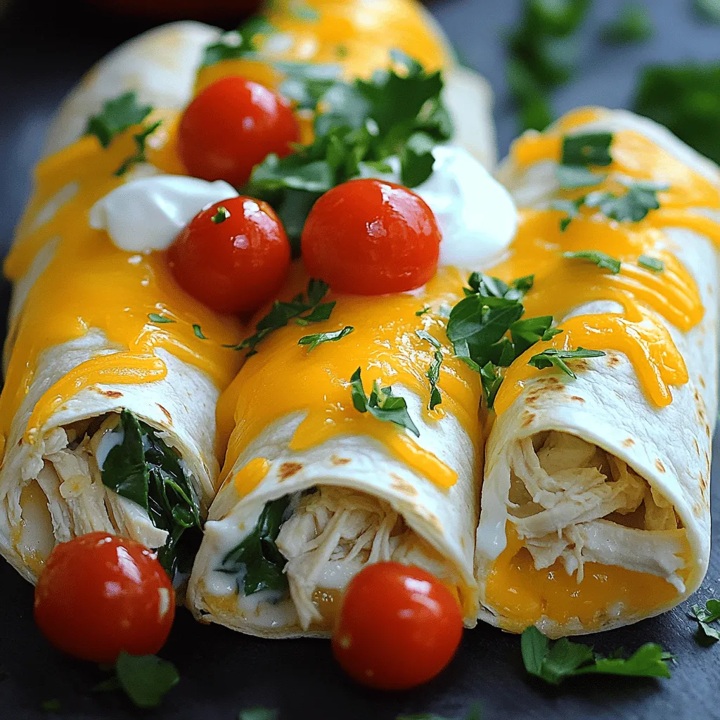 - 2 boneless, skinless chicken breasts - 1 tablespoon olive oil - 3 cloves garlic, minced - 1 teaspoon paprika - Salt and pepper to taste - 1 cup shredded mozzarella cheese - 1/2 cup fresh spinach, chopped - 1/2 cup cherry tomatoes, halved - 4 large tortilla wraps - 2 tablespoons sour cream (optional) - 1 tablespoon fresh parsley, chopped (for garnish)