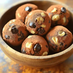 To make Chocolate Hazelnut Energy Balls, gather these simple ingredients: - 1 cup rolled oats - 1/2 cup hazelnuts, toasted and roughly chopped - 1/2 cup creamy nut butter (hazelnut or almond butter) - 1/4 cup honey or maple syrup - 1/4 cup unsweetened cocoa powder - 1/4 cup dark chocolate chips (dairy-free if required) - 1/2 teaspoon vanilla extract - Pinch of sea salt Each item plays a key role in creating a tasty snack. The oats provide a hearty base. Hazelnuts add rich flavor and crunch. Nut butter holds everything together while adding creaminess. Honey or maple syrup gives sweetness and binds the mix. Cocoa powder brings in that rich chocolate taste. Dark chocolate chips offer extra indulgence. Vanilla extract enhances the overall flavor. A pinch of salt balances the sweetness and rounds out the taste. These ingredients are easy to find and can be adapted based on your preferences. You can swap hazelnuts for other nuts or use different nut butters. This flexibility allows you to create a unique treat that suits your taste. For the full recipe, follow the steps carefully to ensure your energy balls turn out perfectly every time. 1. In a large mixing bowl, combine the rolled oats, hazelnuts, cocoa powder, and sea salt. Stir well. 2. In a separate bowl, mix the nut butter, honey, and vanilla extract until smooth. 3. Pour the wet mixture into the dry ingredients and mix thoroughly. Use a spatula or your hands. 4. Fold in the dark chocolate chips evenly. 5. Form small balls, about 1 inch in diameter, using your hands. Place them on a parchment-lined tray. 6. If the mixture is too crumbly, add a splash of water or more nut butter. Chilling the energy balls is key to their texture. It firms them up nicely. I recommend refrigerating for about 30 minutes for optimal firmness. To make the perfect Chocolate Hazelnut Energy Balls, you want the mixture to stick together well. When mixing the dry ingredients, make sure to stir them thoroughly. This helps each part blend nicely. If your mixture feels too dry, try adding a little more nut butter or a splash of water. Both will help the mixture hold together. If the texture is not what you want, adjust it. For a firmer ball, add more oats. If you want it softer, use extra nut butter. The key is to find a balance that works for you. Serving your energy balls can be fun and creative. Place them in a decorative bowl for a nice display. You can sprinkle some chopped hazelnuts or cocoa powder on top for a tasty touch. This makes them look fancy and inviting. Pair your energy balls with fresh fruit or yogurt for a complete snack. They also go well with a warm drink like tea or coffee. Enjoy your tasty treats anytime! {{image_2}} You can switch up the flavors in your Chocolate Hazelnut Energy Balls. Use different nut butters, like peanut or cashew butter, for a unique taste. Honey and maple syrup both add sweetness, but you can also try agave or coconut nectar. If you want a tropical twist, add shredded coconut. Chia seeds can provide extra crunch and nutrition. Mix in a tablespoon or two for more texture. To make these energy balls vegan, replace honey with maple syrup. For gluten-free options, use certified gluten-free oats. If you need nut-free options, sunflower seed butter works great. Just make sure to use sunflower seeds instead of hazelnuts. You can even add pumpkin seeds for an extra boost. These easy swaps help you adapt the recipe to suit your needs. Want the full recipe? Check it out above! To keep your Chocolate Hazelnut Energy Balls fresh, store them in the fridge. Place them in an airtight container. This will help maintain their taste and texture. I recommend using a glass or plastic container with a secure lid. These containers prevent moisture from getting inside. You can enjoy your energy balls for up to a week when stored this way. If you want to enjoy your energy balls for longer, freezing is a great option. Start by placing the energy balls on a baking sheet. Make sure they are not touching each other. Freeze them for about one hour. Once they are firm, transfer them to a freezer-safe bag or container. Label it with the date for easy tracking. They can last for up to three months in the freezer. When you're ready to eat them, take out the number you want. Allow them to thaw in the fridge or at room temperature. This gives you the best flavor and texture. Enjoy your tasty snack whenever you want! How long do Chocolate Hazelnut Energy Balls last? These energy balls can last about one week in the fridge. Store them in an airtight container. If you freeze them, they can last for up to three months. Thaw them in the fridge before enjoying. Can I make these energy balls without chocolate? Yes, you can. Just leave out the cocoa powder and dark chocolate chips. You can add extra nut butter or sweetener to keep the flavor rich and tasty. Are there any healthier alternatives to the ingredients? Absolutely! You can use almond butter instead of hazelnut butter. For sweeteners, try agave nectar or stevia. Rolled oats can be swapped with quinoa flakes for a gluten-free option. What are the nutritional benefits of energy balls? Energy balls are packed with nutrients. They are high in protein, healthy fats, and fiber. These ingredients help keep you full and provide lasting energy. They also contain vitamins and minerals from nuts and oats. How can I customize these energy balls for specific diets? You can adjust the recipe based on your needs. For a vegan option, use maple syrup and dairy-free chocolate chips. If you need a nut-free recipe, use seeds like sunflower seeds or pumpkin seeds instead of nuts. These Chocolate Hazelnut Energy Balls are easy to make and fun to enjoy. We covered ingredients, step-by-step instructions, and tips for the best results. You can customize flavors and adapt them for different diets. With proper storage, these treats stay fresh longer. Try freezing them for snacks down the road. Energy balls make a great snack. Whether you need a boost or something sweet, they fit perfectly. Enjoy making and sharing your creations!