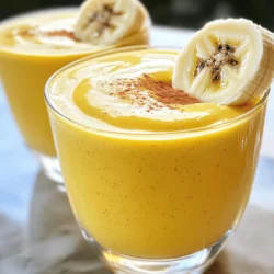 - 2 ripe bananas, frozen - 2 tablespoons creamy peanut butter - 1 cup unsweetened almond milk (or milk of choice) - 1 tablespoon honey or maple syrup (optional) - 1 tablespoon chia seeds - 1/2 teaspoon vanilla extract - A pinch of cinnamon - Ice cubes (optional) These ingredients come together for a creamy treat. The frozen bananas give a smooth texture. They also add natural sweetness. The peanut butter gives protein and flavor. Almond milk keeps it light and nutty. If you want extra sweetness, add honey or maple syrup. Chia seeds boost your fiber intake. Vanilla extract adds a lovely aroma. A pinch of cinnamon gives warmth. Ice cubes can make it thicker. - Calories per serving: About 300 calories - Macronutrient breakdown: - Carbs: 40g - Protein: 8g - Fats: 12g Each ingredient brings its own benefits. Bananas provide potassium and fiber. Peanut butter offers healthy fats and protein. Almond milk is low in calories and dairy-free. Chia seeds are rich in omega-3s and fiber. This smoothie is not just tasty; it’s also good for you. Enjoy this drink as a quick breakfast or snack. It’s filling and keeps you energized. Make sure to check the Full Recipe for more details! To make the best Peanut Butter Banana Smoothie, start by choosing ripe bananas. Look for bananas that have a few brown spots. These bananas taste sweeter and are easier to blend. Using frozen bananas is key. Frozen bananas make your smoothie creamy and cold. If you don't have frozen bananas, you can freeze them yourself. Just peel, slice, and freeze for a few hours. Measure your other ingredients carefully. Accurate amounts ensure a balanced flavor. For example, too much peanut butter can overpower the banana taste. Next, combine your ingredients in a high-speed blender. Add the frozen bananas, peanut butter, almond milk, honey, chia seeds, vanilla extract, and cinnamon. Blend on high speed until the mixture is smooth. You want a creamy texture with no lumps. If you prefer a thicker smoothie, toss in a few ice cubes and blend again. When serving, choose clear glasses. This way, you can show off the beautiful creaminess of the smoothie. For a lovely finish, garnish your smoothie. A sprinkle of cinnamon or a banana slice on top adds a nice touch. You can also add a dollop of peanut butter for extra flair. Enjoy your delicious Peanut Butter Banana Smoothie! To get a smooth, creamy texture, you can adjust the thickness of your smoothie. If you want it thicker, add a few ice cubes. For a thinner drink, use more almond milk. Start with a cup of almond milk and add more if needed. When blending, make sure to blend fully. This means mixing until all ingredients are smooth. If your blender struggles, stop and stir the mix. Then, blend again. Finding the right level of sweetness is key. You may want to start with just one tablespoon of honey or maple syrup. Taste the smoothie and decide if you want it sweeter. If you want alternatives to honey or maple syrup, try using mashed dates or agave nectar. These options can add a nice sweetness without being too heavy. To make your smoothie even better, think about adding spices. A dash of nutmeg or a pinch of ginger can brighten the flavor. For extra nutrition, consider adding protein powder or a handful of spinach. These options boost vitamins and minerals without changing the taste much. {{image_2}} You can easily switch up the flavors in your peanut butter banana smoothie. Here are two fun ideas: - Chocolate Peanut Butter Banana Smoothie: Add 1-2 tablespoons of cocoa powder or chocolate syrup. This gives the smoothie a rich, chocolatey taste that pairs well with bananas and peanut butter. - Berry Banana Smoothie Twist: Toss in 1 cup of mixed berries like strawberries or blueberries. This adds a fruity twist while still keeping the banana flavor strong. You can adjust this smoothie to fit different diets: - Making it Vegan or Dairy-Free: Simply use almond milk or any plant-based milk. Skip the honey and use maple syrup instead, and your drink is vegan! - Nut-Free Options Using Sunflower Seed Butter: If you have nut allergies, use sunflower seed butter instead of peanut butter. It gives a similar texture and flavor without nuts. You can also turn your smoothie into a fun bowl: - Turning the Recipe into a Smoothie Bowl: Make your smoothie thicker by using less milk or adding more frozen bananas. Pour it into a bowl instead of a glass. - Toppings for a Smoothie Bowl Presentation: Top your smoothie bowl with sliced bananas, granola, nuts, or seeds. You can also drizzle honey or sprinkle shredded coconut for added flavor and texture. To keep your smoothie fresh, use a glass jar with a tight lid. Glass keeps flavors better than plastic. Store your smoothie in the fridge for up to 24 hours. If you wait too long, the texture may change. You can freeze your smoothie in ice cube trays. Pour the leftover smoothie into the trays and freeze until solid. Once frozen, pop them out and store in a freezer bag. To enjoy later, thaw the cubes in the fridge overnight or blend with a splash of milk for a quick treat. To keep bananas fresh longer, store them at room temperature, away from sunlight. If they ripen too fast, separate them from other fruits. For peanut butter, look for natural options with minimal ingredients. This ensures you get the best flavor and quality for your smoothie. Yes, you can use fresh bananas. However, frozen bananas make the smoothie cold and creamy. They add a thicker texture. Fresh bananas will give a different taste and texture. You may need to add ice to cool the drink. This change can make the smoothie less smooth. Frozen bananas also keep the smoothie fresh longer. To thicken your smoothie, you have a few options. Try adding more frozen bananas. You can also add ice cubes. Chia seeds will make it thicker too. They soak up liquid and expand. Another option is to reduce the amount of liquid. This will help your smoothie hold its shape better. You can make this smoothie ahead of time. Just blend the ingredients and store them in the fridge. A good tip is to use an airtight container. This helps keep the smoothie fresh. You can also freeze it for longer storage. Just remember to thaw it before drinking. Mix it again before serving for the best texture. This blog post covered a delicious banana smoothie recipe. You learned about the ingredients, from ripe bananas to creamy peanut butter. I shared tips for preparing and blending your smoothie, ensuring it has the perfect consistency. You also discovered flavor variations and how to store leftovers. In conclusion, making smoothies can be fun and healthy. Experiment with ingredients and enjoy your creations! Try different flavors and share them with friends. You’ll love the taste and benefits of these easy recipes.