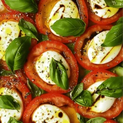 - Ripe tomatoes - Fresh basil leaves The key to a great Caprese salad starts with fresh produce. Choose ripe tomatoes that are juicy and sweet. Look for varieties like heirloom or vine-ripened. Their bright colors and rich flavors will elevate your dish. Fresh basil leaves are a must. They add a fragrant herb taste that pairs perfectly with the tomatoes and cheese. - Fresh mozzarella cheese - Olive oil - Balsamic vinegar - Salt and pepper Next, you need fresh mozzarella cheese. It should be creamy and soft, giving a rich taste. Use high-quality olive oil for drizzling. Its fruity notes will enhance the flavors. Balsamic vinegar adds a tangy touch. It brings balance to the salad. Don't forget salt and pepper! They enhance every ingredient's flavor. - Additional herbs - Other toppings You can get creative with optional add-ons. Consider extra herbs like oregano or chives for more flavor. Other toppings like avocados or olives can also add a fun twist. Each choice can change the salad's character. Just make sure to balance new flavors with the classic Caprese style. For the full recipe, check out the [Full Recipe]. To start, take a small saucepan and pour in the balsamic vinegar. Heat it over medium heat. Watch it carefully as it heats. You want it to simmer gently. Stir it occasionally to make sure it doesn’t burn. Let it simmer until it reduces by half. This should take about 8 to 10 minutes. Now, here’s the trick: you know it’s done when it coats the back of a spoon. Once it reaches that perfect consistency, remove it from the heat. Let it cool for a moment before using it in your salad. Next, grab a large serving platter. Begin with your ripe tomato slices. Place a slice of tomato on the platter. Follow it with a slice of fresh mozzarella cheese. Keep layering them. Alternate between the tomato and mozzarella until they fill the plate. This creates a beautiful, colorful pattern. Now, for the fun part—add the basil leaves! Tuck whole basil leaves between the tomato and cheese layers. This adds a fresh taste to each bite. Now it’s time to dress your salad! Drizzle the olive oil over the entire creation. Don’t be shy; the oil adds great flavor. Next, sprinkle some salt and freshly cracked pepper on top. This will enhance the taste of your salad. Finally, take that cooled balsamic reduction. Drizzle it artistically over the salad. This adds a bold flavor and makes the dish look stunning. Enjoy your Classic Caprese Salad with Balsamic Reduction Delight! Choosing the best tomatoes is key for a Caprese salad. Look for ripe, juicy tomatoes. Varieties like heirloom or vine-ripened work great. They should feel heavy in your hand and have a bright color. Avoid any with bruises or wrinkles. Fresh mozzarella is equally important. Pick mozzarella that feels soft and moist. It should come packed in water or whey for the best flavor and texture. If you can, buy it from local markets. The taste is often richer and creamier. Arranging your salad for visual appeal adds to the experience. Start by layering tomato and mozzarella slices in a circle. Alternate them for a beautiful display. Tuck whole basil leaves between the layers. This adds pops of green and aroma. Drizzling the balsamic reduction last gives it that gourmet touch. Serve on a large white plate for contrast. It makes the colors pop and looks inviting. To boost flavor, marinate your tomatoes first. Cut them into slices and sprinkle with salt. Let them sit for 10-15 minutes. This draws out juices and enhances the taste. You can also try alternative seasonings. Consider adding a sprinkle of crushed red pepper for heat. Fresh herbs like oregano or thyme can add depth. Experiment and find what you love. Each twist makes your salad unique. For the full recipe, check it out [here](#). {{image_2}} You can make your Caprese salad even better by adding extra ingredients. One great option is to include avocados. They add a creamy texture and healthy fats. Just slice them up and layer them with the tomatoes and mozzarella. Another idea is to use different cheeses. While fresh mozzarella is a classic choice, you might try burrata or goat cheese. Each cheese brings its own unique flavor. This twist can change the whole feel of the dish. Spice things up with some heat. You can add jalapeños for a kick. Just slice them thin and layer them in with the other ingredients. This adds a fun surprise for those who love spicy food. Another way to change the flavor is by switching up your oil. Try using flavored olive oils, like garlic or chili oil. This small change can make a big difference in taste. For those on a vegan diet, you can easily make this salad vegan. Just skip the cheese or use a plant-based cheese alternative. There are many great options available today. If you need a gluten-free dish, you’re in luck! This salad is naturally gluten-free. Just ensure that your balsamic reduction does not contain any added gluten. Enjoy this fresh dish worry-free! To store leftovers, cover the salad tightly and place it in the fridge. Use an airtight container to keep it fresh. The salad tastes best within two days. Tomatoes can lose their flavor over time, so enjoy it soon. If you have leftover balsamic reduction, store it in a small jar. It can last up to a week in the fridge. Make sure it cools completely before sealing the jar. You can freeze balsamic reduction. Pour it into an ice cube tray and freeze until firm. Once frozen, transfer the cubes to a freezer bag. They can last for up to three months. The assembled salad, however, does not freeze well. The texture of the tomatoes and mozzarella changes when frozen. It is best to eat the salad fresh. If you have leftover mozzarella, you can gently reheat it. Place it on a plate and cover with a damp paper towel. Microwave it in short bursts of ten seconds. Monitor closely to avoid melting it too much. The tomatoes, however, should be enjoyed cold. Reheating them can make them mushy. Always drizzle fresh balsamic reduction on top just before serving for the best taste. For more details, check the Full Recipe. To make balsamic reduction, use just balsamic vinegar. Pour it into a small saucepan. Heat it on medium until it simmers. Stir it gently as it cooks. Let it reduce by half, which takes about 8 to 10 minutes. You know it's ready when it coats the back of a spoon. Let it cool before using it on your salad. This adds a rich, sweet flavor that pairs well with the fresh ingredients. Yes, you can prep this salad ahead of time. Slice the tomatoes and mozzarella early in the day. Keep them in the fridge, but don’t mix them yet. You can also wash and dry the basil leaves. Just layer the ingredients right before serving. Drizzle the olive oil and balsamic reduction at the last moment. This keeps the salad fresh and tasty. If you can't find mozzarella, don't worry! You can use burrata, which has a creamy center. Feta cheese offers a tangy flavor and crumbles easily. Even goat cheese can work well, giving a different taste. If you want a vegan option, try cashew cheese or tofu. These alternatives let you enjoy a Caprese salad, too. To make your salad heartier, add protein. Grilled chicken or shrimp works great. You can also toss in some chickpeas or white beans for extra fiber. If you want carbs, serve it with crusty bread or cooked pasta. These additions turn a light salad into a complete meal. Enjoy this Classic Caprese Salad with Balsamic Reduction Delight! For the full recipe, check out the previous sections. This blog post covered how to make a fresh and tasty salad. We discussed the key ingredients, like ripe tomatoes and fresh mozzarella. You learned step-by-step instructions for preparing balsamic reduction and assembling the salad. I shared tips for ingredient selection and presentation to wow your guests. We also explored fun variations and storage tips to keep your salad fresh. Remember, this salad is versatile, so feel free to mix and match. Enjoy creating a dish that impresses both you and your friends!