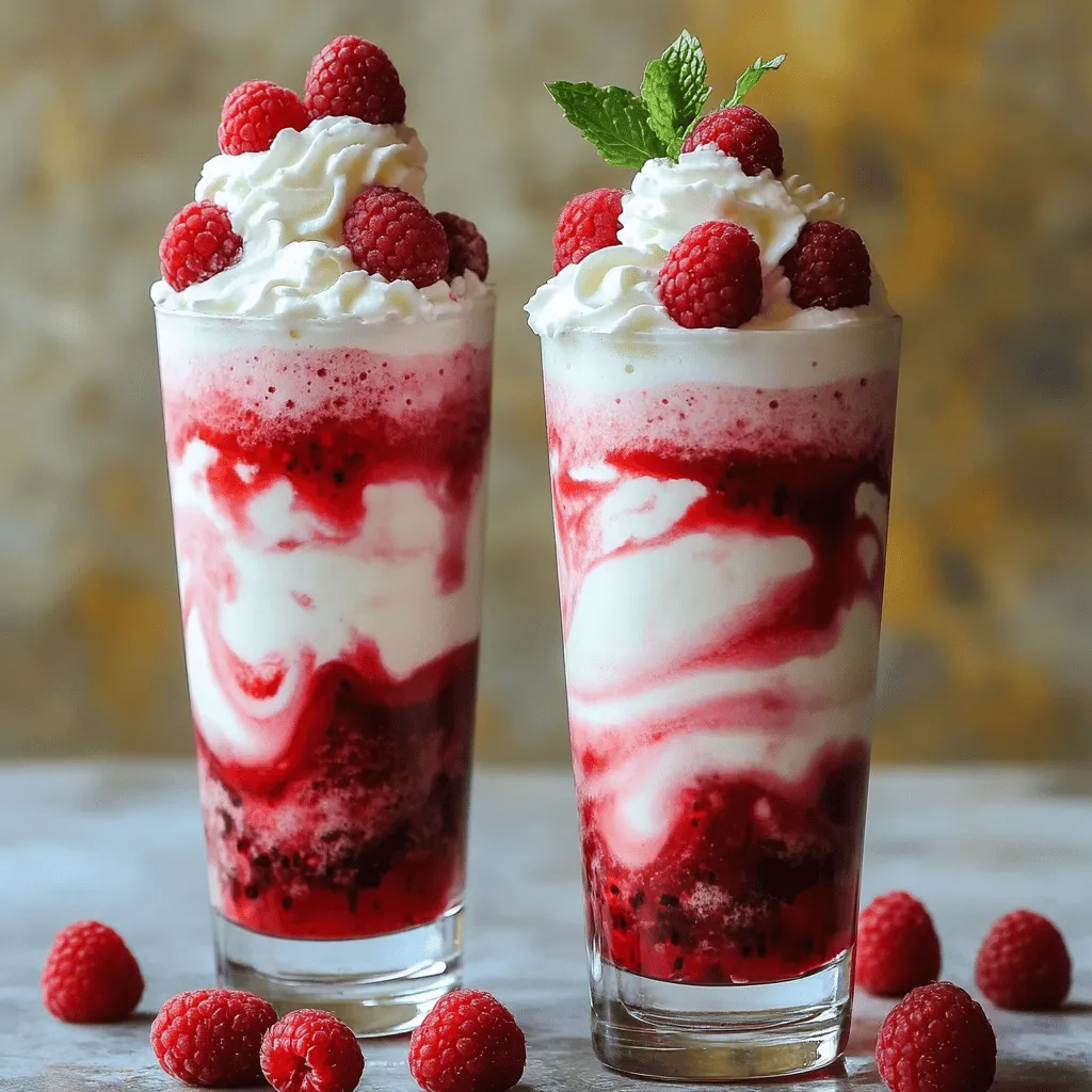 To create the perfect White Chocolate Raspberry Frappe, gather these simple ingredients: - 1 cup milk (whole or almond milk) - 1/2 cup heavy cream - 1/3 cup white chocolate chips - 1 cup fresh raspberries (plus extra for garnish) - 1-2 tablespoons raspberry syrup (adjust for sweetness) - 1 tablespoon vanilla extract - 2 cups ice - Whipped cream (for topping) - Mint leaves (for garnish) Each ingredient plays a key role. The milk and cream give the frappe its rich, creamy base. The white chocolate chips add sweetness and depth. Fresh raspberries bring bright flavor and a pop of color. The raspberry syrup boosts the sweetness and enhances the berry taste. Make sure your ice is fresh for that perfect chill. Whipped cream on top is a must. It makes every sip a sweet delight. Finally, the mint leaves add a fresh touch. This recipe is a treat for both your eyes and taste buds. If you want to see the full method to make this delight, check the Full Recipe. - Combine white chocolate chips and 1/4 cup of milk in a saucepan. - Stir continuously until smooth. This creates a rich base for your frappe. Melted white chocolate adds a creamy, sweet flavor. Make sure you stir it well. Avoid burning the chocolate by keeping the heat low. Once smooth, remove it from the heat and let it cool slightly. - Add the remaining milk, heavy cream, melted white chocolate, fresh raspberries, raspberry syrup, vanilla extract, and ice to a blender. - Blend until smooth and frosty. Blend on high speed for about 30 seconds. This mix should be thick and creamy. If your blender struggles, stop and stir the mixture. Make sure it's well combined for the best taste. - Taste the mixture and add more syrup if needed for sweetness. - Pour into glasses and garnish with whipped cream. Taste is key here. If you want it sweeter, add more raspberry syrup. After blending, pour the frappe into tall glasses. Top each glass with whipped cream. For a fun touch, add fresh raspberries and mint leaves as a garnish. Enjoy your White Chocolate Raspberry Frappe! This treat is perfect for warm days or any time you want a sweet drink. Check out the [Full Recipe] for more details. - Use chilled ingredients for a frosty texture. - Blend in batches if your blender is small. To get the best texture, chill all your ingredients. Cold milk and cream make a big difference. If your blender struggles, blend small amounts at a time. This helps keep everything smooth. - Consider serving in clear glasses for visual appeal. - Add additional garnishes like chocolate shavings. Clear glasses let you show off the lovely colors. The red from raspberries and the white from chocolate look great together. You can also sprinkle chocolate shavings on top. It adds a nice touch and extra flavor. - Substitute regular milk with plant-based options. - Experiment with different syrups or fruit flavors. If you want a dairy-free drink, try almond or oat milk. These options taste great and keep the drink creamy. You can also change the syrup. Use strawberry or blueberry syrup for a new twist. The Full Recipe gives you the base, and you can make it your own! {{image_2}} You can change up the frappe's flavor with ease. Try adding strawberries or blueberries for a fruity twist. These berries add a fresh taste and pretty color. You could also use dark chocolate instead of white chocolate. Dark chocolate gives a richer flavor. This swap can create a nice contrast with the raspberry. If you want a lighter drink, consider healthy swaps. Use low-fat cream or non-dairy substitutes like almond or oat milk. These options keep the frappe creamy without extra fat. You can also sweeten it with honey or agave syrup. These natural sweeteners can enhance the flavor without refined sugar. Add fun seasonal flavors to your frappe for a special treat. In fall, add pumpkin spice to the mix. This gives a cozy vibe to your drink. During the holidays, infuse your frappe with peppermint syrup. The minty flavor adds a festive touch that many will enjoy. You can find the full recipe for the White Chocolate Raspberry Frappe and see how easy these variations can be! To keep your White Chocolate Raspberry Frappe fresh, store it in an airtight container in the fridge. This will help maintain its creamy texture and sweet flavor. Make sure to consume it within 24 hours for the best freshness. After that, the taste may change, and it might not be as delightful. If you want to save some for later, you can freeze your frappe. Pour it into a freezer-safe container, leaving some space for expansion. When you're ready to enjoy it, thaw it in the fridge for a few hours or overnight. Keep in mind that the texture may change after freezing. It might become a bit grainy. If that happens, a quick blend can help restore some creaminess. For the full recipe, check out the detailed steps earlier in the article! Yes, you can make this frappe dairy-free! Here are some easy swaps: - Use almond milk or oat milk instead of whole milk. - Replace heavy cream with coconut cream or a non-dairy whipping cream. - Ensure your white chocolate chips are dairy-free. Look for brands made without milk. These options keep the taste creamy and delicious! You should drink your frappe fresh for the best taste. If you have leftovers, store them in the fridge in a sealed container. Try to enjoy it within 24 hours. The longer it sits, the more the ice will melt. This changes the texture and taste. If you freeze it, the texture may change when thawed, but you can still enjoy it! Pair your frappe with tasty snacks! Here are some ideas: - A slice of chocolate cake for a sweet treat. - Fresh fruit, like strawberries or blueberries, for a light touch. - Cookies, like shortbread or biscotti, for a nice crunch. These pairings make your drink even more enjoyable! This blog post covered how to make a delicious White Chocolate Raspberry Frappe. We shared the ingredients, step-by-step instructions, and tips for perfection. I also included fun variations and storage info to keep your frappe fresh. Experimenting with flavors can make your frappe unique. Don’t shy away from trying new ingredients or serving ideas. Enjoy your tasty treat, and share it with friends or family!