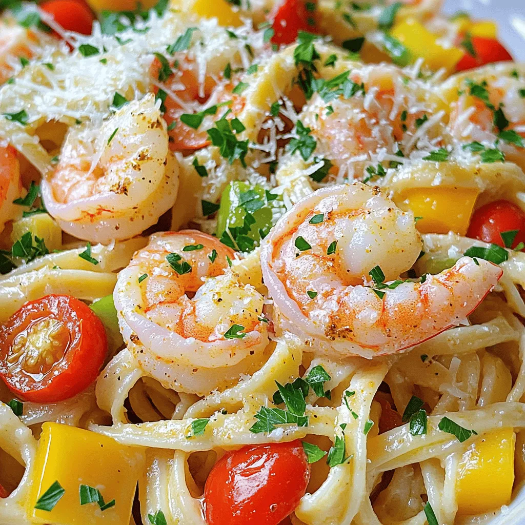 To make Cajun shrimp pasta, gather these ingredients: - 8 oz linguine or fettuccine pasta - 1 lb shrimp, peeled and deveined - 2 tablespoons Cajun seasoning - 2 tablespoons olive oil - 4 cloves garlic, minced - 1 bell pepper, sliced (any color) - 1 cup cherry tomatoes, halved - 1 cup heavy cream - 1/2 cup grated Parmesan cheese - Salt and pepper to taste - Fresh parsley, chopped (for garnish) These ingredients blend to create a dish full of flavor. The shrimp and pasta pair perfectly with the creamy sauce. Choosing a good Cajun seasoning makes a big difference. I often use brands like Tony Chachere's or Zatarain's. They deliver great flavor without being too spicy. You can also mix your own seasoning with paprika, garlic powder, onion powder, and cayenne pepper. Experiment and find what works best for you! Want to elevate your dish? Here are some optional add-ins: - Spinach or kale for greens - Mushrooms for an earthy taste - Fresh lemon juice for brightness - Crumbled feta or goat cheese for tang These add-ins can enhance the dish's depth. Feel free to get creative and adjust based on your taste! Start by boiling water in a large pot. Add salt to the water for flavor. Once the water bubbles, toss in the linguine or fettuccine. Cook it until it is al dente. This means it should be firm but not hard. Drain the pasta and set it aside. A good tip is to save a bit of the pasta water. It helps if the sauce gets too thick later. In a medium bowl, put your peeled and deveined shrimp. Sprinkle the Cajun seasoning over the shrimp. Make sure to coat each piece well. This will give the shrimp a nice kick of flavor. You can use your hands or a spoon to mix them. Let it sit for a few minutes so the flavors soak in. This step is key to making your dish pop. Heat olive oil in a large skillet over medium heat. Add minced garlic and sliced bell pepper to the pan. Sauté them for about 2-3 minutes. You want the bell peppers to be soft. Next, add the seasoned shrimp to the skillet. Cook for 3-4 minutes, flipping halfway. They should turn pink and opaque. After that, stir in halved cherry tomatoes. Let them soften for about 2 minutes. Now, lower the heat and pour in the heavy cream. Stir well and let it simmer for 1-2 minutes. Mix in grated Parmesan cheese until it melts. Season with salt and pepper to taste. Finally, add your cooked pasta to the skillet. Toss everything together until the pasta is coated. If the sauce is thick, add a splash of pasta water. Now, your dish is ready to serve! For the full recipe, check out the details above. To keep shrimp tender, watch your cooking time closely. Cook shrimp for just 3-4 minutes. They should turn pink and opaque. Remove them from heat as soon as they change color. Overcooked shrimp can become rubbery. It's better to undercook slightly and let them rest. They will continue to cook in the hot sauce. For a creamy sauce, use heavy cream. It gives a rich texture that coats the pasta well. Stir the cream gently into the skillet. Heat it over low to prevent boiling. If the sauce gets too thick, add a splash of pasta water. This will help loosen it up. Parmesan cheese adds flavor and creaminess. Mix it in until it melts completely. Adjust salt and pepper to taste for perfect seasoning. For this dish, you need a few basic tools. Use a large pot for boiling pasta. A skillet is best for sautéing shrimp and veggies. A wooden spoon or spatula helps mix everything. Use a measuring cup for heavy cream and cheese. A good colander makes draining pasta easy. Having these tools ready will make cooking smooth and fun. Check out the Full Recipe for more details on each step. {{image_2}} You can make Cajun shrimp pasta even better with veggies. Try adding spinach, zucchini, or mushrooms. These veggies bring a fresh taste and extra color. If you want, swap out the bell pepper for asparagus or broccoli. These choices add crunch and nutrients. You can also toss in some peas for sweetness. This way, you can make a dish that fits your taste. If you love heat, boost your Cajun shrimp pasta! Add more Cajun seasoning for extra spice. You can also toss in red pepper flakes or sliced jalapeños. Mix them in with the shrimp while cooking. Another idea is to use spicy sausage with the shrimp. This gives a rich flavor and packs a punch. Just remember to taste as you go. You want to enjoy the heat, not burn your tongue! For a gluten-free version, choose gluten-free pasta. Many brands offer these options now. They cook just like regular pasta, so no need to worry. If you want a low-carb meal, use zucchini noodles or spaghetti squash. These options keep the flavor but cut down on carbs. Just remember to sauté them lightly before adding to the sauce. This keeps them from becoming too watery. Enjoy a tasty meal that fits your diet! After enjoying your Cajun shrimp pasta, let it cool. Place leftovers in an airtight container. This helps keep the flavors fresh. Store it in the fridge for up to three days. Don't forget to label it. This way, you know when to eat it. To reheat your pasta, use a skillet for even heating. Add a splash of water or cream to keep it creamy. Heat it over medium-low heat, stirring gently. This helps prevent sticking and drying out. You can also use the microwave. Just cover the bowl with a plate and heat in short bursts. If you want to keep it longer, freezing is a great option. First, let the pasta cool completely. Then, portion it into freezer-safe bags or containers. Remove as much air as you can. Label each bag with the date. For best taste, eat within two months. To thaw, move it to the fridge overnight. Reheat it as mentioned before for a tasty meal. Cajun shrimp pasta comes from Louisiana's Cajun culture. Cajun food blends French, African, and Spanish flavors. The dish shows a mix of spices and fresh seafood. The pasta adds a nice touch to this rich flavor. It is a great way to enjoy Cajun cooking at home. Yes, you can use frozen shrimp for this recipe. Just make sure to thaw them first. Place the shrimp in cold water for about 15 minutes. This helps them cook evenly. Frozen shrimp can save time and are often just as tasty as fresh. To make this dish dairy-free, swap heavy cream for coconut milk or almond milk. You can also use dairy-free cheese instead of Parmesan. This keeps the creamy texture without the dairy. The Cajun spices will still give it a great flavor. For the complete recipe, including detailed steps, check out the Full Recipe. It has everything you need to make this tasty dish. This blog post covered everything you need for Cajun shrimp pasta. We looked at key ingredients, brands, and optional add-ins to amp up flavor. You learned to cook the pasta and season shrimp right. I shared tips to avoid overcooking and keep your sauce creamy. I also gave you storage methods and variations to suit your taste. Enjoy cooking your Cajun shrimp pasta and remember to have fun with it!