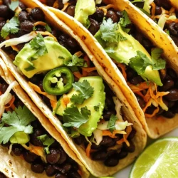 - 2 cans black beans, rinsed and drained - 1 tablespoon olive oil - Fresh vegetables for topping These main ingredients form the heart of my spicy black bean tacos. The black beans provide protein and fiber. Olive oil adds richness and helps cook the veggies. Fresh toppings bring color and crunch. - Selection of spices for added heat - Gluten-free tortilla options - Alternative toppings and garnishes You can spice up the tacos with jalapeños or chili powder. If you need gluten-free options, use corn tortillas. For toppings, consider avocado, salsa, or fresh cilantro. You can make these tacos your own with just a few tweaks. For the full recipe, check out the complete cooking instructions. To start, you need to chop some fresh ingredients. First, take one small onion and finely chop it. Next, mince two cloves of garlic. For some heat, chop one jalapeño pepper, removing the seeds for less spice. After this, rinse and drain two cans of black beans in a colander. In a large skillet, heat one tablespoon of olive oil over medium heat. Once hot, add the chopped onion. Sauté the onion for about five minutes, or until it turns soft and clear. Stir in the minced garlic and jalapeño. Cook for another one to two minutes until you smell their nice aroma. Now it's time to add flavor. Toss in the rinsed black beans along with one teaspoon of ground cumin, one teaspoon of smoked paprika, and one teaspoon of chili powder. Season with salt and pepper to taste. Mix everything well and let it cook for about five to seven minutes. This step warms the beans and lets the spices blend. While the bean mixture cooks, grab your tortillas. Heat eight small corn or flour tortillas in a separate pan over medium heat. Warm each side for about thirty seconds until they feel soft and flexible. Now, you can assemble the tacos! Place a generous scoop of the black bean mixture in each tortilla. Top with one cup of shredded cabbage or lettuce, some slices of avocado, and a sprinkle of fresh cilantro. For extra zing, serve with lime wedges on the side for squeezing on top. Enjoy your spicy black bean tacos! For the complete cooking instructions, check the Full Recipe. You can change the spice level of your tacos easily. If you want a milder version, skip the jalapeño or remove the seeds. You can also add some diced bell pepper for sweetness. For those who love heat, try adding crushed red pepper flakes or extra jalapeños. A dash of hot sauce on top can bring the fire, too. To make your tacos vegan, you’re already on the right track! The black beans are plant-based. Just ensure that any toppings are also vegan. For a gluten-free meal, choose corn tortillas. Check the labels to make sure they are certified gluten-free. You can also use lettuce wraps instead of tortillas for a fresh twist. Pair your tacos with tasty sides for a full meal. Some great options include: - Mexican rice - Refried beans - Grilled corn on the cob You can also serve fresh salsa or guacamole on the side. For drinks, a cold limeade or Mexican beer works great. You can even try a fruity mocktail for a fun twist. These sides and drinks will make your meal more enjoyable. For the complete cooking instructions, check the Full Recipe. {{image_2}} You can easily switch up the protein in your tacos. Adding shredded chicken or beef gives a nice twist. Just cook your meat with the same spices as the black beans. It will mix well and add flavor. If you prefer plant-based options, try tofu. Firm tofu works best. Cut it into small cubes. Sauté it until golden brown. Season it just like the beans. This will add great texture and taste. Dressings and sauces can take your tacos to the next level. A drizzle of chipotle sauce adds a smoky kick. You might also enjoy a fresh lime crema for a zesty touch. Making your own salsa or guacamole is easy. For salsa, chop fresh tomatoes, onions, and cilantro. Mix in lime juice and salt. For guacamole, mash ripe avocados and mix in lime juice and salt. Both add freshness and flavor to your tacos. Use seasonal vegetables for added crunch and flavor. In spring, add fresh radishes or asparagus. In summer, grilled corn or zucchini shines. In fall, roasted sweet potatoes or squash make a tasty addition. You can also adapt your tacos for holidays. For Cinco de Mayo, add festive toppings like pickled onions and queso fresco. For a cozy winter meal, serve with warm, spiced beans and a side of hot cocoa. With these variations, you can enjoy spicy black bean tacos all year round! For the full recipe, check out the detailed cooking instructions. To keep your leftover tacos fresh, store them in an airtight container. This method helps keep the flavors locked in and prevents them from drying out. You can place the tacos in the fridge for up to three days. If you separate the filling from the tortillas, they will last longer. The tortillas can get soggy if stored together too long. When it’s time to reheat your tacos, the best method is using a skillet. Heat the skillet over medium heat. Place the tacos in the pan for about 2-3 minutes on each side. This method helps keep the tortillas crispy. You can also microwave them for about 30-45 seconds, but be careful not to overdo it. This can make the tortillas tough. Always check the filling to make sure it's hot. If needed, add a splash of water to keep them moist while reheating. Yes, you can make the bean mixture ahead of time. Here’s how: - Cook the black bean mix as directed in the recipe. - Let it cool completely. - Store it in an airtight container in the fridge for up to three days. When you're ready to eat, just reheat it in a pan. This saves time on busy nights! You have many tasty options! Here are some ideas: - Rice or quinoa: These grains complement the tacos well. - Chips and salsa: A classic snack that pairs nicely with the meal. - Guacamole: Creamy avocado adds great flavor. - Fresh fruit: Watermelon or mango can be refreshing. - Cold drinks: Try a light beer, iced tea, or lemonade. Yes, these tacos are packed with nutrition. Here’s why: - High fiber: Black beans are rich in fiber, which helps digestion. - Low fat: The ingredients keep the fat content low. - Vitamins and minerals: Toppings like avocado and cabbage add vitamins. Overall, this dish supports a healthy diet while being delicious. For the complete cooking instructions and details, check out the Full Recipe. Spicy black bean tacos are easy to make and fun to enjoy. You learned about the main ingredients, step-by-step cooking, and how to customize your dish. We explored ways to adjust spice levels and make your tacos vegan or gluten-free. Plus, we discussed flavorful sides and variations to keep meals exciting. Remember, leftovers can also shine! With these tips, you'll whip up tacos for any occasion. Enjoy creating your own tasty twists and share your favorites with friends!