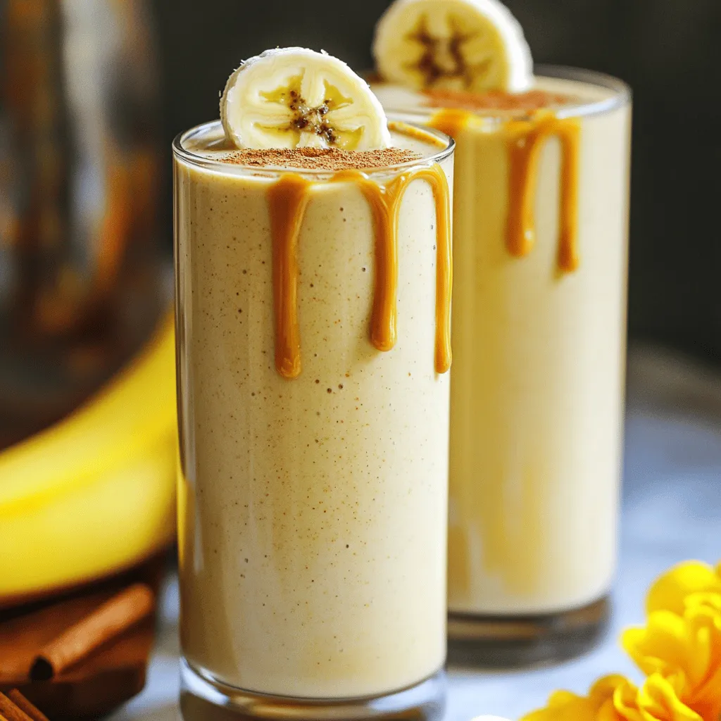 Here’s what you need to make a delicious peanut butter banana smoothie: - 2 ripe bananas, frozen and sliced - 1/3 cup natural peanut butter - 1 cup milk (or almond milk for a dairy-free version) - 1 tablespoon honey or maple syrup (optional) - 1/2 teaspoon ground cinnamon - 1/4 cup Greek yogurt - A pinch of salt - Ice cubes (optional) Each ingredient plays a key role. The bananas give a sweet, creamy base. The peanut butter adds richness and protein. Milk makes it smooth, while Greek yogurt boosts creaminess and nutrition. Honey or maple syrup can sweeten it up if you like. Ground cinnamon adds warmth and flavor, and a pinch of salt enhances all the tastes. Ice cubes can make it thicker, if you prefer. These simple, wholesome ingredients come together for a tasty treat. You can find the full recipe to guide you through the process. To start, grab your frozen bananas. You want ripe bananas for the best flavor. Peel them, slice them, and place them in a freezer bag. Freeze them for at least two hours. This makes your smoothie cold and creamy. Next, measure out the peanut butter and yogurt. Use 1/3 cup of natural peanut butter. This gives a rich taste and smooth texture. For the yogurt, use 1/4 cup of Greek yogurt. It adds creaminess and protein. Now, let’s blend! In your blender, add the frozen banana slices, peanut butter, and 1 cup of milk. You can choose regular milk or almond milk if you want a dairy-free option. Then, add the Greek yogurt, 1/2 teaspoon of ground cinnamon, and honey or maple syrup if you like it sweeter. Don’t forget a pinch of salt to enhance the flavors. If you want a thicker smoothie, add some ice cubes. Blend everything on high until it’s smooth and creamy. You might need to stop and scrape down the sides. This ensures all the ingredients mix well. Taste your smoothie. If it needs more sweetness, add a bit more honey or syrup and blend again for a few seconds. Pour your smoothie into tall glasses. For a fun touch, drizzle some peanut butter on top. You can also add a slice of banana for garnish. If you want, sprinkle a little cinnamon for extra flair. Enjoy your delicious Peanut Butter Banana Smoothie right away. To make your smoothie even creamier, add more Greek yogurt. It gives a nice texture and adds protein. You can use up to 1/2 cup of Greek yogurt. If you want to adjust the thickness, add more milk or almond milk. For a thicker drink, add ice cubes. Blend until smooth to get the right texture. You can enhance the flavor of your smoothie in many ways. Try adding a splash of vanilla extract for a sweet touch. Cocoa powder can give it a rich taste. If you like it sweeter, use honey or maple syrup. You can also try agave nectar or stevia. Just remember, a little goes a long way. Peanut butter and bananas provide great health benefits. Peanut butter is full of protein and healthy fats. It helps you feel full longer. Bananas give you energy and are rich in potassium. You can add this smoothie to your breakfast or snack time. It’s a quick way to fuel your day! {{image_2}} You can easily make this smoothie dairy-free. A great choice is almond milk. Just swap the regular milk for almond milk. This keeps the flavor tasty and creamy without dairy. If you want a vegan option, you can skip the Greek yogurt. Your smoothie will still be delicious and creamy! To boost the protein in your smoothie, consider adding protein powder. There are many types available, like whey or plant-based. This helps make your smoothie more filling. You can also sneak in some greens. Spinach works great! It adds nutrients without changing the flavor much. Want to turn your smoothie into a bowl? Just use less milk. This makes it thicker. Then, pour it into a bowl instead of a glass. You can top it with sliced bananas, granola, or nuts. These toppings add texture and flavor. You can even sprinkle some cinnamon on top for an extra kick. Enjoy your Peanut Butter Banana Smoothie in a new way! For the complete recipe, check out the Full Recipe section. If you have leftover smoothie, store it in an airtight container. This keeps it fresh. Place it in the fridge right away. It will last for up to 24 hours. After that, the taste and texture may change. You can freeze your smoothie for later. Pour it into ice cube trays for easy storage. Once frozen, transfer the cubes to a bag. This way, you can blend them later for a quick treat. To thaw, leave them in the fridge overnight. Blend again to restore the creamy texture. Store bananas at room temperature. Keep them away from direct sunlight. This helps them ripen evenly. Once ripe, use them quickly or place them in the fridge. The skin may darken, but the fruit stays fresh. For peanut butter, seal the jar tightly. Store it in a cool, dark place. This will keep it fresh longer. Yes, you can use fresh bananas. However, the texture and flavor will change. Fresh bananas make the smoothie thinner and less creamy. Frozen bananas give a rich, thick texture. They also make the smoothie colder and more refreshing. If you use fresh bananas, consider adding ice cubes to get a thicker consistency. If you don’t have Greek yogurt, try using regular yogurt or cottage cheese. Both options add creaminess and protein. You can also use dairy-free yogurt for a vegan choice. Each substitute will slightly change the taste and texture. Regular yogurt is thinner, while cottage cheese adds a unique texture. Yes, this smoothie is great for meal prep. You can blend a larger batch and store it. Use airtight containers to keep it fresh. The smoothie lasts up to two days in the fridge. If you want to keep it longer, freeze portions. Just thaw before drinking. In this blog post, I covered how to make a tasty smoothie with simple ingredients. You learned the step-by-step process for blending and serving. I shared tips for making it creamier and highlighted its health benefits. We explored other variations, from dairy-free options to protein add-ins. Finally, I provided useful storage advice. Try this smoothie as a quick meal or snack. It’s easy to make and delicious to enjoy. Start blending and savor the flavors today!