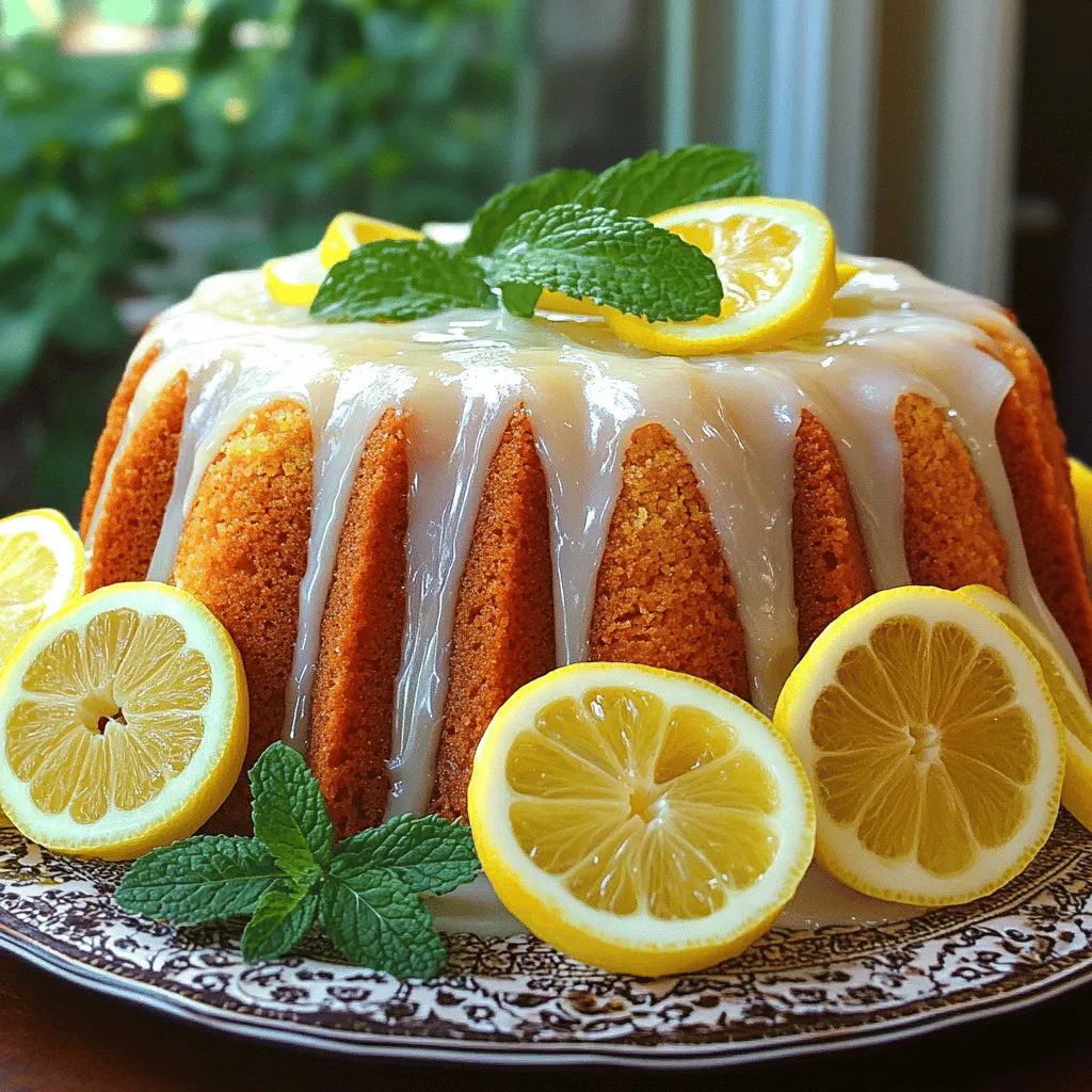 - 1 ½ cups all-purpose flour - 1 teaspoon baking powder - ½ teaspoon salt - 1 cup unsalted butter, softened - 1 cup granulated sugar - 4 large eggs - 2 teaspoons vanilla extract - 2 tablespoons lemon zest - ½ cup buttermilk - 1 cup powdered sugar (for glaze) - 3 tablespoons fresh lemon juice When measuring flour, spoon it into the cup and level it off. Do not pack it down. For liquids, use a clear measuring cup for accuracy. If you need to convert cups to grams, use these simple conversions: - 1 cup all-purpose flour = 120 grams - 1 cup granulated sugar = 200 grams - 1 cup unsalted butter = 227 grams To make this lemon glazed pound cake, gather these tools: - Mixing bowls: One large and one medium - Electric mixer: For creaming butter and sugar - Measuring cups: For accurate ingredient measurements - Measuring spoons: For small quantities - Loaf pan: A 9x5-inch pan works best - Parchment paper: For easy cake removal - Wire rack: To cool the cake after baking Using the proper tools makes baking easier and helps achieve the best results. Check your kitchen for these items before you start baking. Start by gathering all your ingredients. This ensures you have everything at hand. You will need: - 1 ½ cups all-purpose flour - 1 teaspoon baking powder - ½ teaspoon salt - 1 cup unsalted butter, softened - 1 cup granulated sugar - 4 large eggs - 2 teaspoons vanilla extract - 2 tablespoons lemon zest (from about 2 lemons) - ½ cup buttermilk - 1 cup powdered sugar (for glaze) - 3 tablespoons fresh lemon juice Now, preheat your oven to 350°F (175°C). This step is key for even baking. Grease and flour a 9x5-inch loaf pan, or use parchment paper. This will help the cake come out easily. Mixing: In a medium bowl, whisk together the flour, baking powder, and salt. Set this aside. In a large bowl, beat the softened butter and sugar until they are light and fluffy. This takes about 3 to 5 minutes. Next, add the eggs one at a time, mixing well after each. Stir in the vanilla extract and lemon zest for that fresh flavor. Gradually add the dry ingredients, alternating with the buttermilk. Start and end with the dry mix. Be careful not to over-mix. Baking: Pour the batter into the prepared loaf pan. Spread it evenly. Bake in the preheated oven for 50 to 60 minutes. To check if it’s done, insert a toothpick in the center. If it comes out clean, the cake is ready. Cooling Details: Once baked, take the cake out and let it cool in the pan for 10 minutes. After that, carefully move it to a wire rack to cool completely. Glaze Preparation and Application: In a small bowl, whisk together the powdered sugar and fresh lemon juice until smooth. Adjust the glaze as needed by adding more lemon juice or sugar. When the cake is cool, drizzle the glaze over the top. Let it drip down the sides for a beautiful finish. You can find the Full Recipe for a detailed guide. Enjoy your delicious lemon glazed pound cake! Baking can be tricky. Here are some common mistakes you should avoid: - Skipping Ingredients: Always use all the ingredients listed. Missing even one can change the taste. - Not Measuring Correctly: Use dry measuring cups for flour and wet ones for liquids. This helps maintain the right balance. - Overmixing the Batter: Mix just until combined. Overmixing makes the cake dense and tough. - Opening the Oven Door: Avoid peeking while the cake bakes. This can cause the cake to sink. Getting the right texture for your lemon glazed pound cake is key. Here are some tips: - Use Room Temperature Ingredients: Make sure butter and eggs are at room temperature. This helps create a smooth batter. - Cream Butter and Sugar Well: Beat them until light and fluffy. This adds air, giving your cake a light texture. - Check the Oven Temperature: Use an oven thermometer to ensure it is accurate. An oven that’s too hot can cause the cake to rise too fast and then collapse. To make your cake burst with lemon flavor, consider these ideas: - Use Fresh Lemons: Fresh lemon zest and juice add brightness. Bottled lemon juice does not compare in flavor. - Add More Zest: Feel free to add extra lemon zest for a stronger taste. Zest packs a punch of flavor. - Try Lemon Extract: A few drops of lemon extract can boost the lemon flavor even more. Just be careful; a little goes a long way. For the complete recipe, check out the Full Recipe section. {{image_2}} You can mix things up with different glazes and toppings. Instead of lemon glaze, try a vanilla or chocolate glaze. A simple cream cheese frosting can make it richer. You can also use a berry compote for added flavor. This adds color and a fruity taste that pairs nicely with pound cake. Looking for a healthier twist? You can swap some ingredients. Use whole wheat flour instead of all-purpose flour. Replace sugar with honey or maple syrup for natural sweetness. You can also use Greek yogurt in place of buttermilk. These small changes can make a big difference without losing taste. Want to add more flavor? Berries work great! Try folding in fresh blueberries or raspberries into the batter. You can also add nuts like walnuts or pecans for a crunchy texture. For a fun twist, mix in some chocolate chips. These flavors create a delightful surprise in each bite. For the full recipe, check out the detailed instructions to bring your lemon glazed pound cake to life! To keep your lemon glazed pound cake fresh, wrap it well. Use plastic wrap or foil. Store it in an airtight container. This will prevent it from drying out. Always keep it at room temperature. Avoid storing it in the fridge, as it can become dry. You can freeze this cake for later enjoyment. First, let it cool completely. Wrap it tightly in plastic wrap. Then, place it in a freezer bag. Label the bag with the date. This way, you will know how long it has been frozen. Your pound cake can stay good in the freezer for up to three months. When ready to enjoy, thaw it overnight in the fridge. If stored correctly, the cake lasts about 4 to 5 days at room temperature. If you freeze it, it can last for months. Just remember to check for any signs of freezer burn or spoilage before serving. Enjoy your slice of lemon happiness! Yes, you can use other flours. For a gluten-free option, try almond or coconut flour. Just remember that the texture might change. These flours absorb more moisture, so you may need to adjust the liquids. Always check the package for specific ratios. To check if your cake is done, insert a toothpick into the center. If it comes out clean, the cake is ready. Another sign is the cake pulling away from the sides of the pan. It should be golden brown on top and spring back slightly when touched. Yes, you can make this cake ahead of time! It stays fresh for several days at room temperature. Wrap it well in plastic wrap to keep it moist. You can also freeze it for up to three months. Just thaw it in the fridge before serving. For the full recipe and more tips, check the section above. Serve this lemon glazed pound cake with a cup of tea or coffee. It pairs well with fresh berries or whipped cream. Adding a sprig of mint can enhance its look and flavor. Enjoy sharing this delightful treat with friends and family! This blog post covered a delicious lemon pound cake recipe. We explored key ingredients, baking steps, and unique variations. You learned how to avoid common mistakes and enhance flavors. Proper storage tips ensure your cake stays fresh. In conclusion, baking a great lemon pound cake is simple with the right guide. With practice, you'll impress friends and family. Enjoy the sweet rewards of your baking journey!