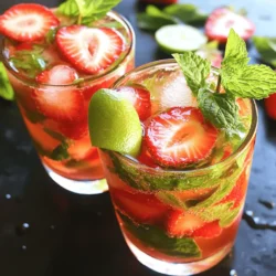 - 1 cup fresh strawberries, hulled and sliced - 10-12 fresh mint leaves - 2 tablespoons lime juice (freshly squeezed) Fresh strawberries are the star of this drink. They give a sweet and fruity flavor. I recommend using ripe strawberries for the best taste. Next, mint leaves add a refreshing note. They wake up your senses with every sip. Lastly, lime juice brings a tangy kick. It balances the sweetness of the strawberries. - 2 tablespoons honey or agave syrup (adjust to taste) You can choose between honey and agave syrup. Honey is thick and sweet, while agave syrup is lighter. Both options work well, so pick what you like! Taste your mocktail as you mix. You can always add more sweetener if you prefer a sweeter drink. - Mint sprigs - Sliced strawberries Garnishes make your drink pretty and fun! Add mint sprigs on top for a burst of color. Sliced strawberries also look nice. They show off the fresh ingredients and make your drink look inviting. These simple touches make your mocktail feel special. For the full recipe, check out the steps ahead! To start, you need to muddle your strawberries and mint. Take one cup of fresh strawberries and slice them. Place the slices in a mixing bowl or large glass. Add 10 to 12 fresh mint leaves to the bowl. Use the back of a spoon or a muddler to press down gently. This action helps release the juicy strawberry flavors and mint oils. Be careful not to mash them too hard. You want to break them up, not turn them into mush. Next, add two tablespoons of freshly squeezed lime juice to the muddled mix. This juice gives your drink a nice tartness. Then, add two tablespoons of honey or agave syrup. You can adjust the amount based on your taste. Stir the mixture well until the sweetener dissolves completely. This ensures that each sip is sweet and tasty. Now it's time to serve your mocktail! Fill two glasses halfway with ice cubes. This keeps the drink cool and refreshing. Strain the strawberry-mint mixture into the glasses, leaving some room at the top. Finally, top each glass with soda water or sparkling water. Stir gently to mix everything together. For a lovely finish, garnish with mint sprigs and a few slices of fresh strawberries on top. Enjoy your Strawberry Mojito Mocktail! For the full recipe, check out the details above. Using fresh ingredients makes a big difference. Fresh strawberries burst with flavor. They add sweetness and a bright color. Mint leaves bring a cool taste that pairs well. You can also try adding basil or cucumber for a twist. Basil adds an earthy note, while cucumber gives a refreshing crunch. Experiment to find your favorite mix. Ice levels matter for the right drink. Too much ice can dilute your flavors. Start with a handful of ice cubes in each glass. If it’s too strong, add more soda water. Balancing sweetness and tartness is key. If it’s too sweet, add more lime juice. Taste as you go to find your perfect blend. Creative glassware can make your drink pop. Use tall glasses or even mason jars for a fun look. Decorative garnishes are a must. Mint sprigs and sliced strawberries on top make it pretty. You can also add a lime wheel for color. These little touches make serving special. For the full recipe, check out the Strawberry Mojito Mocktail . {{image_2}} You can switch out strawberries for other berries. Try raspberries, blueberries, or blackberries. Each berry brings its own flavor. Raspberries add a tart touch. Blueberries offer a sweet taste. Blackberries give a rich, deep flavor. Just muddle the berries as you would with strawberries. The rest of the recipe stays the same. This keeps your drink fresh and exciting each time you make it. Want to add a tropical vibe? Mix in some pineapple or coconut flavors. You can use pineapple juice or fresh chunks. This gives your drink a bright, sunny taste. Coconut water can replace soda for a lighter feel. Simply muddle the mint and strawberries first, then add your tropical twist. It’s like a vacation in a glass! If you prefer less sweetness, try using natural fruit juices. Fresh orange or lemon juice can work well. You can also use stevia if you want a low-calorie option. Just remember, start with a little and taste as you go. This way, you can find the perfect balance for your drink. Each option gives you a chance to customize your mocktail for your taste. For the full recipe, check out the Strawberry Mojito Mocktail section. You can prepare the ingredients for your Strawberry Mojito Mocktail ahead of time. Start by slicing the strawberries and washing the mint leaves. You can store these in an airtight container in the fridge. This way, your mocktail will be quick to make when you're ready to serve. Just remember to keep the mint fresh to avoid wilting. If you have leftover mocktail mixture, store it in a covered pitcher in the fridge. It's best to keep the soda water separate until you are ready to drink. This keeps the fizz. When you are ready, pour the mixture over ice and top with soda water. Enjoy it fresh for the best taste! The fresh strawberries and mint will last about three days in the fridge. Lime juice stays good for about a week if stored in a sealed container. Soda water is best when used fresh but can last for a few weeks if unopened. Always check for signs of spoilage before using any ingredients. Yes, you can use frozen strawberries! They work well in this mocktail. Frozen strawberries can provide a nice chill. However, they might make the drink a bit thicker. To use them, let them thaw a bit before mixing. This helps release their juices. Fresh strawberries offer a brighter flavor. If you have both, try a mix for a fun twist. To make this mocktail less sweet, cut back on the honey or agave syrup. Start with one tablespoon instead of two. Taste it after mixing. If it still seems sweet, add more lime juice. Lime adds tartness, balancing the flavors. You can also use soda water with less sweetness. This way, you keep the refreshing taste without too much sugar. Yes, you can easily turn this mocktail into a cocktail! To do this, add rum. A light or white rum works best. Start with one to two ounces per glass. Mix it in after you combine the fruit and mint. This adds a fun kick and keeps the refreshing vibe. Enjoy your strawberry mojito with a twist! A mocktail is a non-alcoholic drink that mimics a cocktail. It uses similar ingredients but skips the alcohol. Mocktails are great for all ages and occasions. You can enjoy the flavors and fun without the buzz. They often include fresh fruits, herbs, and mixers. Strawberry mojito mocktail is a popular choice! You learned how to make a fresh and tasty mocktail using simple ingredients. By muddling strawberries, mint, and lime juice, you create a great base. Adjusting sweetness with honey or agave syrup can suit your taste. Don't forget about garnishes—they make a big difference! Try variations like the Berry Mojito Mocktail or a Tropical Twist. Store leftovers well and enjoy them later. Mocktails are a refreshing choice for everyone, with or without alcohol. Now, grab your ingredients and start mixing your perfect drink!
