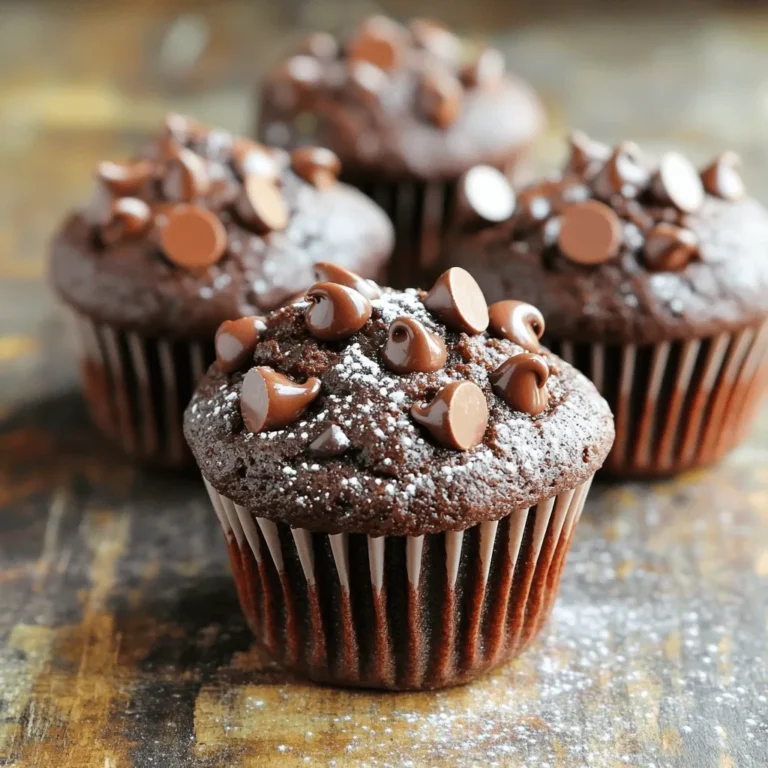 To make your zucchini chocolate muffins, gather these items: - 1 cup grated zucchini (about 1 medium zucchini) - 1 cup all-purpose flour - 1/2 cup unsweetened cocoa powder - 1/2 teaspoon baking soda - 1 teaspoon baking powder - 1/4 teaspoon salt - 1/2 cup granulated sugar - 1/2 cup brown sugar, packed - 1/2 cup vegetable oil (or melted coconut oil) - 2 large eggs - 1 teaspoon vanilla extract - 1/2 cup semi-sweet chocolate chips (plus extra for topping) When measuring ingredients, precision matters. Use a dry measuring cup for flour and cocoa powder. For brown sugar, pack it tightly into the cup. For liquids like oil and eggs, a liquid measuring cup works best. This ensures your muffins rise well and taste great. You can add fun flavors to your muffins. Consider these options: - 1/2 cup chopped nuts (like walnuts or pecans) - 1/2 teaspoon cinnamon for warmth - 1/2 cup shredded coconut for a tropical twist - A splash of espresso for deeper chocolate flavor These add-ins can elevate your muffins and make them unique. Feel free to get creative! For the full recipe, check the earlier section. To make zucchini chocolate muffins, start by gathering all your ingredients. You need grated zucchini, flour, cocoa powder, sugars, oil, eggs, vanilla, baking powder, baking soda, salt, and chocolate chips. This recipe is easy and takes about 15 minutes to prep. Preheat your oven to 350°F (175°C) and get your muffin tin ready by lining it with paper liners or spraying it with nonstick spray. 1. In a medium bowl, mix the grated zucchini, granulated sugar, brown sugar, vegetable oil, eggs, and vanilla. Stir until everything is well combined. 2. In another large bowl, whisk together the flour, cocoa powder, baking soda, baking powder, and salt. 3. Pour the wet mixture into the dry mixture. Stir gently until just combined. It’s okay if there are a few lumps. 4. Fold in the semi-sweet chocolate chips, but save some for topping the muffins. 5. Spoon the batter into the muffin tin, filling each cup about two-thirds full. Sprinkle a few extra chocolate chips on top. 6. Bake for 18 to 20 minutes. Use a toothpick to check; it should come out clean. 7. Let the muffins cool in the pan for 5 minutes. Then move them to a wire rack to cool completely. To check if your muffins are done, stick a toothpick into the center of one. If it comes out clean or with a few crumbs, they are ready. If the toothpick has wet batter, bake for a few more minutes. Remember, overbaking can make them dry. So, watch them closely! Enjoy your tasty and healthy zucchini chocolate muffins! For the full recipe, click here. Grating zucchini is simple. First, wash the zucchini well. Use a box grater or a food processor. Grate the zucchini with the skin on for added nutrients. Aim for fine shreds; they mix better in the batter. After grating, place the zucchini in a clean kitchen towel. Squeeze the towel to remove excess moisture. This step helps avoid soggy muffins. One common mistake is overmixing the batter. Mix until just combined to keep muffins soft. Another mistake is not measuring ingredients correctly. Use measuring cups and spoons for accuracy. Make sure your baking powder and soda are fresh for the best rise. Finally, don’t skip preheating the oven. A hot oven helps the muffins rise properly. Zucchini adds moisture, but you can do more. Use vegetable oil for a rich texture. You can also add yogurt or applesauce to boost moisture. If you want a sweeter muffin, try adding a bit more sugar. Just be careful not to overdo it. You want a balance of flavors. For even more moisture, use semi-sweet chocolate chips. They melt and add a gooey texture. For the full recipe, check the section above. {{image_2}} If you want to make these muffins gluten-free, use gluten-free flour instead of all-purpose flour. Look for a blend that has good starch content for the best texture. For a vegan option, replace the eggs with flax eggs. To make a flax egg, mix one tablespoon of ground flaxseed with three tablespoons of water. Let it sit for 5 minutes to thicken. You can also swap out vegetable oil for applesauce to cut some fat. To boost the flavor, consider adding spices. A half teaspoon of cinnamon or nutmeg can add warmth. You might also enjoy a pinch of cayenne for a spicy kick. Adding nuts like walnuts or pecans will give a nice crunch. Just chop them roughly and fold them into the batter with the chocolate chips. This adds texture and flavor that pairs well with the chocolate. You can switch up the veggies based on what’s fresh. Grated carrots or sweet potatoes work great. They add sweetness and moisture too. In summer, try adding fresh corn for a sweet touch. This keeps the muffins interesting and helps you use what’s in season. You can find more ideas in the Full Recipe. To keep your zucchini chocolate muffins fresh, store them in an airtight container. Place a paper towel inside to absorb extra moisture. This helps maintain softness and flavor. Keep them at room temperature for short-term storage. If you want to store them longer, consider freezing. To freeze muffins, let them cool completely first. Wrap each muffin tightly in plastic wrap. Then, place them in a freezer-safe bag or container. Make sure to remove as much air as possible. They will stay fresh in the freezer for up to three months. When you want to enjoy one, thaw it at room temperature or microwave it for 15 seconds. At room temperature, these muffins last about 3 to 5 days. If you refrigerate them, they can last up to a week. However, refrigeration may change their texture. For the best taste and texture, consume them within the first few days. Check out the Full Recipe for more tips on enjoying these delightful muffins! Yes, you can use frozen zucchini. Just thaw it first. Drain any extra water after thawing. This helps keep your muffins from getting too soggy. Frozen zucchini works well because it still has great flavor. Your muffins are done when a toothpick comes out clean. Insert the toothpick in the center. If it has wet batter, bake longer. The tops should look set and slightly springy. A golden color is a good sign too. Zucchini is low in calories and high in vitamins. It adds moisture without extra fat. This vegetable is rich in fiber, aiding digestion. Plus, it has antioxidants that support your health. Using zucchini in baking makes treats more nutritious. Enjoying these muffins is a great way to sneak in veggies. For the full recipe, check [Full Recipe]. This blog post covers the key ingredients and steps to make delicious zucchini muffins. I shared the full list of ingredients, including optional add-ins for extra flavor. You learned simple, clear instructions for baking and tips for checking if they are done. I highlighted common mistakes and how to keep your muffins moist. You can also explore dietary substitutions and seasonal variations. Proper storage methods ensure freshness. Use frozen zucchini and enjoy the health benefits of this veggie in your baked goods. Enjoy your baking adventure!