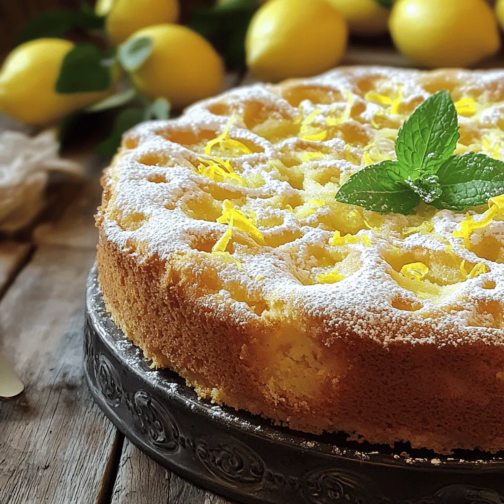 This cake is simple but full of flavor. Here are the ingredients you will need: - 1 ½ cups all-purpose flour - 1 cup granulated sugar - ½ cup extra virgin olive oil - 3 large eggs - 1 cup Greek yogurt - Zest of 2 lemons - ¼ cup fresh lemon juice - 1 teaspoon baking soda - 1 teaspoon baking powder - ½ teaspoon salt - Powdered sugar for dusting (optional) - Fresh mint leaves for garnish (optional) Each ingredient plays a key role in making this cake moist and tasty. The olive oil gives it a rich flavor, while the lemon adds a bright touch. The Greek yogurt helps keep the cake tender. You can find the full recipe in more detail to guide you through the process. Enjoy baking! - Preheat your oven to 350°F (175°C). - Grease and flour a 9-inch round cake pan, or line it with parchment paper. - In a large bowl, whisk together 1 ½ cups flour, 1 teaspoon baking powder, 1 teaspoon baking soda, and ½ teaspoon salt. Set this bowl aside. - In another bowl, beat 1 cup of granulated sugar and ½ cup of extra virgin olive oil until smooth. - Add 3 large eggs to the sugar and oil mixture, one at a time. Beat well after each egg. - Stir in 1 cup of Greek yogurt, the zest of 2 lemons, and ¼ cup of fresh lemon juice. Mix until smooth. - Gradually fold the dry ingredients into the wet mixture. Be careful not to overmix; this helps keep the cake light. - Pour the batter into the prepared pan. Spread it evenly. - Bake for 30-35 minutes. Check doneness by inserting a toothpick into the center; it should come out clean. To keep your cake moist, start with room-temperature ingredients. This helps them mix better. Cold eggs or yogurt can make the batter lumpy. Also, avoid overmixing the batter. Mix just until the dry ingredients blend in. Overmixing can lead to a tough cake. Consider adding spices like cinnamon or nutmeg for warmth. A little extra lemon zest can boost the citrus flavor. You should also use high-quality olive oil. Good olive oil adds richness and depth. It makes a big difference in taste. Dusting with powdered sugar gives a lovely finish. Use a fine sieve for even coverage. For a pop of color, add fresh mint leaves on top. They add a nice contrast and a fresh touch. This simple garnish makes your cake look fancy. {{image_2}} If you want a gluten-free Lemon Olive Oil Cake, you can swap the all-purpose flour. Use a blend of gluten-free flour like almond flour or a store-bought gluten-free mix. Both work well and keep the cake moist. Just remember to check if the mix has xanthan gum; if not, add a teaspoon to help with texture. To change up the flavor, you can add other citrus fruits. Try orange or lime zest for a fresh twist. You can also mix in lemon extract for extra lemony goodness. For a herb twist, consider adding fresh rosemary or thyme. Just a teaspoon can lift the flavors and make the cake unique. Pair your cake with a light frosting. A cream cheese frosting complements the lemon nicely. You can also make a simple lemon glaze. Just mix powdered sugar with fresh lemon juice until smooth. Drizzle it over the cooled cake for a sweet finish. Dusting with powdered sugar is also a simple way to add a touch of elegance. Try these ideas to make your Lemon Olive Oil Cake even better! For the full recipe, check the earlier section. Store your Lemon Olive Oil Cake at room temperature. Use a cake dome or wrap it in plastic wrap. This keeps the cake moist and fresh. Avoid direct sunlight or heat. The cake can stay fresh for about three days this way. If you want to keep the cake longer, freeze it. Wrap it tightly in plastic wrap, then in aluminum foil. This prevents freezer burn. To reheat, thaw it in the fridge overnight. Then, warm it in an oven at 350°F (175°C) for about 10 minutes. This brings back its soft texture. Lemon Olive Oil Cake stays fresh for about three days at room temperature. If frozen, it can last up to three months. Just remember to check for any signs of freezer burn. When stored properly, it tastes great even after freezing. Enjoy your cake at its best! Yes, you can use olive oil in place of butter. Olive oil adds moisture and flavor. It can also make cakes lighter. The taste of olive oil can change based on the type you choose. Use less olive oil than butter. A good rule is to use ¾ cup of olive oil for every cup of butter. This swap works well in many cake recipes. For baking, I recommend using extra virgin olive oil. It has a rich flavor that enhances your cake. Look for high-quality brands that are cold-pressed. These oils have a fresh taste and bright aroma. Avoid oils labeled as "light," as they may lack flavor. A fruity or peppery olive oil can add depth to your cake. To help your cake rise well, use fresh baking powder and baking soda. Make sure your ingredients are at room temperature. This helps them mix better and trap air. Don't overmix the batter; stop once the ingredients combine. Also, preheat your oven before baking. This gives your cake a good start. You've learned how to make a delicious lemon olive oil cake from this guide. We covered each ingredient, how to mix, bake, and enhance flavor. I shared storage tips to keep your cake fresh longer. Remember, using quality ingredients helps your cake shine. Whether you stick to the recipe or try variations, enjoy the process. Baking should be fun and rewarding. Now, gather your ingredients and start baking!