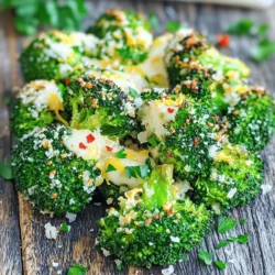 To make Garlic Parmesan Roasted Broccoli, you need some simple ingredients. Here’s the list: - 2 heads of fresh broccoli, cut into florets - 4 cloves of garlic, minced - 3 tablespoons olive oil - 1/4 teaspoon red pepper flakes (optional) - 1/2 cup grated Parmesan cheese - Salt and pepper to taste - Zest of 1 lemon - Juice of 1/2 lemon - Fresh parsley, chopped (for garnish) These ingredients work well together. The broccoli is crunchy and healthy. The garlic adds a rich taste. Olive oil makes everything nice and smooth. Parmesan cheese gives it a cheesy finish. You can add a few extra ingredients to boost the flavor. Try these: - Red Pepper Flakes: These add a nice kick. Use them if you like spice. - Lemon Zest: This adds brightness. It makes the dish taste fresh. - Fresh Herbs: You can use thyme or oregano for extra flavor. These options let you customize the dish. You can make it more personal based on what you like. If you want a healthier take, here are some swaps: - Olive Oil: Use a light spray of cooking oil to cut calories. - Parmesan Cheese: Try nutritional yeast for a dairy-free option. - Broccoli: You can mix in other veggies like cauliflower or Brussels sprouts. These swaps help you enjoy the dish while making it healthier. You still get great taste without losing flavor. For the full recipe, check out the Garlic Parmesan Roasted Broccoli section. First, gather your ingredients. You will need fresh broccoli, garlic, olive oil, red pepper flakes, Parmesan cheese, salt, pepper, lemon zest, lemon juice, and parsley. Start by preheating your oven to 425°F (220°C). While the oven warms up, wash the broccoli. Cut the broccoli into florets. Make sure they are about the same size for even cooking. Next, take a large bowl. Add the broccoli florets, minced garlic, olive oil, red pepper flakes, salt, and pepper. Toss everything together. Ensure the broccoli is well coated in olive oil and garlic. Spread the broccoli mixture on a baking sheet. Make sure the florets are in a single layer. Crowding them will cause steaming instead of roasting. Place the baking sheet in the oven. Roast the broccoli for about 20 minutes. Keep an eye on it. You want the broccoli to be tender and slightly crispy on the edges. After 20 minutes, take the broccoli out of the oven. Sprinkle the grated Parmesan cheese over the hot broccoli. This will melt beautifully. Return the baking sheet to the oven for another 5 minutes. This allows the cheese to get bubbly and golden. Once ready, squeeze fresh lemon juice over the broccoli. Add lemon zest and chopped parsley for a fresh taste. Now, you have a tasty Garlic Parmesan Roasted Broccoli dish. Enjoy it as a side or snack! For the complete steps, refer to the Full Recipe. To get that perfect roast, start by cutting the broccoli into even florets. This helps them cook at the same rate. I recommend using fresh broccoli for the best taste and texture. When you toss the florets with olive oil and garlic, make sure they are well-coated. This not only adds flavor but also helps them crisp up nicely. Spread the florets in a single layer on the baking sheet. Crowding them can lead to steaming instead of roasting. Keep an eye on them in the oven. You want them tender yet slightly crispy, which usually takes about 20 minutes. You can easily change the flavor of this dish. For a spicy kick, add more red pepper flakes. If you like a tangy touch, try adding some balsamic vinegar before roasting. For a nutty flavor, mix in some toasted pine nuts or walnuts just before serving. You can also swap the Parmesan for nutritional yeast to make this dish vegan. Experiment with other herbs like thyme or rosemary for a different twist. Avoid using old or wilted broccoli. Fresh broccoli has the best crunch. Don't skip the oil; it helps the broccoli roast well. If you don’t add enough salt, the dish may taste bland. Make sure to taste the broccoli before serving. Lastly, don’t overcrowd the baking sheet. This can cause the broccoli to steam instead of roast. Following these tips will help you make Garlic Parmesan Roasted Broccoli that everyone loves. For the full recipe, check out the section above. {{image_2}} You can make Garlic Parmesan Roasted Broccoli even better by adding more flavor. Here are some ideas: - Lemon slices: Add thin lemon slices before roasting for a bright taste. - Balsamic vinegar: Drizzle a bit of balsamic vinegar before serving for a sweet touch. - Nuts: Toss in some slivered almonds or pine nuts for a crunchy twist. - Cheese: Try adding feta or goat cheese for a creamy contrast. If you want to switch things up, you can use different cooking methods: - Air Fryer: This method cooks quickly and gives you crispy edges. Just toss the broccoli with oil and seasonings, then air fry at 375°F for about 10-12 minutes. - Stovetop: Sauté the broccoli in a pan with oil and garlic over medium heat. Cook until tender, around 8-10 minutes. Add the cheese at the end to melt it. You can easily adapt this dish for different diets: - Vegan: Use nutritional yeast instead of Parmesan cheese for a cheesy flavor without dairy. - Gluten-Free: This recipe is already gluten-free! Just make sure all ingredients, like seasonings, are gluten-free as well. These variations help you enjoy Garlic Parmesan Roasted Broccoli in new ways. For the full recipe, check the main section. After you enjoy your Garlic Parmesan Roasted Broccoli, store any leftovers in an airtight container. This keeps the broccoli fresh and tasty. Place it in the fridge if you plan to eat it within a few days. Proper storage helps maintain its flavor and texture. You can keep it for up to 3 days. Make sure it cools down before sealing. This way, you prevent steam build-up, which could make it soggy. When it’s time to reheat your broccoli, the oven works best. Preheat your oven to 350°F (175°C). Spread the broccoli on a baking sheet and heat for about 10 minutes. This warms it nicely without losing its crispiness. You can also use a microwave. Place it in a microwave-safe dish and cover it. Heat for 1-2 minutes, checking every 30 seconds. Just be careful not to overcook it. You want to enjoy the crunchy texture and great taste. If you want to keep your Garlic Parmesan Roasted Broccoli for longer, freezing is a great option. Start by letting it cool completely. Then, place it in a freezer-safe bag or container. Try to remove as much air as possible. This prevents freezer burn. You can freeze it for up to 3 months. When you're ready to eat it, thaw it overnight in the fridge. Reheat it in the oven for the best taste. This way, you can enjoy this snack anytime you want. For the full recipe, check the earlier section. To cut broccoli for roasting, start with fresh heads. Remove the tough stems first. Then, cut the broccoli into bite-sized florets. Make sure they are similar in size. This helps them cook evenly. Larger pieces may stay crunchy, while smaller ones can burn. Yes, you can use frozen broccoli for this recipe. However, it may not get as crispy. Thaw the broccoli first and pat it dry. This step removes excess moisture. Moisture can lead to soggy broccoli. Follow the same steps in the Full Recipe to ensure good taste. To spice up your Garlic Parmesan Roasted Broccoli, add red pepper flakes. Start with 1/4 teaspoon in your mix. If you like more heat, add extra flakes. You can also try a dash of hot sauce after roasting. This adds flavor and heat, making your snack exciting. Garlic Parmesan roasted broccoli offers tasty flavors and healthy benefits. You learned about key and optional ingredients to boost taste. I shared steps for proper preparation and roasting. You now know tips to keep your broccoli perfectly crunchy and tasty. You can also explore variations and cooking methods to fit your needs. Lastly, proper storage helps keep leftovers fresh. Enjoy making this dish your own and impressing others with your new skills.