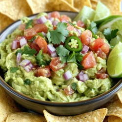 - Ripe Avocados - Tomato - Red Onion - Jalapeño - Garlic - Lime - Fresh Cilantro - Seasoning (Salt, Pepper, Smoked Paprika) To make the best guacamole, start with ripe avocados. Look for ones that yield slightly when you press them. This means they’re ready to mash. Next, grab a fresh tomato. A vine-ripened tomato adds great flavor. Red onion offers a sweet bite. Chop it finely to mix well. For heat, use jalapeño. Remove the seeds for less spice. Garlic adds depth. Fresh minced garlic is best. You need a lime for its juice. It brightens the taste and keeps the avocado green. Fresh cilantro gives a nice herbal note. Finally, season with salt, pepper, and smoked paprika for a smoky twist. The best avocados for guacamole are Hass avocados. Their dark, bumpy skin means they are creamy and flavorful. Choose avocados that are firm but yield to gentle pressure. This means they are ripe and ready to use. Fresh ingredients always taste better in guacamole. Fresh avocados, tomatoes, and herbs give vibrant flavors. However, if fresh isn’t available, frozen options can work in a pinch. Just make sure to thaw them properly and drain any excess water. This helps keep your guacamole thick and tasty. For the full recipe, check out the Avocado Fiesta Guacamole 🥑. Start with three ripe avocados. Look for avocados that feel soft but not mushy. Cut each avocado in half and remove the pit. Use a spoon to scoop the flesh into a bowl. This step is key for a creamy texture. You can mash them as smooth or chunky as you like. Keep in mind, the more you mash, the creamier it gets. Once the avocados are ready, it's time to mix in the other ingredients. Add one medium diced tomato, one-fourth cup of finely chopped red onion, and one minced jalapeño. Don't forget two cloves of minced garlic for that extra kick! Next, squeeze the juice from one lime into the bowl. Lime adds brightness to your guacamole. Finally, sprinkle in salt, black pepper, and smoked paprika if you want a hint of smokiness. Now, give everything a good stir to combine the flavors. It's smart to taste your guacamole at this point. If it needs more zing, add more lime juice or salt. Remember, fresh ingredients can change the taste. Let it rest for about 10-15 minutes. This waiting time lets the flavors mix well. When you serve it, garnish with whole cilantro leaves and lime wedges for a nice touch. For the full recipe, check out the Avocado Fiesta Guacamole section. Enjoy your creation! To get the right texture, start with ripe avocados. They should be soft but not mushy. Use a fork or potato masher to mash them. If you like it smooth, mash more. For a chunkier guacamole, mash less. Add diced tomatoes and onions to give it a nice bite. Mix gently to keep some pieces whole. Fresh ingredients make the best guacamole. Use ripe avocados, fresh lime juice, and crisp cilantro. Adding minced garlic boosts the taste. A little salt and pepper enhance flavors. If you want some heat, add jalapeño. Letting your guacamole sit for 10-15 minutes helps the flavors mix well. The time lets the lime juice soak into the avocados. One mistake is using overripe avocados. They can make your guacamole taste bad. Another common error is not tasting as you go. Always check the flavor. Too much lime juice can make it sour, so add it slowly. Lastly, avoid browning by covering it tightly. Use plastic wrap pressed directly on the surface. For more details, check the Full Recipe. {{image_2}} You can make your guacamole stand out with fun add-ins. Here are two tasty options: - Mango or Pineapple Guacamole: Dicing fresh mango or pineapple adds a sweet twist. The fruit pairs well with the creamy avocado. Just mix in about one cup of diced fruit for a fruity delight. - Bacon or Feta Cheese: Crumbled bacon gives a salty crunch. Feta cheese adds a tangy flavor. Use about 1/2 cup of either for a savory kick. If you love heat, add more spice to your guacamole. You can mix in chopped serrano or habanero peppers. Start with a small amount and taste as you go. You can also add hot sauce for an extra kick. This makes your guacamole fiery and exciting! To make your guacamole vegan, simply skip dairy add-ins like feta cheese. For nut allergies, this recipe is already safe. Always check your ingredients, especially with processed items. You can enjoy guacamole without worry. For more flavor ideas, check out the Full Recipe! To keep guacamole fresh, store it in an airtight container. Press plastic wrap directly onto the surface of the guacamole. This method limits air exposure. If you have leftovers, you can also add a layer of lime juice on top. The acid helps preserve the color and taste. Guacamole can brown quickly. To slow this down, use lime juice as mentioned. You can also sprinkle a little salt on top. Another trick is to add a thin layer of water over the guacamole before sealing it. When you’re ready to eat, pour off the water. You can freeze guacamole for later use. First, prepare the guacamole as usual. Then, place it in a freezer-safe bag. Squeeze out as much air as possible before sealing. It will keep for about three months in the freezer. When you’re ready to enjoy it, thaw it in the fridge overnight before serving. Just remember, the texture may change slightly after freezing, but the flavor will still be great! To make homemade guacamole, start with ripe avocados. Cut them in half, remove the pit, and scoop the flesh into a bowl. Mash the avocados to your liking, whether smooth or chunky. Then, mix in diced tomato, chopped red onion, minced jalapeño, and minced garlic. Squeeze fresh lime juice over the mix and add chopped cilantro. Season with salt, black pepper, and smoked paprika if you want a smoky taste. Stir gently until all ingredients are combined. Let it sit for about 10-15 minutes for the best flavor. For the full recipe, check the [Full Recipe]. Guacamole pairs well with many dishes. Serve it with tortilla chips for a classic snack. Fresh vegetables like carrot sticks and cucumber slices are great, too. You can also add it to tacos, burritos, or sandwiches. Guacamole adds a creamy touch to any meal. Homemade guacamole typically lasts 1 to 2 days in the fridge. Store it in an airtight container to keep it fresh. The color may change to brown due to oxidation but it is still safe to eat. If it looks too brown, just mix it again, and it should be fine. You can make guacamole ahead of time, but it’s best to prepare it fresh. If you need to make it early, store it in the fridge with plastic wrap pressed against the surface. This reduces air exposure and helps prevent browning. If you don’t have lime juice, lemon juice works well as a substitute. It adds a similar tangy flavor. You can also try vinegar, but use it sparingly. The taste will change slightly, so adjust to your liking. In this article, we covered how to make the best guacamole. You learned about key ingredients like ripe avocados, tomatoes, and spices. We discussed the preparation steps and tips for great texture and flavor. You also discovered fun variations and how to store guacamole to keep it fresh. Remember, making guacamole is simple. With the right ingredients and techniques, you can impress anyone. Enjoy your guacamole adventure!