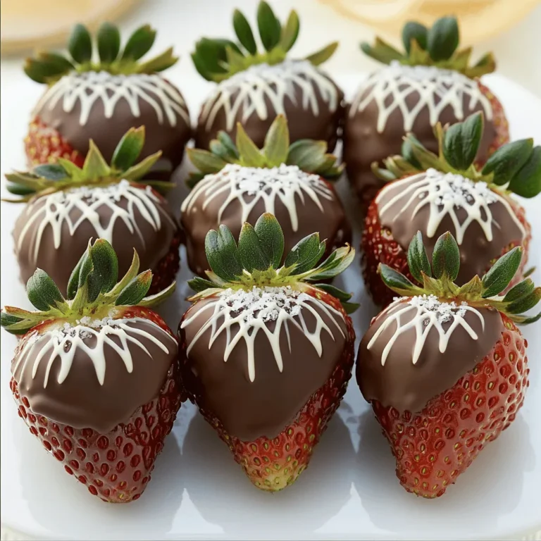 You want fresh strawberries for this recipe. Look for large, ripe, and firm strawberries. Buy about 1 pound for a good batch. Wash them gently under cold water. After washing, dry them well with paper towels. Any water can make the chocolate seize up. For dipping, I suggest using dark chocolate. Choose chocolate with 60% cocoa or higher. This adds rich flavor. You can also use milk chocolate if you prefer something sweeter. If you want to add a twist, use white chocolate for drizzling. This gives a nice contrast. You can make your strawberries even better with a few add-ins. One tablespoon of coconut oil helps the chocolate melt smoothly. It makes the chocolate shiny too. For garnishing, try a sprinkle of sea salt or crushed nuts. These add flavor and crunch. If you want, mix and match your toppings to create your perfect treat. For the full recipe, check out the detailed instructions! Start by rinsing your strawberries gently under cold water. Use a bowl and avoid harsh scrubbing. After rinsing, pat them dry with paper towels. Make sure they are completely dry. Any water left on the strawberries can make the chocolate seize up. To melt the chocolate, grab a microwave-safe bowl. Combine the dark chocolate with coconut oil if you want smoother chocolate. Heat it in the microwave in 30-second bursts. Stir the chocolate after each interval. Keep doing this until the chocolate is fully melted and smooth. If you prefer the stovetop, use a double boiler instead. Hold the stem of a strawberry and dip it into the melted chocolate. Swirl it to coat the strawberry evenly. Let the excess chocolate drip off. Then, place it on a baking sheet lined with parchment paper. Repeat with all strawberries. For a stylish touch, melt white chocolate and drizzle it over the dipped strawberries. Use a fork or a piping bag for this step. If you want extra flavor, sprinkle sea salt or crushed nuts over the strawberries before the chocolate sets. Once you finish dipping, place the baking sheet in the fridge for about 30 minutes. This will help the chocolate firm up nicely. When ready, remove the strawberries from the parchment paper and arrange them on a platter. Enjoy your delicious treat! For the complete process, check out the Full Recipe. Choose large, ripe strawberries for the best taste. Look for deep red color and bright green leaves. Avoid any strawberries with blemishes or soft spots. Fresh strawberries have a sweet, juicy flavor, making them perfect for dipping. If you can, buy them the same day you plan to dip them. Freshness is key! Dark chocolate is my favorite for dipping. It has a rich flavor that pairs well with strawberries. Look for chocolate with at least 60% cocoa for a nice balance of sweetness. If you prefer, you can use milk chocolate for a sweeter taste. White chocolate can also add a fun twist, especially for drizzling. For smoother chocolate, mix in a bit of coconut oil while melting. Start by drying your strawberries well. Any water can cause the chocolate to seize. Dip each strawberry by holding the stem. Swirl it in the chocolate for an even coat. Let the excess chocolate drip off before placing it on parchment paper. If you want to add toppings, do it before the chocolate sets. For a lovely drizzle, melt white chocolate and use a fork or piping bag. Follow the [Full Recipe] for detailed steps and timing! {{image_2}} You can play with chocolate types for great flavors. Try using milk chocolate for a sweet treat. Dark chocolate gives a rich taste, while white chocolate adds a creamy twist. Blend chocolates for a unique look and flavor. For a fun kick, add a touch of peppermint or orange extract to the melted chocolate. These small changes give your strawberries a delightful twist. Explore different toppings to make your strawberries shine. Crushed nuts like almonds or pistachios add a nice crunch. Sprinkles can bring a fun color pop. Try coconut flakes for a tropical vibe. You can also use mini chocolate chips for extra sweetness. Drizzling caramel or honey can add a sticky, sweet contrast. These toppings make each bite exciting and unique. Change your chocolate-dipped strawberries with the seasons. In summer, use fresh mint leaves or edible flowers for a lovely garnish. During fall, add pumpkin spice to your chocolate mix for a cozy flavor. In winter, sprinkle crushed candy canes for a festive touch. You can even dip the strawberries in colored chocolate for holidays. These seasonal touches keep your treat fresh and fun all year long. If you have extra chocolate dipped strawberries, store them in the fridge. Place them on a plate lined with paper towels. Cover the plate with plastic wrap. This keeps them fresh. Try to eat them within two days. They taste best when fresh! To keep your strawberries fresh, avoid washing them before storage. Water can make them soggy. Store them in a single layer if possible. This helps prevent bruising. Keep them away from strong odors, as strawberries absorb smells easily. Freezing chocolate dipped strawberries is fun but tricky. First, let them set in the fridge. Once firm, place them on a baking sheet. Freeze for 1-2 hours until solid. Then, transfer them to a zip-top bag. Remove as much air as possible. They can last up to three months in the freezer. When you're ready to enjoy, thaw them in the fridge. Avoid thawing at room temperature to keep the chocolate smooth. Making chocolate-dipped strawberries is simple and fun. First, gather your ingredients. You need fresh strawberries and chocolate. I like using dark chocolate for a rich taste. Melt the chocolate in the microwave or on the stove. Then, dip each strawberry into the melted chocolate. Let the excess chocolate drip off. Place them on parchment paper to cool. You can add white chocolate drizzle for extra flair. Want the full details? Check the Full Recipe. Yes, you can use milk chocolate. It gives a sweeter taste. However, dark chocolate has more rich flavor and antioxidants. Milk chocolate can be too sweet for some. If you like sweet treats, go for milk chocolate. Remember, it all depends on your taste. You can buy chocolate-covered strawberries at many grocery stores. Some local bakeries also sell them. If you want a special treat, check online shops. They often offer fresh options. You can also find them at farmer's markets during strawberry season. Chocolate-dipped strawberries are fun and easy to make. We covered fresh strawberries, chocolate types, and optional toppings. I shared tips for selecting strawberries and melting chocolate. You learned how to dip and drizzle like a pro. We explored flavorful combinations and how to store leftovers. Remember, the right chocolate and fresh berries make the best treats. You now have all the tools to create delicious snacks for any occasion. Enjoy this sweet treat and impress your friends and family!