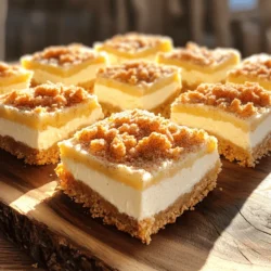 - 16 oz cream cheese, softened - 3/4 cup granulated sugar - 1 teaspoon vanilla extract - 2 large eggs - 1/4 cup sour cream - 1 cup all-purpose flour - 1/4 teaspoon baking powder - 1/4 teaspoon baking soda - 1/2 teaspoon cinnamon - 1/4 teaspoon salt - 1/2 cup unsalted butter, melted - 1/2 cup brown sugar, packed - 1 tablespoon ground cinnamon - 1/4 cup granulated sugar (for finishing) To create these churro cheesecake bars, you need some basic ingredients. For the cheesecake layer, use cream cheese and granulated sugar. Adding vanilla extract gives it a nice flavor. Don't forget the eggs and sour cream, which make the filling creamy. For the churro crust and topping, you will need all-purpose flour and some baking powder and soda. The cinnamon adds that classic churro taste. Salt helps balance the sweetness. Melt the butter and mix it with brown sugar for a rich flavor. Finally, cinnamon and granulated sugar create a sweet topping. You can find the full recipe for these delightful bars in the earlier section. Enjoy gathering your ingredients! - Preheat your oven to 350°F (175°C). - Line an 8x8-inch baking pan with parchment paper. - In a mixing bowl, combine: - 1 cup all-purpose flour - 1/4 teaspoon baking powder - 1/4 teaspoon baking soda - 1/2 teaspoon cinnamon - 1/4 teaspoon salt - In another bowl, mix melted butter and brown sugar until smooth. - Gradually add the dry mix into the wet mix. Stir until a dough forms. - Press 2/3 of the churro dough into the bottom of the pan. - Bake for 10-12 minutes until slightly golden. - While it bakes, prepare the cheesecake filling. - For the filling, beat: - 16 oz cream cheese, softened - 3/4 cup granulated sugar - 1 teaspoon vanilla extract - Add 2 large eggs one at a time, mixing well after each. - Stir in 1/4 cup sour cream until smooth. - Pour the cheesecake filling over the baked crust. - Crumble the remaining churro dough over the filling. - Bake for 25-30 minutes until set with light cracks on top. - Let the bars cool completely in the pan. - Refrigerate for at least 2 hours to set. - Use the parchment to lift the bars out. - Slice into squares and enjoy! For the full recipe with ingredients, check [Full Recipe]. To make a smooth cheesecake layer, start with softened cream cheese. This helps it mix easily. After adding eggs, mix gently. This avoids too much air and keeps the texture creamy. When making the churro crust, don’t overmix the dough. Overmixing can lead to a tough crust. Look for a slightly golden color when baking. This shows you have the right texture. You can add optional toppings like whipped cream for extra fun. Pairing the bars with ice cream creates a delicious dessert combo. It adds a creamy touch that many love. For the full recipe, check out the earlier section. {{image_2}} You can make your churro cheesecake bars even better. Here are some ideas: - Add chocolate chips to the cheesecake layer. This adds richness and a fun texture. - Top with fresh fruits like strawberries or raspberries. The fruit adds a nice tartness. You can change the recipe to fit your diet. Consider these options: - Use almond or coconut flour for a gluten-free option. This keeps the flavor while making it safe for gluten-free diets. - For a vegan version, try plant-based cream cheese and flax eggs instead of regular eggs. You can find many great substitutes. Get creative with how you serve your churro cheesecake bars. Here are two fun ideas: - Make mini churro cheesecake bars for bite-sized treats. This is great for parties. - Try churro cheesecake bites. Just cut smaller pieces for a fun twist. For the complete recipe, check the Full Recipe section. You should store your churro cheesecake bars in an airtight container. Keep them in the refrigerator. They stay fresh for up to 5 days. This way, you can enjoy a sweet treat later! If you want to save some for later, wrap the bars in plastic wrap. Then wrap them again in foil. This helps keep them fresh. You can freeze them for up to 3 months. Just label them so you remember what’s inside! When you're ready to eat them, thaw the bars overnight in the refrigerator. This keeps them from getting soggy. If you want a warm dessert, reheat them in the oven. This adds a nice touch to the flavors. You’ll love the warm, creamy cheesecake mixed with the churro crust! Churro Cheesecake Bars are a sweet treat that blends two favorites: churros and cheesecake. They have a crispy churro crust and a creamy cheesecake filling. The top gets a sprinkle of cinnamon sugar, just like a churro. This dessert is fun to make and even more fun to eat! The total time to make these bars is 1 hour and 30 minutes. This includes baking time and cooling time. You can enjoy them fresh from the oven or chilled after some time in the fridge. Yes, you can make these bars a day before you plan to serve them. Just store them in the fridge. This makes them great for parties or special family dinners. These bars are best served chilled. You can add a dollop of whipped cream or a scoop of ice cream on the side. This adds a nice touch and makes them even more delightful! The cheesecake is done when it shows light cracks on the top and feels firm in the center. This ensures that the texture is just right. Follow the baking time in the Full Recipe for best results. Churro cheesecake bars blend sweet and creamy flavors perfectly. You learned how to make a churro crust and a rich cheesecake layer. With simple tips, you can enhance the taste and texture. Try options like chocolate chips or fresh fruit for extra flavor. Store leftovers correctly or freeze for later. This dessert is a crowd-pleaser. Follow these steps and impress your friends and family. Enjoy every bite of your delicious creation!