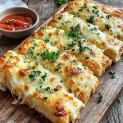 To make cheesy garlic bread, gather these key ingredients: - 1 loaf of French bread or Italian bread - 1/2 cup unsalted butter, softened - 4 cloves garlic, minced - 1 cup grated mozzarella cheese - 1/2 cup grated Parmesan cheese - 2 tablespoons fresh parsley, finely chopped - Salt to taste These ingredients create a rich and tasty base. The bread gives a nice crunch. The butter and garlic mix adds a savory flavor. The cheeses melt into gooey goodness. You can boost the flavor with these optional ingredients: - 1/2 teaspoon red pepper flakes - Fresh herbs like basil or oregano - A sprinkle of garlic powder Red pepper flakes add a kick. Fresh herbs can make it even more fragrant. These extras let you customize the bread to your taste. Make sure you have these tools ready: - A baking sheet - A mixing bowl - A knife for slicing - A spatula for spreading Having the right tools makes cooking easier. You’ll enjoy the process more when you are prepared. To make cheesy garlic bread, you need a few steps. First, gather all your ingredients. You will need French or Italian bread, butter, garlic, mozzarella, Parmesan, parsley, and optional red pepper flakes. Prepare your tools, like a baking sheet and mixing bowls. It is easy and quick, taking just 25 minutes from start to finish. 1. Preheat the oven: Set it to 375°F (190°C) to ensure your bread bakes perfectly. 2. Slice the bread: Cut the loaf in half lengthwise. Place the halves cut side up on a baking sheet. 3. Make garlic butter: In a small bowl, mix the softened butter and minced garlic. Blend them well until smooth. 4. Spread the mixture: Use a spatula to evenly cover the cut sides of the bread with the garlic butter. 5. Mix the cheese: In another bowl, combine the mozzarella and Parmesan. Add the chopped parsley and optional red pepper flakes. Stir until mixed. 6. Top the bread: Generously sprinkle the cheese mix over the garlic buttered bread. 7. Season: Add a pinch of salt to enhance the flavors. 8. Bake: Place the bread in the oven for 12-15 minutes. Watch for the cheese to bubble and turn golden brown. 9. Cool and slice: Once done, remove the bread and let it cool slightly. Then, slice it into pieces. To make your dish look great, serve the cheesy garlic bread on a wooden board. Add extra parsley on top for color. You can also include a small bowl of marinara sauce for dipping. This adds a nice touch and makes the bread even more delightful. For the full recipe, feel free to explore the details. Enjoy your tasty creation! To get that perfect cheese melt, choose the right cheese. I love using a mix of mozzarella and Parmesan. Mozzarella melts well, while Parmesan adds a nice flavor. - Use fresh cheese for the best melt. - Grate the cheese instead of using pre-shredded types. Pre-shredded cheese often has additives that prevent melting. - Add the cheese right before baking to keep it from burning. Garlic is key in cheesy garlic bread. To boost the flavor, use fresh garlic. Mince it finely to release more oils. You can also roast garlic for a sweet, rich taste. - Mix garlic into the butter for even spread. - For a strong garlic kick, add extra cloves or garlic powder to the cheese mix. Many make simple mistakes with garlic bread. Here are some to watch out for: - Don’t skimp on the garlic. Use enough to pack a flavor punch. - Avoid overbaking. Keep an eye on the cheese; you want it bubbly, not burnt. - Don’t forget to slice the bread! Cutting it allows the cheese and garlic to seep inside. - Always let it cool slightly before slicing. This helps the cheese set a bit, making it easier to eat. Use these tips to create a cheesy garlic bread that everyone will love. For the complete recipe, check out the Full Recipe section. {{image_2}} You can change up the cheese for fun. Try cheddar for a sharp bite. Gouda gives a smoky taste. For a creamy twist, use brie. Mixing cheeses can surprise your taste buds. Just remember to keep the mozzarella for that gooey stretch. Seasonings can make a big difference. Try adding Italian herbs like oregano or basil. You could also mix in some garlic powder for extra flavor. For a spicy kick, toss in cayenne pepper. Want more crunch? Add some chopped nuts or seeds. You can also use sun-dried tomatoes or olives for a Mediterranean vibe. If you're gluten-free, use gluten-free bread. There are many brands that taste great. For a vegan option, swap the butter with olive oil or vegan butter. Use nutritional yeast instead of cheese for a cheesy flavor. You can also try vegan cheese, which melts nicely. These tweaks make it easy for everyone to enjoy cheesy garlic bread. For a full recipe, check out Cheesy Garlic Bliss Bread. To keep leftover cheesy garlic bread fresh, wrap it well. Use plastic wrap or foil. Store it in the fridge if you plan to use it within a few days. This keeps the bread soft and the cheese from drying out. If you want to keep it longer, freezing is a good option. When you want to enjoy your cheesy garlic bread again, heat your oven to 350°F (175°C). Place the bread on a baking sheet. Bake for about 10 minutes. This method keeps the cheese melted and the bread warm. You can cover it with foil to prevent it from getting too brown. Freezing garlic bread is simple. After baking, let it cool completely. Wrap each piece tightly in plastic wrap, then place them in a freezer bag. Label the bag with the date. You can freeze it for up to three months. When you want to eat it, just reheat from frozen. There’s no need to thaw it first. For the full recipe, check out the method above! Yes, you can use many types of bread. French and Italian bread work best. You can also try sourdough, ciabatta, or even whole wheat. Just make sure the bread is thick enough to hold the toppings. Thin bread may get soggy. Choose what you like best! To reduce greasiness, use less butter. Start with a few tablespoons and see how it goes. You can also swap some butter for olive oil. Another tip is to use low-fat cheese. This keeps it tasty but cuts down the grease. Cheesy garlic bread pairs well with many dishes. It’s a great side for pasta, soup, or salad. You can serve it with marinara sauce for dipping. Try it with a fresh green salad or a hearty tomato soup. These combos make meals more fun! You learned how to make cheesy garlic bread with great flavor and texture. I shared main and optional ingredients, tools for prep, and step-by-step baking steps. You discovered tips for a perfect melt and ways to adjust flavors. I also covered variations, storage, and common questions. Now, you can create your own delicious cheesy garlic bread at home. Enjoy experimenting with each step and make it your own!