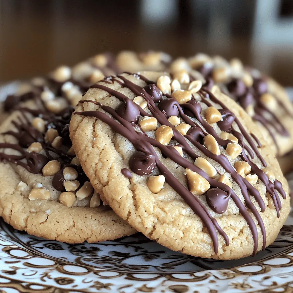To make these cookies, you need a few key items. Here’s a list of what you will need: - 1 cup creamy peanut butter - 1/2 cup granulated sugar - 1/2 cup brown sugar, packed - 1 large egg - 1 teaspoon vanilla extract - 1 teaspoon baking soda - 1/2 teaspoon salt - 1 cup semi-sweet chocolate chips These ingredients create a rich, creamy dough that bakes into soft, chewy cookies. The peanut butter adds a nutty flavor, while the sugars make them sweet. The egg helps bind everything together. If you want to add a twist to your cookies, consider these options: - 1/4 cup chopped peanuts (for extra crunch) - Sea salt flakes (for a sweet-salty mix) - A sprinkle of cinnamon (for warmth) - A dash of espresso powder (to deepen chocolate flavor) These add-ins can take your cookies to the next level. I love adding chopped peanuts for that lovely crunch. Using quality ingredients can make a difference in your baking. Here are some brands I trust: - Jif or Skippy for creamy peanut butter - Domino for granulated and brown sugar - Ghirardelli or Nestlé for semi-sweet chocolate chips These brands deliver great taste and texture. They help your cookies turn out perfect every time. For the full recipe, follow the simple steps and enjoy! First, I preheat my oven to 350°F (175°C). This step is key for even baking. While the oven heats, I line a baking sheet with parchment paper. This helps the cookies not stick and makes cleanup easy. Next, I grab a mixing bowl. I add 1 cup of creamy peanut butter, 1/2 cup of granulated sugar, and 1/2 cup of brown sugar. I mix these until creamy and well blended. Then, I crack in 1 large egg and pour in 1 teaspoon of vanilla extract. I beat this mixture until it feels soft and fluffy. After that, I sprinkle in 1 teaspoon of baking soda and 1/2 teaspoon of salt. I mix again until just combined. Finally, I gently fold in 1 cup of semi-sweet chocolate chips. If I want extra crunch, I toss in 1/4 cup of chopped peanuts. Now it’s time to scoop the dough. I use a tablespoon or cookie scoop to drop the dough onto the prepared baking sheet. I space them about 2 inches apart. Optional: I press a few extra chocolate chips and chopped peanuts on top for a nice look. I then place the baking sheet in the oven. I bake for 10-12 minutes. The edges should look lightly golden. They might seem a bit underbaked, but they will firm up as they cool. After baking, I remove the cookies and let them cool on the sheet for 5 minutes. Then, I transfer them to a wire rack to cool completely. Enjoy these tasty cookies! You can find the Full Recipe for more details. To get the best texture in your cookies, use creamy peanut butter. It blends well with sugar and gives a nice, soft bite. Make sure to mix the sugars and peanut butter thoroughly. This step helps create a smooth dough. When you add the egg, beat it in well. It adds moisture and keeps the cookie soft. Lastly, do not overmix after adding the chocolate chips. This keeps your cookies tender. One common mistake is not measuring the ingredients correctly. Too much flour makes cookies dry, while too little can cause them to spread too much. Another mistake is baking at the wrong temperature. Always preheat your oven to 350°F. This ensures even baking. Also, avoid opening the oven door too early. It can cause the cookies to deflate. Finally, let your cookies cool on the baking sheet for a few minutes. This helps them set properly. To boost flavor, try adding a pinch of sea salt on top before baking. It enhances the sweetness of the cookies. You can also mix in some chopped peanuts for added crunch. For a richer taste, use dark chocolate chips instead of semi-sweet. If you want a fun twist, add a sprinkle of cinnamon to the dough. This adds a warm note that pairs well with peanut butter. For the full recipe, check out the details above. {{image_2}} You can make these cookies vegan by swapping a few ingredients. Use a flax egg instead of a regular egg. To make a flax egg, mix 1 tablespoon of ground flaxseed with 3 tablespoons of water. Let it sit for a few minutes until it thickens. Use maple syrup instead of sugar for sweetness. Choose dairy-free chocolate chips for a tasty treat that's fully vegan. This way, everyone can enjoy these cookies! If you need gluten-free cookies, it's simple to adjust the recipe. Just use gluten-free flour instead of regular all-purpose flour. Brands like Bob's Red Mill or King Arthur Flour offer great options. This change keeps the texture nice and chewy. Always check that your chocolate chips are gluten-free, as some brands might add gluten. These cookies will still taste amazing! Mix-ins can elevate these cookies to a new level. Consider adding chopped nuts for crunch. Walnuts or almonds work well. You can also toss in some coconut flakes for a tropical twist. For a sweeter touch, try adding white chocolate chips or butterscotch chips. Dried fruit like cranberries or raisins can add a nice tartness. Feel free to get creative with your mix-ins! For the full recipe, check out the section above. Enjoy baking! To keep your peanut butter chocolate chip cookies fresh, use an airtight container. Place parchment paper between layers to avoid sticking. Store the container in a cool, dry place. This helps the cookies stay soft and tasty for longer. You can freeze these cookies to enjoy later. First, let them cool completely. Then, place them in a single layer on a baking sheet. Freeze for about an hour. Once frozen, transfer the cookies to a freezer bag. Squeeze out as much air as you can before sealing. When stored in an airtight container, these cookies last about a week at room temperature. If frozen, they can last up to three months. Just remember to thaw them at room temperature before eating. Enjoy every bite of your peanut butter chocolate chip cookies! For the full recipe, check the earlier section. Yes, you can use crunchy peanut butter. It adds a fun texture to your cookies. The cookies will still taste great, and you’ll get those nice little peanut bits. Just remember, the flavor stays the same, but the texture changes a bit. You can tell when the cookies are done by looking at the edges. They should be lightly golden. The center may look a bit soft, and that’s okay. They will firm up as they cool. If you want a chewier cookie, take them out a minute early. You can use a few things in place of eggs. A common choice is a flax egg. To make one, mix one tablespoon of ground flaxseed with three tablespoons of water. Let it sit for about five minutes until it thickens. You can also use applesauce or mashed banana. Use 1/4 cup for each egg. These swaps will keep your cookies moist and delicious. For the full recipe, check out my Peanut Butter Delight Cookies! You’ve learned how to make Peanut Butter Chocolate Chip Cookies from start to finish. We explored essential ingredients, mixing tips, and common mistakes. I shared methods to improve texture and storage hints. Remember, you can tweak the recipe with fun add-ins or different diets. Follow these steps, and enjoy warm, tasty cookies. Baking is about joy, so have fun while making these treats!