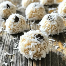 For these tasty bites, gather these main ingredients: - 1 cup rolled oats - 1/2 cup unsweetened shredded coconut - 1/2 cup almond butter (or peanut butter) - 1/4 cup honey (or maple syrup for vegan option) - 1/4 teaspoon vanilla extract - 1/4 teaspoon sea salt These ingredients work together to give you a satisfying and healthy snack. The rolled oats provide fiber and energy, while the almond butter adds protein and healthy fats. Coconut gives a nice chew and natural sweetness. Honey or maple syrup binds everything and adds a touch of sweetness. You can make these bites even more fun by adding optional ingredients: - 1/4 cup dark chocolate chips (optional) - Extra shredded coconut for rolling The chocolate chips bring a rich flavor. If you love coconut, roll the bites in extra shredded coconut for a tropical twist. You can also try adding nuts, seeds, or dried fruit to fit your taste! These energy bites are not just tasty; they are also nutritious. Here’s what each main ingredient offers: - Rolled oats: Great source of fiber, helps keep you full. - Shredded coconut: Provides healthy fats and adds texture. - Almond butter/peanut butter: Packed with protein and nutrients. - Honey/maple syrup: Natural sweeteners that give energy. These ingredients combine to create a snack that fuels your day. Plus, they are easy to make! You can find the full recipe here. To start, gather all your ingredients. This makes the process smooth and easy. You need: - 1 cup rolled oats - 1/2 cup unsweetened shredded coconut - 1/2 cup almond butter (or peanut butter) - 1/4 cup honey (or maple syrup for vegan option) - 1/4 cup dark chocolate chips (optional) - 1/4 teaspoon vanilla extract - 1/4 teaspoon sea salt - Extra shredded coconut for rolling Next, measure each item carefully. Fresh ingredients work best for flavor and texture. Now, grab a medium mixing bowl. Add the rolled oats and shredded coconut. Stir them well. This ensures even distribution. In another bowl, mix the almond butter, honey, vanilla extract, and sea salt. Blend until creamy. Once smooth, pour this mix over the oats and coconut. Stir everything together until you see no dry spots. If you like chocolate, add the dark chocolate chips now. This step brings a sweet and rich taste to each bite. Now it’s time to form your bites. Use your hands to roll small balls. Aim for about 1 inch in diameter. If your hands stick, wet them slightly with water. This helps the mixture roll easily. Once rolled, coat each ball in extra shredded coconut. This adds a nice texture. Place the bites on a baking sheet lined with parchment paper. Refrigerate them for at least 30 minutes. This helps them firm up. After they are firm, store the energy bites in an airtight container. They last in the fridge for up to a week. You can also freeze them for longer. Enjoy your tasty snacks anytime! For the complete recipe, check out the Full Recipe. To get the right texture for your energy bites, focus on the mix. Make sure to use rolled oats, as they provide a nice chew. The almond butter or peanut butter should be creamy. This helps bind everything together. Adjust the amount of honey if the mix feels too dry. If it’s too wet, add a bit more oats or shredded coconut. Rolling the bites with slightly damp hands also helps shape them easily. Store your energy bites in an airtight container. This keeps them fresh and tasty. You can keep them in the fridge for up to a week. For longer storage, freeze them in a single layer on parchment paper. Once frozen, transfer them to a freezer bag. They will last for about three months in the freezer. Just remember to label the bag with the date! One common mistake is not measuring ingredients correctly. Too much liquid can make the bites too sticky, while too little can make them dry. Another mistake is not chilling them long enough. If you skip the fridge time, they might fall apart. Lastly, forget about the chocolate chips at your own risk! They add a nice touch. Follow these tips, and you’ll have perfect No-Bake Coconut Energy Bites. For the full recipe, check the instructions above. {{image_2}} You can easily switch up the flavor of your energy bites. Try adding spices like cinnamon or nutmeg for warmth. You can also mix in extracts such as almond or coconut for a more tropical taste. If you want a chocolate twist, add cocoa powder or more chocolate chips. Each tweak brings a new flavor and fun! Feel free to swap ingredients based on your taste or what you have. If you don’t have almond butter, peanut butter works well too. For a vegan option, use maple syrup instead of honey. You can also replace dark chocolate chips with dried fruit or seeds for added texture and sweetness. These swaps keep the bites tasty and healthy. These energy bites fit many diets. They are naturally gluten-free, thanks to oats. If you want a nut-free version, use sunflower seed butter. This makes them safe for kids with nut allergies. You can also adjust the sweetener to fit your health goals. With these ideas, everyone can enjoy these nutritious snacks from the [Full Recipe]. To keep your no-bake coconut energy bites fresh, store them in an airtight container. This method helps to lock in moisture and flavor. Place the container in your fridge. They should stay good for about a week. If you notice any changes in smell or texture, it's best to discard them. Want to save some for later? Freezing is a great option! After you form the energy bites, place them on a baking sheet. Make sure they are not touching each other. Freeze them for about an hour. Once they are solid, transfer them to a freezer-safe bag or container. They can last up to three months in the freezer. When you're ready to eat, just thaw them in the fridge overnight. Always check your energy bites before eating. Look for any signs of spoilage. If they smell off or have an unusual texture, throw them out. Keep in mind that ingredients like almond butter and honey can spoil if not stored properly. Stick to these safety tips to enjoy your snacks worry-free. For the full recipe, check out the section above! No-Bake Coconut Energy Bites last up to one week in the fridge. After that, they may lose flavor and freshness. To store them, place the bites in an airtight container. For longer storage, freeze them. They can stay good for up to three months in the freezer. Just let them thaw before enjoying. Yes, you can use different nut butters. Almond butter is great, but peanut butter works well too. Cashew or sunflower seed butter can also be used for a twist. Each nut butter adds its own flavor and texture. Just choose one that you love for a tasty bite. Yes, these energy bites are gluten-free. The main ingredient, rolled oats, can be gluten-free if labeled so. Always check the label to ensure that no gluten is present. This makes them a safe snack for those with gluten allergies or sensitivities. To transport No-Bake Coconut Energy Bites, use a small container with a lid. Make sure it is airtight to keep them fresh. You can also use a resealable plastic bag. Just place a paper towel inside to absorb any moisture. This helps keep them from getting soggy while you’re on the go. For a quick snack, pack a few in your lunch or backpack! No-bake coconut energy bites are easy to make and tasty. We covered the main ingredients, preparation steps, and tips for perfect bites. You learned about flavor variations, storage methods, and how to customize them for your diet. Remember to store them well for the best taste. Enjoy these bites as a quick snack or a healthy treat. With a few simple steps, you can create a fun and nutritious snack anytime. Embrace the process and get creative with your own twist.