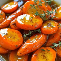 - 1 lb baby carrots - 3 tablespoons unsalted butter - 1/4 cup pure maple syrup - 1 teaspoon ground cinnamon - 1/4 teaspoon sea salt - 1 tablespoon fresh thyme leaves - Freshly ground black pepper - Additional thyme sprigs - Extra drizzle of maple syrup When you choose carrots, fresh is best. Baby carrots work well, but larger ones also shine. If using larger carrots, slice them into sticks or rounds. This helps them cook evenly. Frozen carrots are convenient, but fresh carrots give the best flavor and texture. Next, let’s talk about maple syrup. Always go for pure maple syrup. The taste is rich and deep. Avoid imitation syrup; it lacks the same quality. Pure maple syrup enhances the sweet glaze on your carrots. Trust me, it makes a big difference. For the thyme, fresh is ideal, but dried thyme works too. Use one teaspoon of dried if you can’t find fresh. And don’t skip the black pepper! It adds a nice kick to balance the sweetness. For the complete recipe, check out the Full Recipe. First, wash your baby carrots well. If you use larger carrots, peel them and cut into sticks or rounds. This helps them cook evenly. Next, take a large skillet and melt the butter over medium heat. The butter adds a rich flavor to the dish. Once the butter melts, add the carrots to the skillet. Sauté them for about five minutes until they soften slightly. This step starts to bring out their natural sweetness. Then, drizzle the maple syrup over the carrots. Sprinkle in the ground cinnamon and sea salt. Stir everything together to coat the carrots well. As the carrots cook, sprinkle in the fresh thyme leaves and season with black pepper. This adds a nice herb flavor. Cook for another minute until the carrots are tender and coated in a sticky glaze. Keep an eye on them to avoid overcooking. Then, remove the skillet from the heat. Let the carrots cool slightly before serving. Enjoy this sweet and savory side dish! For the full recipe, check the details above. To get that perfect glaze on your carrots, start by sautéing them gently. Use medium heat to avoid burning the butter. I recommend stirring often for even cooking. If you find the glaze too sweet, you can adjust it. Add a pinch of salt to balance the flavor. Using the right skillet makes a big difference. A large non-stick skillet works best for this recipe. It helps prevent sticking and makes cleanup easy. For utensils, grab a wooden spoon or spatula. They help stir the glaze without damaging your skillet. Check the doneness of your carrots often. You want them tender but not mushy. If you use larger carrots, they will need more time. Cut them into smaller pieces to cook evenly. Aim for about 15 to 20 minutes total cooking time for larger cuts. {{image_2}} To make your maple glazed carrots unique, try adding citrus zest. A bit of orange or lemon zest brightens the flavor. It adds a fresh kick that makes the dish pop. You can also use different herbs. Instead of thyme, try rosemary or dill for a new twist. Each herb brings its own taste, enhancing your dish. If you want to make this dish vegan, you can swap out the butter. Use coconut oil or vegan butter instead. These alternatives will still give you a rich flavor. For those watching their sugar intake, consider sugar substitutes. Stevia or monk fruit can replace maple syrup. Just adjust the amount to taste, as these sweeteners can be much sweeter. Maple glazed carrots pair wonderfully with many main dishes. They go great with roasted chicken or grilled fish. You can also add them to salads or grain bowls. Their sweet and savory taste complements greens or quinoa perfectly. This gives you a colorful and tasty meal that is sure to impress. For the full recipe, check out the detailed instructions. To store leftover maple glazed carrots, place them in an airtight container. Make sure the lid seals tightly. This keeps them fresh and safe to eat. You can store them in the fridge for up to four days. After that, they may lose flavor and texture. When reheating glazed carrots, the best methods are using the stove or microwave. For the stove, warm them in a skillet over low heat. Stir often to ensure even warming. If using the microwave, heat them in short bursts. Check them frequently to avoid overcooking. This keeps them tender and tasty. You can freeze cooked maple glazed carrots, but raw carrots do not freeze well. To freeze cooked carrots, let them cool first. Then, place them in a freezer-safe bag or container. They stay good for up to three months. When you want to eat them, thaw them in the fridge overnight. Reheat them gently on the stove or in the microwave. This helps maintain their flavor and texture. For best results, don’t refreeze them once thawed. What can I serve with maple glazed carrots? You can pair maple glazed carrots with many dishes. They go well with roasted chicken or grilled salmon. They also complement rice or quinoa nicely. Try them with a fresh salad for a bright touch. Can I make maple glazed carrots ahead of time? Yes, you can make them ahead. Simply cook the carrots, then let them cool. Store them in the fridge for up to three days. When ready to serve, reheat gently in a pan. Why are my carrots not getting tender? If your carrots are not tender, they might need more time. Cook them longer at medium heat. You can add a splash of water to help steam them. How do I fix overly sweet glazed carrots? If your carrots taste too sweet, add a pinch of salt. This helps balance the sweetness. You can also add a squeeze of lemon juice for a tart flavor. Nutritional benefits of maple glazed carrots Maple glazed carrots are rich in vitamins A and C. They provide fiber, which aids digestion. The maple syrup adds a natural sweetness without refined sugars. Are maple glazed carrots healthy? Yes, they are a healthy side dish. They use simple ingredients, and you control the sweetness. Enjoy them as part of a balanced meal. For the full recipe, check out the recipe section above. In this post, we covered how to make maple glazed carrots. We explored the main ingredients, the cooking process, and tips for perfecting your dish. I shared ways to vary the recipe and discussed how to store and reheat leftovers effectively. Maple glazed carrots are simple and delicious. With fresh ingredients, you can enjoy a tasty side. Experiment with flavors and make this dish your own. Enjoy your cooking!