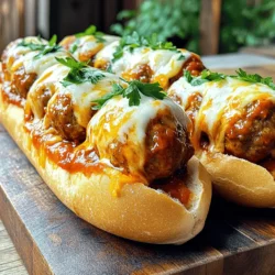 - 1 lb ground beef - 1/2 lb ground pork - 1/2 cup breadcrumbs - 1/4 cup grated Parmesan cheese - 1/4 cup fresh parsley, chopped - 2 cloves garlic, minced - 1/2 teaspoon onion powder - 1 teaspoon Italian seasoning - Salt and pepper to taste - 1 jar (24 oz) marinara sauce - 4 sub rolls - 1 cup mozzarella cheese, shredded - Olive oil for greasing The main proteins in this recipe are ground beef and ground pork. Using both gives you a rich flavor and nice texture. Next, breadcrumbs help bind the meat together and add a bit of crunch. Parmesan cheese adds a salty bite that enhances the overall taste. Garlic brings depth, while Italian seasoning gives the meatballs a classic Italian flavor. Don't forget to season with salt and pepper to bring all the flavors together. - Fresh herbs and spices - Different cheese varieties - Alternative bread options For extra flavor, consider adding fresh herbs like basil or oregano. You can also try different cheese types, such as provolone or cheddar. If you want to switch it up, use garlic bread or ciabatta rolls instead of standard sub rolls for a fun twist. - Mixing bowl and baking sheet - Saucepan for heating sauce - Oven for baking subs To make these subs, you need a few simple tools. A mixing bowl is essential for combining the ingredients. A baking sheet will hold the meatballs as they cook. You’ll also need a saucepan to heat the marinara sauce. Finally, your oven will be key for baking the meatball subs to perfection. You can find the full recipe [here](#). To make meatballs, you need to mix the ingredients well. In a big bowl, combine: - 1 lb ground beef - 1/2 lb ground pork - 1/2 cup breadcrumbs - 1/4 cup grated Parmesan cheese - 1/4 cup fresh parsley, chopped - 2 cloves garlic, minced - 1/2 teaspoon onion powder - 1 teaspoon Italian seasoning - Salt and pepper to taste Use your hands to mix everything. Be gentle. You want the meat to stay tender. After mixing, roll the mixture into small meatballs. Aim for 1 to 1.5 inches in size. Place them on a baking sheet. Next, preheat your oven to 375°F (190°C). This step is key. A hot oven helps the meatballs cook evenly. Bake the meatballs for 20 to 25 minutes. They should turn golden brown and be fully cooked. While the meatballs bake, prepare the sub rolls. Cut them in half lengthwise, but don’t cut all the way. Place them on a lined baking sheet. Once the meatballs are done, heat a jar of marinara sauce in a pan. Add the meatballs to the sauce. Let them simmer for 5 to 10 minutes. This step adds great flavor. Now, it’s time to fill the subs. Spoon 3 to 4 meatballs, along with some sauce, into each roll. Top each sub with shredded mozzarella cheese. You can use about 1 cup total for all the subs. Finally, place the assembled subs back in the oven for 5 to 7 minutes. You want the cheese to melt and bubble. After that, they are ready to enjoy! To make great meatballs, avoid overworking the meat mixture. When you mix, do it gently. If you press too hard, the meatballs can turn tough. This will help keep them juicy. Browning your meatballs adds flavor. You can sear them in a hot pan with a bit of oil before baking. This step gives a nice crust and deep taste. Remember, a good crust means more flavor in your subs. When it comes to cheese, mozzarella is the best choice for melting. It gets all stretchy and gooey. You can also mix in provolone for a twist. Both work well in your meatball subs. Bake your assembled subs for about 5-7 minutes. This time allows the cheese to melt perfectly without burning. Keep an eye on them to catch that golden-brown color. Presentation matters! Serve your meatball subs on a wooden board. Garnish with fresh parsley for a pop of color. This makes them look fancy and appetizing. Pair your subs with a side salad or some crispy chips. A cold drink like soda or iced tea complements the meal well. Enjoy your tasty creation and share it with friends! For the full recipe, check out the Full Recipe. {{image_2}} You can switch up the meatballs to suit your taste. Turkey and chicken meatballs are great for a lighter meal. They have a nice flavor and are lower in fat. If you want a plant-based option, try vegetarian meatballs made from lentils or beans. They add a unique twist. For flavor, you can mix in some herbs. Try adding basil or oregano for a fresh taste. You can also use different spices like cumin for a kick. Experiment with cheese, too! Mixing in feta or cheddar can change the whole vibe of your subs. You don’t have to stick with marinara sauce. You can make your own at home or grab a jar from the store. Homemade sauce tastes fresh and lets you control the flavor. If you're short on time, a good store-bought sauce works just fine. Other sauce choices can really jazz up your meatball sub. Alfredo sauce gives a creamy touch, while pesto adds a herby flavor. You can even try barbecue sauce for a smoky taste. The options are endless! The bread you choose makes a big difference. Classic sub rolls are soft and hold the meatballs well. You can use hoagie rolls or baguettes for a crunchier bite. If you need gluten-free options, look for gluten-free sub rolls at your local store. You can also use lettuce wraps for a low-carb choice. Just be sure to layer your meatballs carefully so everything stays together. For the full recipe, check out the Easy Meatball Subs section above! To keep your meatball subs fresh, wrap them in foil or plastic wrap. This practice helps keep moisture in and prevents them from drying out. You can store them in the fridge for up to three days. If you want to enjoy them later, freezing is a great option. You can freeze your assembled subs for quick meals later. Just wrap each sub tightly in plastic wrap and then in aluminum foil. This double layer protects them from freezer burn. They can last in the freezer for up to three months. When you're ready to eat, simply thaw them in the fridge overnight. When reheating, you have a couple of choices. The microwave heats fast but can make the bread soggy. Instead, try using an oven for the best results. Preheat the oven to 350°F (175°C) and place the subs on a baking sheet. Heat for about 10-15 minutes. To keep the bread crispy, cover the subs loosely with foil for the first half of the reheating time. This method allows the cheese to melt while keeping the bread nice and crunchy. Now you're ready to enjoy your meatball subs anytime! For more details, check the Full Recipe. Yes, you can prepare meatballs in advance. Form the meatballs and place them on a tray. Cover them with plastic wrap and store them in the fridge for up to 24 hours. This keeps them fresh and ready to cook. If you want to store them longer, freeze them. Just freeze them on a tray first, then transfer to a bag. They can last up to three months in the freezer. When you're ready to cook, bake them straight from frozen. This saves time on busy days. If you want a change from marinara sauce, try some fun options. You can use Alfredo sauce for a creamy twist. Pesto also works great for a fresh, herby flavor. BBQ sauce adds a smoky taste that kids love. For a spicy kick, try sriracha mixed with tomato sauce. These options keep things interesting and tasty. Making a gluten-free meatball sub is easy. Use gluten-free breadcrumbs instead of regular ones for the meatballs. Make sure to check the labels on sauces and rolls. Look for gluten-free sub rolls at your local store. There are many tasty brands available now. This way, everyone can enjoy a delicious meatball sub! To boost the flavor, use fresh herbs like basil or oregano. You can mix in chopped onions or bell peppers for a crunch. Try adding red pepper flakes for some heat. For toppings, consider sliced olives or banana peppers. A sprinkle of Parmesan cheese on top adds a nice touch. These small changes make a big difference in taste. You can also check [Full Recipe] for more ideas! In this article, I shared how to make easy meatball subs. We covered main ingredients like ground beef and pork, along with optional add-ins. You learned about tools and step-by-step instructions, from preparing to baking the meatballs. Tips on cooking and serving will help you create the perfect dish. Remember, there are many variations and storage methods. Now, with these pointers, you can enjoy delicious meatball subs any time. Get creative and enjoy your cooking!