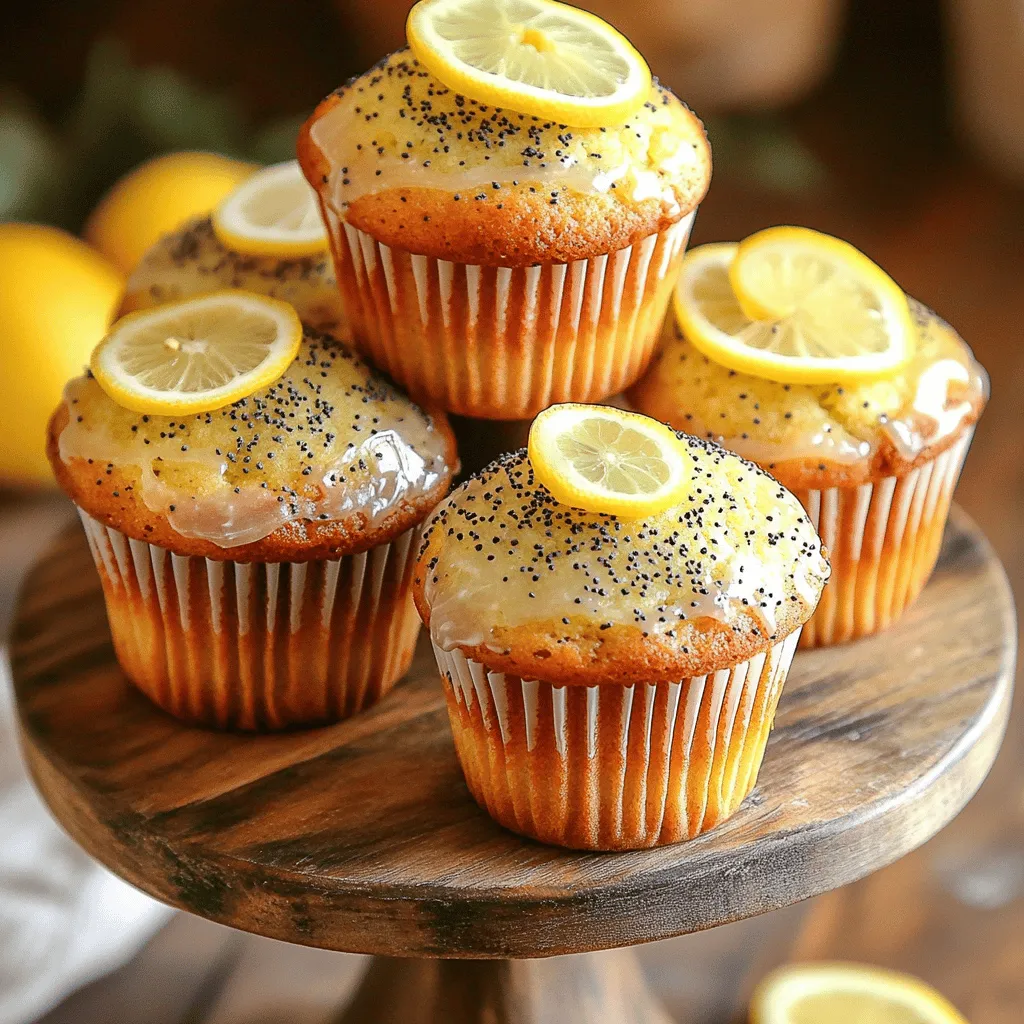 To make these tasty muffins, you need a few simple ingredients. Here’s what you will need: - 1 ½ cups all-purpose flour - ½ cup granulated sugar - 2 tablespoons poppy seeds - 1 tablespoon baking powder - ½ teaspoon salt - 1 large egg - ½ cup whole milk - ⅓ cup vegetable oil - Zest of 1 lemon - 2 tablespoons fresh lemon juice - 1 teaspoon vanilla extract These ingredients create a soft, fluffy muffin with a bright lemon flavor. The poppy seeds add a nice crunch and a unique touch. You can enhance the flavor of your muffins with a glaze. Here’s how to make it: - 1 cup powdered sugar - 2 tablespoons lemon juice Drizzling this glaze on top adds sweetness and a burst of citrus. If you have dietary restrictions, here are some easy swaps: - Use gluten-free flour instead of all-purpose flour for a gluten-free option. - Swap the egg for a flaxseed meal mixed with water for a vegan version. - Replace whole milk with almond milk or oat milk for a dairy-free choice. These substitutions help you enjoy these muffins while meeting your needs. For the full recipe, check out the link. Start by preheating your oven to 350°F (175°C). This ensures even baking. Next, line your muffin tin with paper liners. This step keeps the muffins from sticking. It also makes clean-up easier. You can skip the liners, but I find they help keep the muffins moist. In a large bowl, add the following dry ingredients: - 1 ½ cups all-purpose flour - ½ cup granulated sugar - 2 tablespoons poppy seeds - 1 tablespoon baking powder - ½ teaspoon salt Whisk these ingredients together until they blend well. This mix creates the base for your muffins. Make sure there are no clumps in the flour. This step is key for a light texture. In another bowl, crack 1 large egg. Beat it lightly before adding the other wet items: - ½ cup whole milk - ⅓ cup vegetable oil - Zest of 1 lemon - 2 tablespoons fresh lemon juice - 1 teaspoon vanilla extract Mix these until they combine well. You want a smooth texture. The lemon zest gives a nice punch of flavor. This step adds moisture and richness to the muffins. Now, pour the wet mixture into the dry ingredients. Stir gently until just combined. Do not overmix; some lumps are okay! This keeps the muffins fluffy. If you mix too much, your muffins could turn out dense. Fill each muffin cup about ⅔ full with the batter. This allows room for rising. Bake your muffins in the preheated oven for 18-20 minutes. To check if they are done, insert a toothpick into the center. If it comes out clean, they are ready! Let them cool in the tin for 5 minutes. After that, transfer them to a wire rack to cool fully. If you want a glaze, mix 1 cup of powdered sugar with 2 tablespoons of lemon juice and drizzle it over the cooled muffins. For the full recipe, check out the earlier section! To get the best texture, do not overmix your batter. When you combine the wet and dry ingredients, mix just until you see no more flour. Lumps are okay! This keeps the muffins light and fluffy. Also, make sure your oven is preheated. A hot oven helps the muffins rise nicely. One big mistake is using cold ingredients. Always use room temperature eggs and milk. This helps the batter mix better. Another mistake is filling the muffin cups too full. Fill them about two-thirds full for a nice rise. Lastly, avoid opening the oven door too soon. This can cause the muffins to sink. For a stronger lemon taste, add more lemon zest. You can even double the zest for a bold punch. If you love tang, try adding a bit more lemon juice too. A glaze made from powdered sugar and lemon juice adds a sweet finish. Drizzle it over the muffins after they cool for extra zing. For the complete recipe, check out the Full Recipe. {{image_2}} You can make gluten-free lemon poppy seed muffins easily. Use gluten-free all-purpose flour instead of regular flour. Make sure the blend has xanthan gum for better texture. The rest of the recipe stays the same. This way, everyone can enjoy these tasty treats! To create vegan lemon poppy seed muffins, swap the egg for a flaxseed egg. Mix one tablespoon of ground flaxseed with three tablespoons of water. Let it sit for five minutes to thicken. Use plant-based milk instead of whole milk. You can also use coconut oil instead of vegetable oil. These changes make the muffins just as yummy! You can add blueberries for a fruity twist. They pair well with lemon and add a burst of flavor. Just fold in one cup of fresh or frozen blueberries into the batter. You can also try raspberries or chopped strawberries. This adds color and taste to your muffins, making them even more special. For the full recipe, check out the detailed steps above. Enjoy baking! To keep your lemon poppy seed muffins fresh, store them in an airtight container. This helps prevent them from drying out. I recommend placing the muffins in a single layer. If you stack them, use parchment paper between layers. This keeps the tops from sticking together. You can store them at room temperature for up to three days. For longer storage, consider freezing. Freezing muffins is easy and works well. First, let your muffins cool completely. Once cool, wrap each muffin tightly in plastic wrap. After wrapping, place them in a freezer bag or container. Make sure to label the bag with the date. You can freeze them for up to three months. When you want to eat one, thaw it at room temperature or microwave it for 15-20 seconds. For storing your muffins, I suggest using airtight containers. Glass or plastic containers work well. Look for ones with a secure lid. You can also use resealable bags for freezing. Just remember to squeeze out excess air before sealing. This helps keep your muffins moist and delicious! Lemon poppy seed muffins stay fresh for about three days at room temperature. Store them in an airtight container to keep them moist. If you want them to last longer, move them to the fridge. In the fridge, they can last up to a week. Yes, you can make these muffins ahead of time. They freeze well too. Just bake, cool, and wrap them tightly. Place them in a freezer-safe bag. When you want to enjoy them, let them thaw at room temperature or warm them in the oven. You can find lemon poppy seed muffins at many bakeries and cafes. Some grocery stores also sell them in the bakery section. If you want a special treat, check local bakeries that focus on fresh, homemade goods. Lemon poppy seeds offer several health benefits. They are a good source of fiber and healthy fats. Poppy seeds can aid digestion and support heart health. The lemon adds vitamin C, which boosts your immune system and enhances skin health. For the complete guide to making these tasty treats, see the Full Recipe. Making lemon poppy seed muffins is easy and fun. We covered key ingredients, tips, and variations. You can enhance flavors, substitute allergens, and store muffins properly. Remember to avoid common mistakes for the best texture. These muffins can be gluten-free or vegan too! In conclusion, enjoy experimenting with your own twist on this classic treat. You'll be proud of your delicious results. Happy baking!