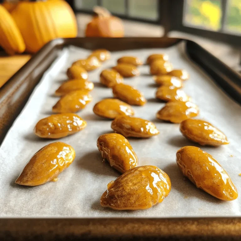 For the perfect pumpkin spice candied almonds, you need a few key ingredients. Here’s the detailed list: - Raw Almonds: 2 cups. These nuts provide a great crunch and flavor. - Granulated Sugar: 1 cup. This will sweeten the almonds and help create a candy coating. - Pumpkin Spice Mix: 1 tablespoon. You can use a mix or make your own with cinnamon, nutmeg, ginger, and cloves. - Other Essential Ingredients: - Water: 1/2 cup. This helps dissolve the sugar for the syrup. - Salt: 1/2 teaspoon. A little salt enhances the sweet flavor. - Vanilla Extract: 1 teaspoon. This adds a lovely flavor depth. - Vegetable Oil: 1 tablespoon. This prevents sticking and helps with coating. These ingredients create a delightful snack that's perfect for fall. If you want to try making these tasty treats, check out the Full Recipe. Preheating the Oven Start by preheating your oven to 350°F (175°C). This step is key for getting that perfect crunch. While the oven heats, line a baking sheet with parchment paper. This will help the almonds not stick. Making the Pumpkin Spice Syrup In a large saucepan, mix the granulated sugar and water. Heat this over medium heat. Stir it until the sugar fully dissolves. Then, add the pumpkin spice mix, salt, and vanilla extract. Stir well to mix all the flavors together. Coating the Almonds Next, add the raw almonds to the saucepan. Stir them gently to coat them in the syrup. Keep cooking for about 5-7 minutes. Stir constantly until you see the syrup thickening and starting to crystallize on the almonds. This is where the magic happens! When it looks good, remove the pan from heat. Stir in the vegetable oil to help keep the almonds from sticking. Baking Instructions Now, pour the coated almonds onto the prepared baking sheet. Spread them out evenly with a spatula. Bake in the preheated oven for 10-15 minutes. Remember to stir them once halfway through baking. You'll know they're done when they turn golden and smell amazing. Cooling Process and Tips Once baked, let the almonds cool completely on the baking sheet. They will become crispy as they cool. If you notice any clumps, break them apart gently. Store the cooled almonds in an airtight container to keep them fresh. For the full recipe, check out [Full Recipe]. Ensuring Even Coating To coat the almonds evenly, stir them well in the syrup. Use a large spoon to mix. Make sure every almond gets a good layer of syrup. This helps the spices stick nicely. Avoiding Clumping To avoid clumping, spread the almonds on the baking sheet quickly. Use a spatula to separate them. If they stick together, they won’t bake evenly. Stir them once halfway through baking to break up any clumps. Best Practices for Storage Store your pumpkin spice candied almonds in an airtight container. This keeps them fresh and crunchy. A glass jar or a sealed plastic bag works well. Keep them in a cool, dry place away from heat. How to Maintain Crispiness To keep the almonds crispy, do not store them in the fridge. The moisture can make them soggy. If they lose crunch, you can bake them briefly at 350°F. Just a few minutes will bring back that delightful crunch. {{image_2}} You can change the flavors of your pumpkin spice candied almonds by using different spices. Try adding nutmeg or allspice for a new twist. If you like heat, a pinch of cayenne works great. You can even skip pumpkin spice and use your favorite cinnamon blend. The key is to keep it fun and tasty. You can also mix in extra ingredients for more flavor. Consider adding a splash of maple syrup for a sweet touch. You might want to toss in some dried cranberries or chocolate chips after baking. These add color and taste, making your almonds even better. These almonds are great for many occasions. Serve them as a snack during game nights or movie marathons. They are perfect for fall gatherings and holiday parties. You can even pack them in bags as gifts. They look cute and taste amazing. You can also use these almonds in different recipes. Try adding them to salad for some crunch. They can top off oatmeal or yogurt for breakfast. You can create a unique trail mix by mixing them with dried fruits and other nuts. The options are endless, so get creative! Almonds are packed with nutrients. A 1-ounce serving gives you about 6 grams of protein and 3.5 grams of fiber. They are high in vitamin E, magnesium, and healthy fats. These nutrients help keep your heart healthy and support your brain. Eating almonds can lower cholesterol levels and reduce the risk of heart disease. Pumpkin spice, made from warm spices, brings extra health perks. Cinnamon helps control blood sugar levels, while nutmeg can aid digestion. Ginger has anti-inflammatory properties, and cloves may improve oral health. Together, these spices elevate the flavor and add nutrition to your candied almonds. A serving of pumpkin spice candied almonds is about 1 ounce. This gives you a good snack without overdoing it. Each serving has around 150 calories. Keep in mind the sugar content. The recipe uses 1 cup of sugar for 2 cups of almonds. This results in about 24 grams of sugar per serving. While this adds sweetness, it is wise to enjoy these almonds in moderation. How to Make Pumpkin Spice Candied Almonds Vegan? You can easily make this recipe vegan. Just swap the granulated sugar for coconut sugar or another vegan-friendly sweetener. Make sure your pumpkin spice mix does not contain any animal products. The rest of the recipe stays the same! Can I Use Other Nuts Instead of Almonds? Yes, you can! Cashews, pecans, or walnuts work well too. Each nut will give a unique flavor and texture. Just keep an eye on cooking times, as different nuts can cook at different rates. Where to Buy Pre-made Pumpkin Spice Candied Almonds? You can find pre-made versions at many stores. Check your local grocery store or specialty shops. Online retailers also offer various options. Just make sure to read the labels for ingredients. How Long Will They Last in Storage? When stored in an airtight container, these almonds can last for about two weeks. Keep them in a cool, dry place. If you want them to last longer, you can freeze them for up to three months. What to Do if the Almonds Aren't Crisp? If your almonds aren’t crisp, they may need more baking time. Make sure to bake them until golden brown. Let them cool completely on the pan, as they will crisp up as they cool. Best Practices for Even Flavored Almonds To ensure even flavor, stir the almonds well while cooking. Coat them fully with the syrup. Stir them again while baking to help with even cooking and flavor distribution. You now know how to make tasty pumpkin spice candied almonds. We discussed the key ingredients, step-by-step instructions, and helpful tips. You can use variations to customize your recipe and serve these nuts in fun ways. Remember, proper storage keeps them crispy for longer. Enjoy trying out different flavors and sharing them with friends. Getting it right takes practice, so don’t worry if it’s not perfect at first. Happy snacking!