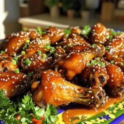 - 2 pounds chicken wings - 1/2 cup honey - 1/4 cup soy sauce - 4 cloves garlic, minced - 1 tablespoon fresh ginger, grated - 1 teaspoon sesame oil - 1 tablespoon rice vinegar - 1 teaspoon chili flakes - Salt and pepper to taste To make sticky honey garlic wings, you need simple yet powerful ingredients. The chicken wings form the base of the dish. For sweetness, honey adds a rich flavor. The soy sauce brings a salty note that balances the sweetness. Next, the flavor enhancers take the wings to a new level. Garlic gives a nice kick, while fresh ginger adds warmth and zest. The sesame oil rounds it all out. This mix creates a sticky glaze that makes your wings shine. You can also add optional ingredients for extra flavor. Rice vinegar brightens the taste, while chili flakes can add heat. Salt and pepper help enhance all the flavors. These ingredients come together in the full recipe to create a dish that's hard to resist. Each bite offers a delightful blend of sweet, salty, and savory, making every wing a treat. To start, grab a mixing bowl. In that bowl, whisk together: - 1/2 cup honey - 1/4 cup soy sauce - 4 cloves garlic, minced - 1 tablespoon fresh ginger, grated - 1 tablespoon rice vinegar - 1 teaspoon sesame oil - Chili flakes (optional for heat) - A pinch of salt and pepper This mix creates a sweet and savory marinade. The honey adds stickiness, while the soy sauce brings depth. Garlic and ginger add a fresh kick. Next, take 2 pounds of chicken wings. Place them in a large resealable bag or a shallow dish. Pour the marinade over the wings. Make sure they are well-coated. Seal the bag or cover the dish tightly. Refrigerate for at least 1 hour. For the best flavor, let them marinate overnight. Now, it’s time to bake. Preheat your oven to 400°F (200°C). Line a baking sheet with foil. Place a wire rack on top of the baking sheet for even cooking. Remove the wings from the marinade. Let any excess marinade drip off. Arrange the wings on the wire rack, leaving space between each wing. Bake for 40-45 minutes. Turn the wings halfway through for even crispiness. The last 10 minutes of baking is key. Drizzle some leftover marinade over the wings to enhance the stickiness. This extra glaze allows the wings to caramelize, making them even more delicious. You can check out the Full Recipe for more details! To make your wings super sticky, use the marinade glaze in the last few minutes of baking. This helps caramelize the sauce and gives the wings that shiny, mouth-watering look. Just drizzle it over the wings and let them bake for about ten more minutes. This step is key for achieving that irresistible sticky finish that everyone loves. I recommend using a wire rack when you bake the wings. This allows hot air to circulate around them, making them crispy all over. Be sure to turn the wings halfway through baking. This way, you get even cooking and a nice golden color. It only takes a minute and makes a big difference in how they turn out. For a great presentation, serve the wings on a large platter. You can use fresh lettuce or parsley as a base to add color. To make your meal even better, consider making a dipping sauce from the leftover marinade. Just simmer it in a saucepan until it thickens. This adds extra flavor and makes your dish look professional. Check the full recipe for more details! {{image_2}} To make your wings hot, add more chili flakes or hot sauce. Start with a teaspoon of chili flakes. If you want more heat, increase it to two teaspoons. For a spicy kick, mix in your favorite hot sauce. This adds depth and flavor to the sauce. You can adjust the spice level based on your taste. Remember, it’s easy to add heat, but hard to take it away! Grilling wings gives them a smoky flavor. Preheat your grill to medium heat. Cook the wings for about 20-30 minutes, turning often. This method adds a nice char and crispness. If you prefer a healthier option, try air frying. Set your air fryer to 400°F (200°C). Cook the wings for 25-30 minutes, shaking the basket halfway through. Both methods yield tasty, crispy wings! If you're gluten-free, use tamari instead of soy sauce. Honey adds sweetness, but you can swap it for agave syrup or maple syrup. These options bring their own unique flavors. If you're avoiding sugar, try using coconut sugar or a sugar substitute. Be mindful of the taste; each swap can change the final flavor. Always taste as you go for the best results. Check out the Full Recipe for more guidance! To keep your sticky honey garlic wings fresh, place them in an airtight container. Make sure they cool down before sealing them. Store them in the refrigerator for up to three days. If you want to keep them longer, consider freezing. For freezing, wrap the wings tightly in plastic wrap or aluminum foil. Place them in a freezer-safe bag, removing as much air as you can. They can last up to three months in the freezer. When you are ready to eat them, thaw them in the fridge overnight before reheating. To reheat your wings while keeping them crispy, use the oven. Preheat it to 375°F (190°C). Place the wings on a baking sheet and heat for about 15-20 minutes, flipping them halfway. This method helps restore the crunch. You can also use an air fryer for a quicker option, heating them for about 10 minutes at 375°F (190°C). I suggest marinating the chicken wings for at least one hour. This time allows the wings to soak up the flavors well. For the best taste, marinate them overnight. The longer they sit in the marinade, the more delicious they become. Yes, you can use frozen chicken wings. If you do, make sure to thaw them first. Cooking frozen wings without thawing will make them unevenly cooked. Thawing helps the wings absorb the marinade better, leading to a tastier dish. There are many great sides to pair with honey garlic wings. Here are a few ideas: - Fresh vegetable sticks like carrots and celery. - A simple green salad with a light dressing. - Crispy fries or sweet potato fries for a fun twist. - Dips like ranch or blue cheese dressing enhance the meal. For the full recipe, check out the Sticky Honey Garlic Wings section! In this post, we explored making delicious honey garlic chicken wings. You learned about key ingredients like chicken, honey, and garlic. We provided step-by-step instructions for marinating, baking, and serving these wings. Tips on achieving stickiness and ideas for variations added extra value. Now you have all the tools to create tasty wings. Enjoy experimenting with flavors and cooking methods. Homemade wings can be a hit at your next gathering. With practice, your skills will shine. Happy cooking!