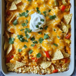 - 1 lb cooked chicken, shredded - 1 can black beans, drained and rinsed - 1 can corn, drained - 1 ½ cups salsa - 1 cup diced bell peppers (mix of colors) - 1 cup sour cream (for topping) - Fresh cilantro for garnish You can swap out the chicken for turkey or even beans for a vegetarian dish. If you prefer a different taste, try using pinto beans or white beans instead of black beans. You can also use homemade salsa or any store-bought brand you enjoy for a twist. Each change can make the Easy Chicken Taco Casserole unique and fun to make! - Preheat your oven to 350°F (175°C). - In a large mixing bowl, combine the shredded chicken, black beans, corn, salsa, taco seasoning, and diced bell peppers. Stir until well combined. - In a greased 9x13 inch baking dish, spread half of the crushed tortilla chips on the bottom. - Pour half of the chicken mixture over the chips. - Sprinkle 1 cup of shredded cheddar cheese on top. - Repeat this layering with the remaining ingredients: another layer of chips, the rest of the chicken mixture, and top with the remaining cheese. - To get even layers, press down lightly as you add each layer. - Place the casserole in the preheated oven. Bake for 25-30 minutes or until the cheese is bubbly and golden brown. - Check for doneness by ensuring the cheese is melted and the edges are slightly crisp. To ensure your chicken is properly shredded, start with warm chicken. Warm meat shreds easily. Use two forks or your hands to pull apart the chicken. Aim for bite-sized pieces to mix well with other ingredients. This keeps the texture nice and easy to eat. When mixing ingredients, use a large bowl. This gives you room to stir without making a mess. Mix until everything is well coated with salsa and taco seasoning. This step makes sure each bite is full of flavor. For side dishes, consider simple options like rice or a fresh salad. Both pair well with the casserole. You can also serve tortilla chips on the side for added crunch. This gives your meal more texture and fun. For presentation, serve the casserole in a wide dish. This allows everyone to see the layers. Garnish each portion with sour cream and fresh cilantro. This adds color and makes the dish look more inviting. To prep in advance, you can mix the ingredients a few hours before baking. Just cover the bowl and store it in the fridge. This saves you time when dinner time comes. For reheating leftovers, the oven is the best choice. Preheat it to 350°F (175°C) and heat for about 15-20 minutes. This keeps the casserole warm and tasty. You can also use the microwave, but it may not keep the same crisp texture. For the full recipe, visit the section above. {{image_2}} You can easily make this dish fit your needs. For a vegetarian option, swap the chicken for meat alternatives like lentils or tofu. They add great texture and flavor. You can also use different types of cheese. Try pepper jack for spice or mozzarella for a milder taste. Mixing cheeses can create a unique flavor profile. To kick up the flavor, add spices like cumin or chili powder. A dash of hot sauce can bring heat and depth. You can also include seasonal vegetables, like zucchini or spinach. These veggies add color and nutrients while enhancing the overall taste. Customizing serving sizes is simple. You can make a smaller batch for a few or a larger one for a crowd. If you have dietary restrictions, modify the recipe. Use gluten-free tortilla chips for a gluten-free version. For a dairy-free option, swap cheese with a plant-based alternative. This way, everyone can enjoy the dish. For the full recipe, check out the Easy Chicken Taco Casserole section! To keep your Easy Chicken Taco Casserole fresh, use airtight containers. Glass or plastic containers work well. You can store it in the fridge for up to four days. If you want to keep it longer, freeze it. Use freezer-safe bags or containers for freezing. Make sure to label the date for easy tracking. In the fridge, your casserole stays fresh for about four days. Look for signs of spoilage like a sour smell or mold. If the cheese looks off or the texture changes, it’s best to toss it. Always trust your senses to keep your meals safe. You can reheat your casserole in the microwave or the oven. For the microwave, place a serving on a plate and cover it with a damp paper towel. Heat for about two minutes. Stir halfway through for even heating. If you use the oven, preheat it to 350°F (175°C). Place the casserole in a covered dish for about 15-20 minutes. This keeps it moist and tasty. Enjoy your leftovers just as much as the first time! Making this Easy Chicken Taco Casserole takes about 45 minutes. You will spend 15 minutes on prep and 30 minutes baking. This quick meal fits into busy schedules easily. Yes, you can make this casserole ahead of time. To prepare, mix your ingredients and layer your casserole. Cover it tightly with foil and store it in the fridge for up to two days. When ready to bake, just remove the foil and pop it in the preheated oven. This casserole pairs well with simple sides. Consider serving a fresh green salad or some rice. You can also offer tortilla chips and guacamole for a tasty crunch. For drinks, iced tea or a light beer works nicely. Absolutely! You can use ground beef, turkey, or even beans for a vegetarian option. Just make sure to cook meat substitutes thoroughly. Adjust seasonings to match your new choice and keep the flavors bold. This article covered creating a delicious Easy Chicken Taco Casserole. You learned about essential ingredients, including chicken, beans, corn, and salsa. I also shared tips for perfect layers, baking times, and serving suggestions. Remember, this dish is versatile. You can swap out meats or add spices to make it your own. Don't forget about storage and reheating tips to enjoy leftovers later. Enjoy making this easy meal that fits your taste and needs. It’s easy to create and brings joy to your table!