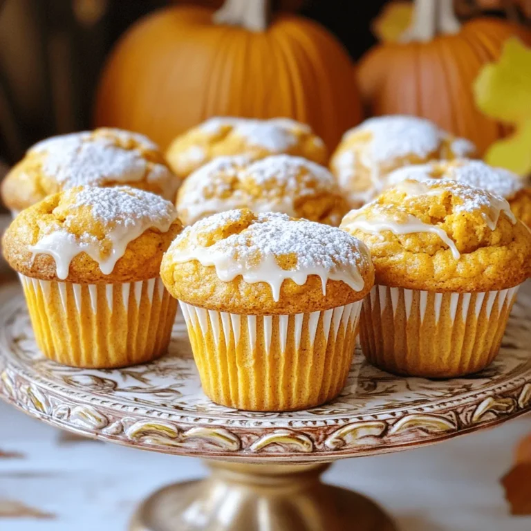 To make Pumpkin Cream Cheese Muffins, gather these items: - 1 cup pumpkin puree - 1/2 cup cream cheese, softened - 1/2 cup vegetable oil - 1 cup brown sugar - 1/2 cup granulated sugar - 2 large eggs - 2 cups all-purpose flour - 1 teaspoon baking soda - 1 teaspoon baking powder - 1 teaspoon ground cinnamon - 1/2 teaspoon ground nutmeg - 1/2 teaspoon salt - 1 teaspoon vanilla extract - 1/2 cup chopped nuts (optional, such as walnuts or pecans) You can swap some ingredients if you need. For a healthier option, use applesauce instead of oil. If you want to avoid dairy, use a vegan cream cheese. Fresh pumpkin is great, but canned pumpkin works well too. Just make sure it’s pure pumpkin, not pie filling. Measuring ingredients accurately is key. Use dry measuring cups for flour and sugar. For liquids, use liquid measuring cups. Remember, weight can be more precise than volume. This helps ensure your muffins rise and turn out right. Accurate measurements can make a big difference in your baking! Start by preheating your oven to 350°F (175°C). This ensures even baking for your muffins. While the oven warms up, take your muffin tin and prepare it. You can either line each cup with paper liners or lightly grease them with cooking spray. This step helps the muffins come out easily after baking. In a large mixing bowl, grab your softened cream cheese. Beat it until it is smooth. Next, add in the pumpkin puree, vegetable oil, brown sugar, granulated sugar, eggs, and vanilla extract. Mix these ingredients together until they are well combined. In another bowl, whisk together the dry ingredients. This includes all-purpose flour, baking soda, baking powder, ground cinnamon, nutmeg, and salt. Mixing the dry ingredients separately helps avoid lumps. Once mixed, gradually add the dry ingredients to your wet mixture. Stir just until it is moistened. If you want to add nuts, now is the time to fold them in gently. Now, it’s time to fill your muffin tin with the batter. Spoon the batter into each cup, filling them about two-thirds full. This gives the muffins room to rise without overflowing. Place your muffin tin in the preheated oven. Bake for 18-22 minutes. To check for doneness, stick a toothpick into the center of a muffin. If it comes out clean, your muffins are ready. Let them cool in the tin for about five minutes. Then, transfer them to a wire rack to cool completely. For the full recipe, please look at the instructions above. To make fluffy muffins, you must avoid overmixing. When you mix too much, the muffins can turn out dense and tough. Mix the batter just until the dry ingredients blend in. This will keep the muffins light and airy. Using room temperature ingredients is also key. It helps the batter mix well and rise properly. Take out your eggs and cream cheese ahead of time. This small step makes a big difference in texture. You can add spices for extra flavor. Cinnamon and nutmeg give a warm taste. If you want a kick, try adding ginger or cloves. Each spice will change the muffin’s flavor in fun ways. Using different fillings like chocolate chips or dried fruits can make your muffins unique. Chocolate gives a sweet touch, while dried fruits add chewiness. You can experiment with nuts too, like walnuts or pecans, to give extra crunch. Serve your muffins on a pretty platter. A light dusting of powdered sugar on top looks nice. You can also drizzle a cream cheese glaze for extra sweetness. For storing leftovers, place the muffins in an airtight container. This keeps them fresh and moist. If you have a lot, freeze them. Just make sure to wrap them well so they don’t get freezer burn. {{image_2}} You can easily make pumpkin cream cheese muffins gluten-free. Simply swap the all-purpose flour with a gluten-free blend. Look for a brand that includes xanthan gum to help with the texture. You can also use almond flour or oat flour. Just remember, the cooking time may change slightly, so keep an eye on them while baking. If you want a vegan version, replace the eggs with flaxseed meal or chia seeds. Mix one tablespoon of either with three tablespoons of water. Let it sit for a few minutes to thicken. For the cream cheese, use a plant-based alternative. Coconut cream or a nut-based cream cheese works great too. Keep the rest of the recipe the same for delicious results. For extra flavor, add pumpkin pie spice to your muffins. You can mix in one to two teaspoons, depending on your taste. This spice blend usually contains cinnamon, nutmeg, ginger, and allspice. You can also add a pinch of ground cloves for more warmth. These spices will enhance the pumpkin flavor and give your muffins a cozy aroma. For the full recipe, check out the provided cooking instructions. To keep your pumpkin cream cheese muffins fresh, store them in an airtight container. Place a paper towel in the bottom of the container. This helps absorb extra moisture. You can also wrap each muffin in plastic wrap. This method keeps them soft and moist. Store them at room temperature for up to three days. If you want them to last longer, consider freezing them. To freeze muffins, first let them cool completely. Wrap each muffin in plastic wrap, then place them in a freezer bag. Remove as much air as possible from the bag. This helps prevent freezer burn. You can freeze muffins for up to three months. To thaw, take a muffin out and leave it at room temperature for about an hour. You can also thaw them in the microwave for about 20 seconds if you want them quick. When reheating muffins, you have two main choices: microwave or oven. If using the microwave, place a muffin on a plate. Heat it for about 10-15 seconds. Check if it’s warm enough for you. If you prefer the oven, preheat it to 350°F (175°C). Place the muffins on a baking sheet and heat them for about 5-10 minutes. This method keeps the muffins crispy on the outside. Enjoy your muffins warm for the best flavor! To help your muffins rise well, use room temperature ingredients. Cold eggs or cream cheese can slow the rise. Preheat your oven to 350°F (175°C) before mixing. This ensures it is ready when you bake. Use fresh baking powder and baking soda. Old leavening agents can make your muffins flat. No, pumpkin pie filling and pumpkin puree are not the same. Pumpkin puree is pure pumpkin with no added spices or sugar. Pumpkin pie filling contains spices and sweeteners. If you use pie filling, it will change the flavor and sweetness of your muffins. Stick with pumpkin puree for the best results. You can check if your muffins are done with a toothpick. Insert a toothpick into the center of a muffin. If it comes out clean, the muffins are done. If it has wet batter, bake them a bit longer. Also, look for a golden brown color on top. The muffins should spring back when touched lightly. This blog post covered how to bake delicious pumpkin muffins. We explored ingredients like pumpkin puree, cream cheese, and spices. You learned about ingredient swaps and measurement tips. We provided step-by-step instructions for mixing and baking. I shared best practices for fluffy muffins, including room temperature ingredients. You discovered ways to customize and store your muffins. With these tips, you can bake great muffins every time. Enjoy the process and your tasty creations!