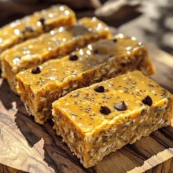 - 1 cup rolled oats - 1/2 cup natural peanut butter - 1/4 cup honey or maple syrup - 1/2 cup mashed banana (about 1 medium banana) - 1/4 cup chia seeds - 1/4 cup mini chocolate chips (optional) - 1/4 teaspoon salt - 1 teaspoon vanilla extract - 1/2 teaspoon cinnamon These ingredients come together to create a tasty and healthy snack. Rolled oats form the base, giving the bars structure. Natural peanut butter adds creaminess and protein. Honey or maple syrup sweetens the mix and binds everything together. Mashed banana contributes moisture and natural sweetness. Chia seeds are great for fiber and omega-3s. Optional mini chocolate chips can add a fun twist. Salt enhances all the flavors, while vanilla and cinnamon provide warmth and depth. - Calories per bar: Each bar has about 150 calories. - Macronutrient breakdown: Bars contain approximately 20g carbs, 5g protein, and 6g fats. - Fiber and sugar content: Each bar has around 3g fiber and 6g sugar. These bars pack a nutritious punch. They are perfect for a quick energy boost or a snack on the go. The fiber keeps you full, while the carbs provide lasting energy. You can feel good about reaching for these bars when hunger strikes. For the complete recipe, check out the Full Recipe section. 1. Preheating the oven Start by preheating your oven to 350°F (175°C). This ensures even cooking. 2. Preparing the baking dish Line an 8x8 inch baking dish with parchment paper. Leave some paper hanging over the edges. This helps with easy removal later. 1. Combining dry and wet ingredients In a large bowl, mix the rolled oats, chia seeds, cinnamon, and salt. Stir them well. In another bowl, blend the peanut butter, honey or maple syrup, mashed banana, and vanilla extract. Mix until it is smooth and creamy. 2. Adding optional components like chocolate chips Pour the peanut butter mixture into the dry ingredients. Stir until everything is well combined. If you want extra sweetness, fold in the mini chocolate chips. 1. Baking time and doneness indicators Transfer the mixture to the prepared baking dish. Press it down evenly. Bake in the oven for about 20-25 minutes. Look for golden brown edges as a sign of doneness. 2. Cooling process before cutting Remove the dish from the oven and let it cool for about 10 minutes. Lift it out using the parchment paper. Allow it to cool completely on a wire rack before cutting it into bars. To get the best texture in your peanut butter oatmeal energy bars, press the mixture firmly into your pan. This helps the bars hold together. Use a flat spatula or your hands to press down. For cooling, let the bars sit in the pan for 10 minutes after baking. Then, lift them out using the parchment paper. Place them on a wire rack to cool completely. This step is key to getting that perfect chewy bite. You can make these energy bars your own! Try adding nuts or seeds for extra crunch. Almonds, walnuts, or pumpkin seeds work great. You can also swap honey for maple syrup or agave for a different taste. If you want a sweeter bar, add mini chocolate chips or dried fruits like cranberries. This gives a nice twist and adds more flavor. Peanut butter oatmeal energy bars are great for snacks or breakfast. Pair them with yogurt or fruit for a balanced meal. You can also enjoy them with a glass of milk or a smoothie. For storage, keep the bars in an airtight container. They stay fresh in the fridge for up to a week. You can freeze them for longer storage. Just wrap each bar in plastic wrap and place them in a freezer bag. Enjoy them cold or warm them up for a cozy snack! {{image_2}} To make these energy bars gluten-free, you can use gluten-free oats. These oats are processed in a way that prevents cross-contamination with gluten grains. You can also try alternative binding agents, like mashed sweet potato or almond butter. These options will keep your bars together while adding flavor and nutrients. If you want a vegan version, substitute honey with agave syrup or maple syrup. Both options work well and keep the sweetness. You can also add plant-based protein like pea protein powder or hemp seeds. This helps boost the protein content while keeping it vegan-friendly. For flavor twists, add spices like nutmeg or ginger. These spices will give your bars a warm, cozy taste. You can also incorporate fruits like dried cranberries or raisins. These fruits add natural sweetness and chewy texture. Mixing and matching flavors can make each batch unique and exciting. Feel free to explore these variations in the Full Recipe to find your favorite combination! After making your peanut butter oatmeal energy bars, storage is key. You can keep them in the fridge, where they last longer. Wrap the bars in plastic wrap or foil. An airtight container is best for storage too. If you want to keep them fresh for longer, try freezing them. Just place them in a freezer-safe bag with as much air removed as possible. This way, they can stay good for up to three months. Homemade energy bars can last about one week in the fridge. You will know they are going bad if they smell off or look moldy. If you see any discoloration, it's best to toss them. Proper storage helps keep them tasty and safe to eat! To enjoy your bars warm, the oven is a great option. Preheat it to 350°F (175°C). Place the bars on a baking sheet and warm them for about five minutes. You can also use the microwave. Heat them for 10 to 15 seconds. This method gives them a nice, soft texture. Enjoy them warm for a cozy snack! Yes, you can make these bars nut-free! Instead of peanut butter, you can use sunflower seed butter or soy nut butter. These options provide a similar texture and taste. Just ensure you check for allergies if you are sharing with others. You can tell they are baked properly by looking at the edges. They should turn golden brown, and the center should feel firm to the touch. If you insert a toothpick, it should come out clean or with a few crumbs. Yes, you can replace oats with other grains. Quinoa, rice flakes, or even ground oats work well. If you use a different grain, check the cooking time as it may vary slightly. Adjust the liquid in the recipe if needed. Absolutely! Kids love these bars. You can make them more fun by adding mini chocolate chips or dried fruits. Let the kids help mix the ingredients. This way, they will feel proud to eat their homemade snack! This blog post gave you a simple recipe for energy bars. You learned about key ingredients and their nutritional value. I shared clear steps for preparation, mixing, baking, and cooling. Tips for texture and customization were included for your convenience. Variations for gluten-free and vegan diets are accessible, too. Lastly, you now know how to store and reheat your homemade bars. Enjoy making these delicious, healthy treats your way!