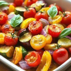 - Zucchini - Bell Peppers (Red & Yellow) - Red Onion - Cherry Tomatoes - Eggplant Using fresh vegetables makes a big difference. Each veggie adds its own flavor and texture. Here’s a closer look at the key ingredients. - Zucchini: This veggie is soft and mild. It cooks quickly and absorbs other flavors well. Slice it into half-moons for even cooking. - Bell Peppers (Red & Yellow): These peppers bring sweetness and color. Their crisp texture contrasts nicely with softer veggies. Cut them into bite-sized pieces for easy roasting. - Red Onion: This onion adds a slight bite and sweetness when roasted. Slice it into wedges to keep it chunky. - Cherry Tomatoes: These little gems burst with flavor. Halve them to release their juices and get that delicious caramelization. - Eggplant: This veggie has a unique texture. It soaks up oil and spices well. Dice it into cubes to help it cook evenly. - Olive Oil - Dried Oregano - Dried Thyme - Garlic Powder - Salt and Pepper Good seasonings elevate roasted vegetables. Here’s what you need to bring out the best in your dish. - Olive Oil: This oil adds richness and helps brown the veggies. Use a generous drizzle to ensure even coating. - Dried Oregano: This herb gives a classic Mediterranean flavor. It works well with all the veggies. - Dried Thyme: Another great herb, thyme adds earthiness. It pairs nicely with the sweetness of the peppers and zucchini. - Garlic Powder: This adds a savory kick without the fuss of fresh garlic. Just one teaspoon goes a long way. - Salt and Pepper: Simple but essential. These enhance all the flavors and bring the dish together. With these ingredients, you’re ready to make a delightful roasted Mediterranean vegetable medley. For the full recipe, check out the detailed instructions. First, set your oven to 425°F (220°C). This temperature helps the vegetables cook well. Preheating is key. It ensures even cooking and browning. You don’t want soggy veggies. Next, take a large bowl. Add the sliced zucchini, chopped red and yellow bell peppers, red onion wedges, halved cherry tomatoes, and diced eggplant. To slice the zucchini, cut it into half-moons. For the bell peppers, chop them into bite-sized pieces. You want uniform sizes for even cooking. Now, drizzle three tablespoons of olive oil over the veggies. Sprinkle two teaspoons of dried oregano and two teaspoons of dried thyme on top. Add one teaspoon of garlic powder, salt, and pepper to taste. Use your hands or a large spoon to toss everything together. Make sure each piece gets coated. This helps bring out the flavors. Take a large baking sheet and spread the seasoned vegetables in a single layer. This way, they roast better. If they overlap, they may steam instead of roast. Once you place the baking sheet in the oven, roast the veggies for about 25 to 30 minutes. Halfway through, stir the vegetables. This gives them an even cook and nice caramelization. You’ll know they’re done when they’re tender and slightly browned. Enjoy the process! This dish is not just easy to make; it’s also packed with flavor. For a full recipe, check out the Full Recipe section. Seasonal Considerations Pick vegetables that are in season. They taste better and cost less. In summer, use zucchini, bell peppers, and eggplant. In fall, add root veggies like carrots or squash. Always check what looks fresh at your local market. Organic vs. Conventional Organic vegetables are often better for you. They have fewer chemicals. But, conventional veggies can still be tasty and are usually cheaper. Choose based on your budget and what’s available. Signs of Doneness Look for color and tenderness. The veggies should be golden brown and soft to the touch. A fork should easily pierce them. If they look a bit crispy, that’s a great sign! Adjusting Cooking Times Every oven is different. Check your veggies a few minutes early. If they need more time, add it in small amounts. Stirring halfway helps them roast evenly, so don’t forget that step! Adding Fresh Herbs Fresh herbs can change your dish. Try adding basil, parsley, or thyme right before serving. This adds brightness and a fresh taste. Just chop them up and sprinkle on top. Incorporating Citrus Squeeze some lemon or orange juice over your veggies after roasting. This adds a zesty kick that wakes up the flavors. You can also add lemon zest for more aroma. For more details, check out the Full Recipe for Roasted Mediterranean Vegetable Medley. {{image_2}} You can mix in other vegetables for more flavor. Try adding: - Carrots, cut into sticks - Mushrooms, sliced - Asparagus, cut into pieces Adding these gives you fun textures and tastes. You can even use what you have on hand. Just remember to cut them to similar sizes for even cooking. Changing the spices can make a big difference. Use different seasonings to switch things up. Some great options include: - Rosemary for a piney taste - Paprika for a smoky kick - Cumin for an earthy flavor If you like a bit of heat, add red pepper flakes. Start with a pinch, and taste as you go. You can always add more if you want a spicy punch! These roasted veggies are great on their own, but they shine with proteins. Pair them with: - Grilled chicken for a hearty meal - Fish, like salmon, for a light option - Tofu for a vegetarian choice Don’t forget garnishes! Fresh herbs like parsley or a squeeze of lemon brighten the dish. You can also sprinkle feta cheese on top for a salty touch. Enjoy experimenting with these variations to make your meal unique! For the full recipe, check out the details above. Store your roasted vegetables in an airtight container. Make sure the container seals tightly to keep air out. You can use glass or plastic containers. After cooking, let the veggies cool down to room temperature before sealing. This helps avoid moisture buildup. Place the container in the refrigerator. They'll taste great for about 3 to 5 days. To freeze roasted vegetables, first let them cool. Spread them out on a baking sheet. This keeps them from sticking together. Freeze them for about 1 to 2 hours. Once frozen, transfer them into freezer bags. Squeeze out as much air as you can. Label the bags with the date. To thaw, place them in the fridge overnight. Reheat them in the oven or microwave. They taste best when reheated in the oven. Roasted Mediterranean vegetables last up to 5 days in the fridge. If frozen, they stay good for about 3 months. Check for spoilage signs like a bad smell or strange color. If the veggies look slimy or dry out, it’s best to toss them. Always trust your senses when it comes to food safety. For more details, check the Full Recipe. Roasted Mediterranean vegetables can last about 3 to 5 days in the fridge. Store them in an airtight container. If you want to enjoy them later, you can freeze them. When frozen, they can last for about 2 to 3 months. Just make sure to cool them first before freezing. Absolutely! You can switch out any vegetable in the recipe. For example, carrots or mushrooms work great. You can also use seasonal vegetables like asparagus in spring or squash in fall. This gives you flexibility based on what you have at home. Roasted Mediterranean vegetables are very versatile. They pair well with grilled chicken or fish. You can also serve them over rice or quinoa for a full meal. For a creative twist, try them in tacos or wrap them in pita bread. They add color and flavor to any dish! For the full recipe, check out the details above! Roasting Mediterranean vegetables is easy and fun. You learned about fresh veggies, seasonings, and cooking tips. I shared ways to choose great vegetables and make flavors pop. Don't forget to try pairing them with your favorite proteins. These roasted veggies are tasty and can liven up any meal. Enjoy your cooking, and have fun experimenting with different flavors and textures!