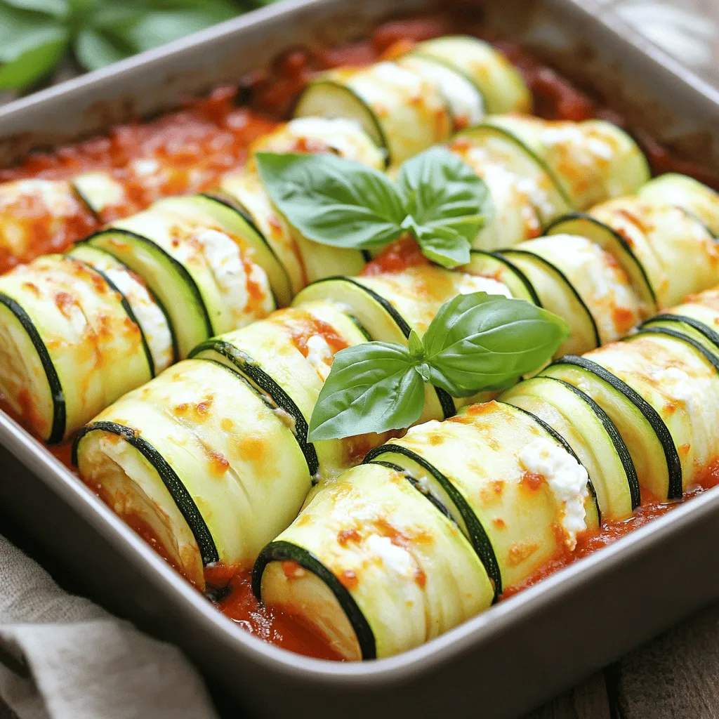- 2 medium zucchinis, thinly sliced lengthwise - 1 cup ricotta cheese - 1 cup shredded mozzarella cheese - ½ cup grated Parmesan cheese - 1 egg, beaten - 2 cloves garlic, minced - 1 teaspoon dried oregano - Salt and pepper to taste - ½ cup marinara sauce (for dipping) - Fresh basil leaves (for garnish) - Baking dish - Mixing bowls - Kitchen towel - Sharp knife To make Cheesy Zucchini Roll-Ups, you need fresh ingredients and some basic tools. Start with two zucchinis. Slice them thinly. Aim for about ¼ inch thick slices. This thickness helps them roll up easily. Next, gather your cheeses: ricotta, mozzarella, and Parmesan. These cheeses give a creamy and rich flavor. You also need one beaten egg. The egg helps bind the cheese together. Add minced garlic for a nice kick. One teaspoon of dried oregano adds an herbaceous note. Finally, season with salt and pepper to taste. Don't forget about the marinara sauce. This sauce is great for dipping. Fresh basil leaves make a lovely garnish. For tools, grab a baking dish. You will need mixing bowls to combine your cheese mixture. A kitchen towel is helpful for drying the zucchinis. Lastly, use a sharp knife for slicing. With these ingredients and tools, you are ready to create something tasty. For the full recipe, check the details listed above. 1. First, preheat your oven to 400°F (200°C). This step is key for a crispy finish. 2. Next, take the zucchini and slice it lengthwise into thin strips, about ¼ inch thick. 3. Lay the slices on a clean kitchen towel and sprinkle them with salt. Let them sit for about 10 minutes. This helps to draw out excess moisture. 4. After 10 minutes, pat the slices dry with another towel. This keeps your roll-ups from being soggy. 1. In a mixing bowl, combine the ricotta cheese, shredded mozzarella, grated Parmesan, beaten egg, minced garlic, dried oregano, salt, and pepper. 2. Mix these ingredients until they blend well. You want a creamy and tasty filling. 3. Now, take a zucchini slice and place a spoonful of the cheese mixture at one end. 4. Roll the slice tightly, sealing the filling inside. Repeat this for all the slices. 1. Take a greased baking dish and arrange the roll-ups seam side down in it. 2. Bake the roll-ups in the preheated oven for 15-20 minutes. Cook until the cheese is bubbly and the zucchini is tender. 3. Once done, serve hot. You can drizzle some marinara sauce on top and add fresh basil leaves for a nice touch. For the full recipe, check the details earlier. Enjoy your delicious Cheesy Zucchini Roll-Ups! To make the best Cheesy Zucchini Roll-Ups, cut your zucchini slices about ¼ inch thick. This thickness helps the roll-ups stay firm and easy to roll. If the slices are too thin, they may tear. If they are too thick, they won't cook well. To prevent soggy roll-ups, sprinkle salt on the zucchini slices. Let them sit for about 10 minutes. This step draws out excess moisture. Afterward, pat them dry with a towel. This keeps the roll-ups from getting too watery as they bake. To kick up the flavor, consider adding fresh herbs to the cheese mix. Basil or parsley works great. Just chop them finely before mixing them in with the cheese. You can also try different cheeses. If you want a change, use goat cheese or feta instead of ricotta. These options add a tangy flavor and creamy texture. Pair your Cheesy Zucchini Roll-Ups with a simple side salad. A fresh green salad adds a nice crunch. You can also serve them with crusty bread for a filling meal. For gatherings, arrange the roll-ups on a large platter. Drizzle marinara sauce over the top and garnish with basil leaves. This makes for a beautiful presentation that will impress your guests. For the full recipe, check out the [Full Recipe]. {{image_2}} You can change the cheese mix in these roll-ups. Using goat cheese or feta gives a tangy twist. This adds a unique taste that pairs well with zucchini. Just swap out the ricotta for your choice. Adding cream cheese creates a richer filling. It makes the texture creamier and adds more flavor. Cream cheese blends well with herbs and spices. You can also mix in different vegetables for extra color and taste. Spinach adds a fresh flavor and boosts nutrition. Roasted peppers bring a sweet, smoky taste. Simply chop them up and add to the cheese filling. Other options include mushrooms or carrots. These veggies add crunch and make your roll-ups more fun. Feel free to experiment with what you have at home. Spices can take your roll-ups to the next level. Adding red pepper flakes gives a kick. You can also drizzle a bit of hot sauce before baking. Infusing your filling with pesto or sundried tomatoes adds depth. These ingredients enhance the overall flavor. Just mix them in with your cheese for a burst of taste. For the full recipe, check out the complete instructions. After you enjoy your Cheesy Zucchini Roll-Ups, store any leftovers in an airtight container. This keeps them fresh. Place a layer of paper towel in the container to absorb any moisture. You can reheat these roll-ups easily. Preheat your oven to 350°F (175°C). Place the roll-ups on a baking tray and cover them with foil. Bake for about 10-15 minutes until warm. Yes, you can freeze Cheesy Zucchini Roll-Ups! First, let them cool completely. Then, place them in a single layer on a baking sheet. Freeze until firm, about 1-2 hours. Once frozen, transfer the roll-ups to a freezer-safe bag. Squeeze out as much air as possible before sealing. They can last up to three months in the freezer. Cheesy Zucchini Roll-Ups last about 3-5 days in the fridge. Always check for signs of spoilage before eating. If you see any mold or if they smell bad, throw them away. Freshness is key for the best taste! Can I make Cheesy Zucchini Roll-Ups ahead of time? Yes, you can prepare these roll-ups ahead of time. Simply follow the recipe up to the baking step. Store them in the fridge for up to 24 hours. When you are ready, bake them as directed. This saves time during busy weeknights or special dinners. What to substitute for zucchini if allergies exist? If you have a zucchini allergy, you can use eggplant or thinly sliced yellow squash. Both can roll nicely and hold the cheese filling well. These options provide a similar texture and flavor. You might also try thin slices of bell pepper for a crunchy twist. How do I make healthier versions of this recipe? To make a healthier version, consider these swaps: - Use low-fat ricotta and mozzarella cheese. - Add spinach or kale to the cheese filling for extra nutrients. - Replace the marinara sauce with a homemade, low-sugar tomato sauce. These changes keep the dish tasty while lowering calories and fat. You can enjoy a guilt-free treat! For more details and to explore the recipe, check the Full Recipe. Cheesy Zucchini Roll-Ups are easy and fun to make. This dish uses fresh zucchini and a mix of delicious cheeses. You can customize it to fit your tastes by adding herbs or using different veggies. Storing leftovers is simple, too. Whether you want a quick meal or a starter for a gathering, these roll-ups are ideal. Try them out and enjoy the flavors they bring! You won’t be disappointed.