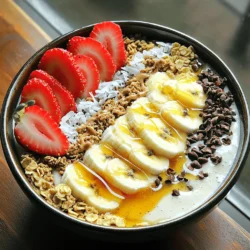 - 2 ripe bananas (frozen for a thicker texture) - 1 cup almond milk (or any milk of choice) - 2 tablespoons creamy peanut butter - 1 tablespoon honey or maple syrup (optional for sweetness) - 1 tablespoon chia seeds - ¼ teaspoon vanilla extract To make a Peanut Butter Banana Smoothie Bowl, you need a few main ingredients. First, I love using two ripe bananas. If you freeze them, it makes the smoothie thick and creamy. Next, I add one cup of almond milk. You can use any milk you like, though. Creamy peanut butter is a must. I usually put in two tablespoons for a rich taste. If you want your smoothie sweeter, add one tablespoon of honey or maple syrup. This step is optional, but I recommend it. Chia seeds are great too—one tablespoon adds texture and nutrients. Finally, a little vanilla extract (just ¼ teaspoon) enhances the flavor. - Sliced fresh banana - Granola - Sliced strawberries - Coconut flakes - Cacao nibs Now, let's talk about toppings. I like to top my smoothie bowl with sliced fresh banana for extra flavor. Granola adds a nice crunch and makes it filling. Sliced strawberries are a great choice too. They bring a fresh taste and bright color. You can also sprinkle coconut flakes on top for a tropical vibe. Finally, cacao nibs add a chocolatey crunch, which I adore. For the full recipe, check out the Peanut Butter Banana Bliss Smoothie Bowl. It’s simple, quick, and so delicious! - Combine frozen bananas, almond milk, and peanut butter in a blender. - Blend until smooth and creamy, adjusting thickness as needed. To start, grab two ripe bananas and freeze them overnight. This gives your smoothie bowl a thick and creamy texture. Next, add one cup of almond milk. You can use any milk you like. Then, add two tablespoons of creamy peanut butter for flavor and protein. If you want a touch of sweetness, toss in one tablespoon of honey or maple syrup. Don’t forget one tablespoon of chia seeds. These tiny seeds pack a nutritional punch! Finally, add a dash of vanilla extract for a hint of warmth. Blend all the ingredients on high until you achieve a smooth, creamy mixture. If it’s too thick, you can add a bit more almond milk. Scrape down the sides of the blender as needed to ensure everything is mixed well. - Pour the smoothie mixture into a bowl. - Arrange toppings attractively on the surface. Once your smoothie is smooth, pour it into a bowl. Use a spatula to spread it evenly. Now comes the fun part—adding toppings! Slice fresh bananas and strawberries, and sprinkle them on top. Add some granola for crunch, and finish with coconut flakes and cacao nibs for extra flavor. This bowl is not just pretty; it’s also packed with nutrition. Enjoy your Peanut Butter Banana Smoothie Bowl right away for the best taste and texture. For a full recipe, check out the complete instructions! To make a smooth and thick peanut butter banana smoothie bowl, use frozen bananas. Frozen bananas give your bowl a creamy texture that is hard to beat. Fresh bananas can work, but they won’t give you the same thickness. If your smoothie bowl is too thick, adjust the consistency with almond milk. Start with a little, then add more until it is just right. The goal is to have it thick enough to hold your toppings without being too runny. To make your smoothie bowl even tastier, consider natural sweeteners. Honey and maple syrup are great options. They add sweetness without being overly sugary. You can also add spices like cinnamon or nutmeg. A little sprinkle can make a big difference in flavor. These spices pair well with bananas and peanut butter, giving your bowl an extra boost. Feel free to experiment with different combinations to find your perfect blend! {{image_2}} You can easily adapt this recipe for different diets. For a vegan and dairy-free option, swap almond milk for coconut or oat milk. Use maple syrup instead of honey for sweetness. This way, everyone can enjoy this tasty treat! If you want a nut-free version, use seed butter like sunflower or pumpkin seed butter. These options are great for those with nut allergies. They still offer that creamy texture and delicious flavor. Let’s get creative with flavors! You can add cocoa powder to make a chocolate peanut butter banana smoothie bowl. Just mix in a tablespoon of cocoa powder when blending. This makes the smoothie rich and chocolaty. For a nutrition boost, toss in some spinach or kale. These greens blend well and add vitamins without changing the taste. You won’t even notice they’re there! This way, you can enjoy a delicious bowl while sneaking in some extra nutrients. For the full recipe, check out the Peanut Butter Banana Bliss Smoothie Bowl. To store any leftover smoothie, pour it into an airtight container. Seal the lid tightly to keep it fresh. Place the container in the refrigerator. Smoothies stay good for up to 24 hours. If you want to save it longer, freezing is a great option. Pour the smoothie into ice cube trays or freezer-safe bags. This way, you can have smoothie portions ready for later. When freezing smoothie bowls, make sure to blend them smooth first. Then, pour them into a bowl or container. Leave some space at the top as they will expand when frozen. Cover with plastic wrap or a lid to prevent freezer burn. You can store them for up to a month. Just label the date on the container for easy tracking. To defrost your frozen smoothie bowl, take it out of the freezer. Place it in the fridge for a few hours or overnight. If you're in a hurry, use the microwave on low power for about 30 seconds. After thawing, blend it again. This helps bring back the smooth texture. If it's too thick, add a splash of almond milk and blend until creamy. Enjoy it just like fresh! To make your smoothie bowl thicker, use frozen bananas. Start with ripe bananas and freeze them. They give a creamy texture. You can also add more chia seeds. They help absorb liquid and add thickness. If you want a richer base, use less almond milk when blending. You can adjust the milk as needed but keep it minimal for thickness. Yes, you can use any milk you like! Almond milk is great, but oat milk works too. You can try coconut milk for a tropical twist. Even regular cow's milk is fine if you prefer it. Each milk adds a unique flavor. Just remember to adjust your recipe based on your choice. The Peanut Butter Banana Smoothie Bowl is packed with nutrients. Bananas provide potassium and fiber, helping your digestion. Peanut butter adds healthy fats and protein, keeping you full. Chia seeds give you omega-3 fatty acids, which are good for your heart. This bowl is a great option for breakfast or a snack. It fuels your day with energy and health. For the full recipe, check out the details above. In this article, we covered how to make a delicious Peanut Butter Banana Smoothie Bowl. We discussed the key ingredients, preparation steps, and tips for perfect texture and flavor. You can also explore tasty variations to suit your needs. Remember, using frozen bananas makes your smoothie thick and creamy. This bowl is easy to customize, so feel free to try different toppings and flavors. Enjoy creating your unique smoothie bowl!