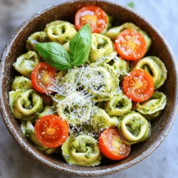 To make Creamy Pesto Tortellini, you need fresh and simple ingredients. Here’s what you will need: - Cheese Tortellini - Basil Pesto - Heavy Cream - Grated Parmesan Cheese - Cherry Tomatoes - Garlic - Olive Oil - Salt and Pepper - Fresh Basil Leaves for Garnish Each ingredient plays a key role. Cheese tortellini brings a soft, chewy texture. Fresh basil pesto adds that vibrant green flavor, making the dish lively. Heavy cream gives the sauce its rich, smooth texture. Grated Parmesan cheese enhances the flavor with its salty, nutty notes. Cherry tomatoes add a burst of sweetness, while garlic brings warmth to the dish. Olive oil helps to sauté the garlic and adds richness. Salt and pepper balance all the flavors. Lastly, fresh basil leaves brighten up the dish when you serve it. For the full recipe, you can check out the details above. Happy cooking! Boiling Water and Cooking Time Start by filling a large pot with water. Add a good amount of salt to it. Bring the water to a boil over high heat. Once boiling, carefully add the cheese tortellini. Cook them for about 3 to 5 minutes. You will know they are ready when they float to the top. This shows they are cooked through. Draining the Tortellini After cooking, use a colander to drain the tortellini. Shake gently to remove excess water. Set them aside for later use in the sauce. Sautéing Garlic In a large skillet, pour in two tablespoons of olive oil. Heat it over medium heat. Once hot, add two cloves of minced garlic. Sauté the garlic for about one minute. You want it fragrant but not browned. Combining Heavy Cream and Pesto Next, pour in one cup of heavy cream. Bring this mixture to a gentle simmer. Stir occasionally to keep it from sticking. Reduce the heat to low. Now, add one cup of fresh basil pesto and half a cup of grated Parmesan cheese. Stir until the cheese melts and the sauce is nice and creamy. Mixing in Tortellini and Cherry Tomatoes Take the cooked tortellini and add it to the creamy sauce. Toss gently to coat all the pasta. Then, stir in one cup of halved cherry tomatoes. Adjusting Seasoning and Serving Suggestions Taste your dish. Add salt and pepper to your liking. Let it cook for an extra 2 to 3 minutes until everything is heated through. For a beautiful finish, serve it in bowls. Garnish with fresh basil leaves and extra Parmesan. A drizzle of olive oil adds a nice touch. You can find the full recipe above for more details. Ensuring Perfectly Cooked Tortellini To cook tortellini just right, start with a big pot of salted water. Bring the water to a boil first. When you add the tortellini, they should float when done, usually in 3-5 minutes. Keep an eye on them to avoid overcooking. Overcooked tortellini can turn mushy and lose their shape. How to Avoid a Watery Sauce To prevent a watery sauce, use heavy cream instead of milk. Heavy cream adds richness and thickness. Make sure to simmer the sauce gently after adding the cream. This allows the flavors to blend without diluting the sauce. If it seems too thin, let it cook a bit longer to thicken. Best Pairings with Creamy Pesto Tortellini Creamy pesto tortellini pairs well with a fresh salad or garlic bread. A simple green salad with lemon vinaigrette adds a nice crunch. Garlic bread complements the dish with its warm, buttery flavor. Both sides balance the richness of the tortellini. Creative Garnishing Ideas For garnishing, fresh basil leaves work great. They add color and a burst of flavor. You can also sprinkle extra grated Parmesan cheese on top for added taste. A drizzle of olive oil adds a nice touch. These simple garnishes elevate the dish and make it look beautiful. For the full recipe, check out the [Full Recipe](#). {{image_2}} Gluten-Free Tortellini Options If you need a gluten-free version, look for gluten-free tortellini at the store. Many brands offer options made from rice or chickpea flour. These alternatives taste great and cook similarly. Vegan Alternatives for Cream and Cheese To make this dish vegan, swap heavy cream with coconut cream or cashew cream. For the cheese, use nutritional yeast or vegan cheese. These swaps give the same creamy texture without animal products. Adding Protein: Chicken, Shrimp, or Tofu You can add protein to make the dish heartier. Chicken or shrimp works well. Just cook them separately and mix them in with the tortellini. For a plant-based option, try tofu. Cube it and sauté until golden for extra flavor. Incorporating Vegetables: Spinach, Peas, or Zucchini Adding veggies boosts nutrition and color. Spinach wilts nicely in the sauce. Peas add a pop of sweetness. Zucchini can be sliced thin and sautéed. Mix any of these in during the final steps to keep them fresh and vibrant. Explore these variations to make your creamy pesto tortellini a new delight every time! Check the Full Recipe for all the details on making this dish. To keep your creamy pesto tortellini fresh, follow these tips. First, let the dish cool down. Then, store it in an airtight container. Always use a container that seals well to prevent air from getting in. You can put it in the fridge right after cooling. How long does it last? Your leftovers will stay tasty for about 3 to 5 days in the fridge. If you want to keep it longer, consider freezing it. In the freezer, it can last for up to 3 months. Just make sure to label the container with the date. When you want to enjoy your creamy pesto tortellini again, reheating is key. The best way to reheat it is on the stove over low heat. This method warms it evenly and keeps the texture nice. Stir often to prevent sticking to the pan. Microwave reheating works too, but it can dry out the dish. If you choose this method, add a splash of cream or water before heating. This keeps the sauce creamy. Always check the temperature before serving. You want it hot but not boiling. Creamy Pesto Tortellini is a rich pasta dish made with cheese-filled tortellini. It mixes fresh basil pesto with cream for a smooth sauce. I love how the flavors blend to create a savory dish that feels fancy yet simple. Yes, you can make Creamy Pesto Tortellini ahead of time. Prepare the tortellini and sauce separately. Store them in the fridge in airtight containers. When you are ready to eat, just combine and heat. This saves time on busy nights. Homemade pesto often tastes fresher and more vibrant than store-bought. You can control the ingredients, like the amount of garlic or cheese. Store-bought pesto is quick and convenient, perfect for busy days. Choose what fits your needs best. To enhance the flavor of the pesto sauce, try adding more cheese or nuts. You can also squeeze in some lemon juice for brightness. Fresh herbs like parsley or spinach can add depth. Experiment to find your favorite combination. For the full recipe, check out the complete guide! This blog covered the basics for making creamy pesto tortellini. We discussed the ingredients, cooking steps, and tips for success. You can try various flavors with substitutions and enjoy it fresh or reheated. Remember, experimenting can lead to new favorites. Each dish can become your own with small changes. Let your taste guide you as you prepare this simple yet delicious meal. Enjoy the process and the tasty results!