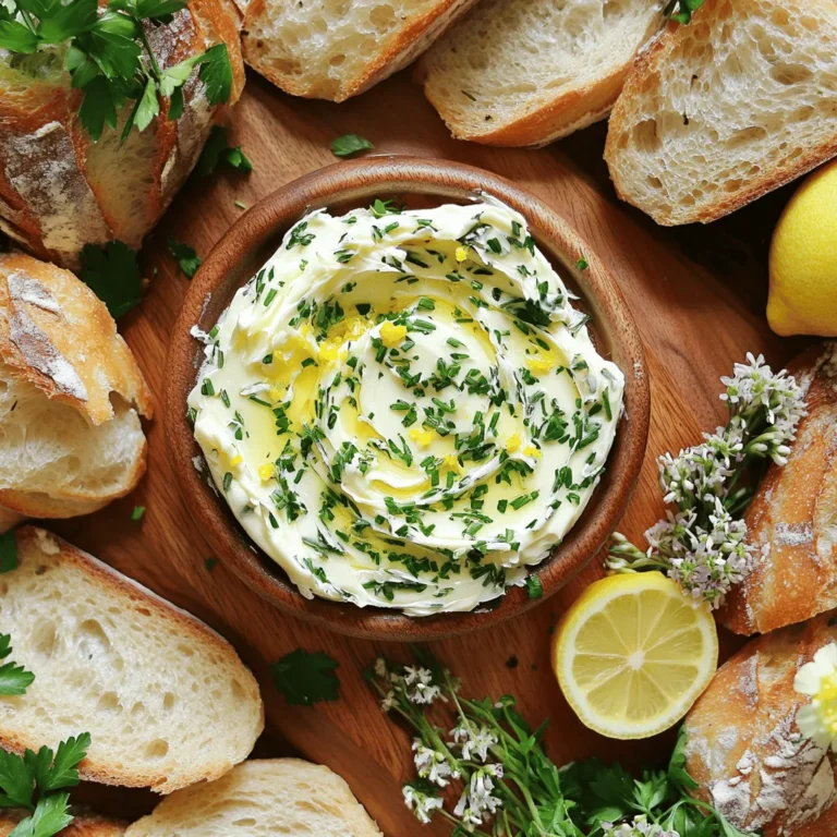 - 1 cup unsalted butter, softened - 4 cloves garlic, minced - 1 tablespoon fresh parsley, chopped - 1 tablespoon fresh chives, chopped - 1 tablespoon fresh thyme leaves - 1 teaspoon lemon zest - 1/2 teaspoon sea salt - Freshly cracked black pepper to taste - Assorted crusty bread, for serving (like baguette, ciabatta, or sourdough) - Optional: Edible flowers for garnish To make a great garlic herb butter board, gather these key items. Start with unsalted butter. It should be soft, so it mixes well. Next, use four fresh cloves of garlic. Mince them finely for a strong flavor. Fresh herbs add color and taste. I like parsley, chives, and thyme. They brighten the dish. Add lemon zest for a fresh kick. Use a small amount of sea salt and black pepper to season. Both help bring out the flavors. Choose good bread, like crusty baguette or sourdough. They are perfect for spreading the butter. For a fun touch, consider adding edible flowers. They look great and add a hint of sweetness. This garlic herb butter board is easy to make. You can find the full recipe linked above. It’s perfect for any gathering or snack time! To start, gather your ingredients. You need softened butter, minced garlic, and fresh herbs. I love using parsley, chives, and thyme. 1. In a mixing bowl, add 1 cup of softened butter. 2. Next, add 4 cloves of minced garlic. 3. Toss in 1 tablespoon each of chopped parsley and chives, along with 1 tablespoon of thyme leaves. 4. For a zesty kick, add 1 teaspoon of lemon zest. 5. Season with 1/2 teaspoon of sea salt and some freshly cracked black pepper. Using a fork or spatula, mix everything well. You want a creamy blend with no lumps. Once mixed, transfer the garlic herb butter to a wooden board or a serving platter. Spread the butter out evenly on the board. Use a spatula to create swirls and grooves. This helps hold onto the bread when you serve it. For an eye-catching touch, consider adding some extra herbs on top. You can also sprinkle edible flowers for color and flair. This makes your garlic herb butter board not just tasty, but beautiful too. To get the best taste from your garlic herb butter, adjust the garlic and herbs to your liking. If you love garlic, add more cloves. If you prefer milder flavors, use less. Fresh herbs like parsley, chives, and thyme bring bright notes. Start with one tablespoon of each herb. You can always add more later. The butter consistency is key. It should be soft but not runny. If it's too hard, let it sit out for a few minutes. This helps it mix well with the garlic and herbs. You want a creamy blend that spreads easily on bread. You can prepare the garlic herb butter in advance. Mix it up to two days before your event. This gives the flavors time to blend, making it even tastier. Just store it in a container with a lid in the fridge. For leftovers, place the butter in an airtight container. It will stay fresh for up to a week. If you want to keep it longer, freeze it in small portions. Just scoop it into an ice cube tray. This way, you can take out just what you need when you're ready to enjoy it again. {{image_2}} You can make your garlic herb butter board even more exciting. Try adding different herbs or spices. Basil and rosemary work well if you want a fresh twist. You can also mix in some smoked paprika for a kick. Cheeses add rich flavors too. Creamy goat cheese or sharp cheddar can change the taste. Roasted garlic gives a sweet depth. Just roast whole garlic bulbs until soft. Then, blend it into your butter mix. If you need vegan options, swap butter for plant-based alternatives. Coconut oil or vegan butter works great. You can still enjoy the same rich flavors. For gluten-free options, serve with gluten-free bread. Rice cakes or veggie sticks are good choices too. They offer a fun crunch and taste. No matter your diet, everyone can enjoy this dish! To keep your garlic herb butter fresh, refrigerate or freeze it. If you plan to use it soon, store it in the fridge. Use an airtight container or wrap it tightly in plastic wrap. For longer storage, freeze the butter. Just scoop it into ice cube trays or small containers. This way, you can grab a piece as needed. How long will the garlic herb butter last? In the fridge, it stays good for about one week. If you freeze it, it can last up to three months. Keep an eye on it for signs of spoilage. If you see mold or it smells off, it’s time to toss it. Enjoy your flavorful butter spread while it’s fresh! A garlic herb butter board is a fun and tasty spread. It features creamy butter mixed with garlic and fresh herbs. You can use it as a dip for bread or veggies. The best part? It looks beautiful on a wooden board. Friends and family will love gathering around it. This dish is perfect for parties or casual meals. To serve this dish, first, place the butter on a big board. Spread it out so it looks nice. You want swirls and grooves to hold the bread. Next, add an assortment of crusty bread like baguette or ciabatta. You can also serve it with fresh veggies. For a special touch, add some edible flowers on top. This makes the board even prettier! Yes, you can use this recipe for many events! Try it for a picnic, barbecue, or family dinner. It also works well for game nights or casual gatherings. You can even make it for a cozy night in. The garlic herb butter board is versatile and will impress your guests at any meal. For a full recipe, check out the Garlic Herb Butter Board section. A garlic herb butter board is a fun and tasty way to enjoy flavors. You learned the key ingredients, step-by-step instructions, and tips to enhance your dish. Don't forget the many variations you can try. Adjust herbs, spices, and serving styles to fit your taste. Proper storage will keep your butter fresh longer. Now, go explore different flavors and share this delicious treat at your next gathering! Your friends and family will love it. Enjoy your culinary adventure!