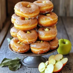 - 2 medium apples, peeled and diced - 2 cups all-purpose flour - 1 cup granulated sugar The apples add a sweet and tangy flavor. I love using Granny Smith or Honeycrisp apples. Their tartness balances the sweetness of the sugar. The all-purpose flour gives the donuts structure. It helps them rise, making them fluffy. Granulated sugar sweetens the batter and enhances the glaze. - 2 teaspoons baking powder - 1 teaspoon ground cinnamon - 1/2 teaspoon nutmeg - 1/4 teaspoon salt - 1/2 teaspoon vanilla extract - 1 large egg - 3/4 cup whole milk - 1/4 cup unsalted butter, melted Baking powder helps the donuts rise. Ground cinnamon and nutmeg add warmth and depth. Salt enhances all the flavors. Vanilla extract gives a lovely aroma. The egg binds everything together. Whole milk adds moisture and richness. Melted butter makes the donuts tender and delicious. - 1 cup powdered sugar - 2 tablespoons milk - A pinch of cinnamon The glaze makes these donuts extra special. Powdered sugar creates a sweet, smooth finish. Milk helps the glaze reach the right consistency. A pinch of cinnamon adds a nice touch. It ties the glaze back to the flavors of the donut. First, peel and dice your apples. I like using Granny Smith or Honeycrisp for their tartness. Toss the diced apples in a bowl with 1 tablespoon of sugar and a pinch of cinnamon. This step is key! It helps bring out the apple flavor. Set the apples aside to soften while you prepare the batter. In a large mixing bowl, combine 2 cups of all-purpose flour, 1 cup of granulated sugar, and 2 teaspoons of baking powder. Add 1 teaspoon of ground cinnamon, 1/2 teaspoon of nutmeg, and 1/4 teaspoon of salt. Whisk these dry ingredients together. This mix gives your donuts a great flavor and structure. In another bowl, beat 1 large egg. Then add 3/4 cup of whole milk, 1/4 cup of melted unsalted butter, and 1/2 teaspoon of vanilla extract. Mix well until everything is combined. Be careful not to overmix; it’s okay if a few lumps remain. This ensures your donuts stay fluffy and light. Heat oil in a deep fryer or a large pot to 350°F (175°C). Use enough oil to fully submerge the donuts. Once the oil is hot, use a spoon or large cookie scoop to drop batter into the oil. Fry the donuts until they turn golden brown on each side, about 3-4 minutes. Remove them using a slotted spoon and drain on paper towels. For the glaze, whisk together 1 cup of powdered sugar, 2 tablespoons of milk, and a pinch of cinnamon in a bowl. Mix until smooth. If the glaze seems too thick, add a bit more milk to adjust the consistency. This glaze adds a sweet touch to your warm donuts. While the donuts are still warm, dip them into the glaze. Make sure each donut is well coated. Place the glazed donuts on a wire rack to let the glaze set. This step is important for a nice finish! Enjoy the sweet and warm aroma as they cool. - Maintaining oil temperature: Heat your oil to 350°F (175°C). Use a thermometer for accuracy. If the oil is too cold, your donuts will soak up oil and become greasy. If it’s too hot, they will burn. - Avoiding overcrowding when frying: Fry only a few donuts at a time. Overcrowding drops the oil temperature and leads to uneven cooking. Give each donut space to bubble and brown nicely. - Choosing the right apple variety: Use Granny Smith or Honeycrisp apples. They add a nice tartness that balances the sweet dough. Other varieties can be too sweet or mushy when cooked. - Tips for perfect batter consistency: Your batter should be thick but pourable. Mix just until combined, leaving some lumps. This keeps your donuts fluffy. If it feels too runny, add a bit more flour. - Serving options with sides: Serve your donuts with fresh apple slices. This adds color and freshness. You can also add a scoop of vanilla ice cream for a delightful treat. - Creative ways to showcase the donuts: Stack the glazed donuts on a cake stand. Dust them with extra cinnamon for a simple yet stunning display. You can also place them on a colorful plate to make them pop. {{image_2}} You can switch up the apples in your donuts. Try using different apple types. Honeycrisp gives a sweet taste while Granny Smith adds a tart bite. Both work well in these fritters. You can also mix in dried fruits like raisins or cranberries. They add a chewy texture and burst of flavor. Just be sure to chop them small so they blend well. Glazes can change the whole feel of your donuts. A chocolate glaze is rich and sweet. To make it, melt chocolate and mix with a little milk. Drizzle this over your donuts for a treat. If you prefer something classic, a maple syrup glaze is great too. Just replace powdered sugar with maple syrup and add a pinch of cinnamon for warmth. If you need a gluten-free version, you can use alternative flours. Almond flour or oat flour works well. Mix them with a gluten-free baking powder for the best rise. When making gluten-free donuts, be careful not to overmix. This keeps them light and fluffy. You may also need to adjust the liquid. Start with less milk and add more as needed. Store your cinnamon apple fritter donuts in an airtight container. This keeps them fresh. Place a piece of parchment paper between layers. It helps with moisture. For best texture, avoid stacking them too tightly. Always let them cool before storing. Warm donuts can create steam, making them soggy. To freeze, first cool the donuts completely. Then place them on a baking sheet. Freeze them until solid, about one hour. Once frozen, transfer them to a freezer bag. Remove as much air as possible. For reheating, thaw overnight in the fridge. Reheat in an oven at 350°F (175°C) for about 10 minutes. This helps restore their crispiness. At room temperature, donuts last about two days. If you store them properly, they keep their taste. For longer shelf life, refrigerate them. In the fridge, they can last up to a week. Always check for freshness before eating. If they smell off or feel wet, it’s best to toss them. For the best flavor, I recommend using Granny Smith or Honeycrisp apples. These apples are tart and add a nice balance to the sweet fritters. If you prefer sweeter donuts, try Fuji or Gala apples. They work well, too, but keep in mind they will make the fritters a bit sweeter. Yes, you can bake these donuts! Preheat your oven to 350°F (175°C). Use a donut pan and fill each cavity with batter. Bake for about 15-20 minutes. The texture will be different, but they will still taste great. To get fluffy fritters, don’t overmix the batter. Mix just until the ingredients combine. Also, ensure your oil is hot enough before frying. If the oil is too cool, the fritters will absorb more oil and become dense. These donuts pair well with a cup of coffee or tea. For a fun twist, serve them with a scoop of vanilla ice cream. Add fresh apple slices on the side for a crunchy contrast. Absolutely! You can try adding ginger or cardamom for a different flavor. A pinch of allspice or cloves can also work well. Feel free to experiment and find your favorite spice mix! Cinnamon apple fritter donuts are fun to make and share. We covered what ingredients to use, how to fry those perfect donuts, and even creative ways to serve them. Remember to choose the right apples for the best taste. Don't be afraid to try different glazes or fruits. Enjoy your tasty treats fresh or stored properly for later. Now that you have the tips, you can impress friends and family with your skills. Happy frying!