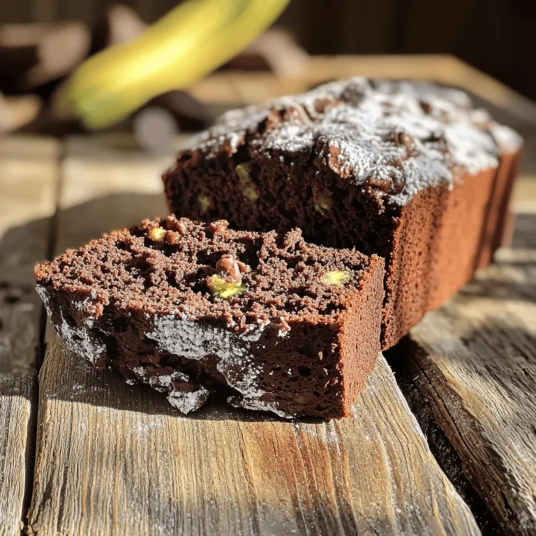 To make this tasty chocolate zucchini bread, you will need: - 1 cup grated zucchini (about 1 medium zucchini) - 1 cup all-purpose flour - 1/2 cup cocoa powder - 1/2 teaspoon baking powder - 1/2 teaspoon baking soda - 1/4 teaspoon salt - 1/2 cup granulated sugar - 1/2 cup brown sugar, packed - 1/2 cup vegetable oil - 2 large eggs - 1 teaspoon vanilla extract These main ingredients give the bread its moist and rich flavor. The zucchini adds moisture, making it soft and delicious. You can make this recipe your own by adding other tasty ingredients: - 1/2 cup chocolate chips (optional) - 1/4 cup chopped walnuts or pecans (optional) Adding chocolate chips will make the bread extra chocolatey. Nuts add a nice crunch and flavor. To bake this bread, gather these tools: - Mixing bowls - Whisk - Grater - 9x5 inch loaf pan - Spatula - Toothpick for testing These tools will help you mix, bake, and check the bread perfectly. First, heat your oven to 350°F (175°C). This temperature is perfect for baking. While the oven heats, grease and flour a 9x5 inch loaf pan. This step helps the bread come out easily later. Next, grab a medium bowl. In it, whisk together these dry ingredients: - 1 cup all-purpose flour - 1/2 cup cocoa powder - 1/2 teaspoon baking powder - 1/2 teaspoon baking soda - 1/4 teaspoon salt Whisk well to mix. This helps the bread rise evenly. Now, take a larger bowl. Combine the granulated sugar and brown sugar with 1/2 cup vegetable oil. Mix these until they are well blended. Then, add 2 large eggs and 1 teaspoon vanilla extract. Whisk this mixture until smooth. This step makes your bread rich and flavorful. Stir in 1 cup of grated zucchini. This adds moisture and nutrition. Mix until the zucchini is evenly distributed in the wet ingredients. Gradually add the dry mix to the wet mix. Stir gently until just combined. Be careful not to overmix. If you like, fold in 1/2 cup chocolate chips or 1/4 cup chopped nuts. Pour the batter into your prepared loaf pan. Smooth the top with a spatula. Bake for 50-60 minutes. Check for doneness by inserting a toothpick into the center. If it comes out clean, your bread is ready! Remove it from the oven and let it cool in the pan for about 10 minutes. After that, transfer it to a wire rack to cool completely. Enjoy the aroma as it cools! Grating zucchini is simple. Start by washing the zucchini well. Then, trim off the ends. Use a box grater or a food processor. Grate it on the large holes for the best texture. You want about 1 cup of grated zucchini. Place the grated zucchini in a clean kitchen towel. Squeeze out any extra moisture. This step helps keep your bread from being too wet. For soft and moist chocolate zucchini bread, avoid overmixing. When you combine wet and dry ingredients, mix just until you see no dry flour. Lumps are fine! Overmixing makes the bread dense. Adding the zucchini last helps keep the batter light. If you like a bit of crunch, fold in nuts or chocolate chips. This adds texture and flavor. You can make this recipe healthier. Swap half the sugar for applesauce. It keeps the bread sweet and moist. Use whole wheat flour instead of all-purpose flour for more fiber. If you want a lighter option, use egg whites instead of whole eggs. You can also try using coconut oil instead of vegetable oil. These small changes make your chocolate zucchini bread more nutritious without losing taste. {{image_2}} You can add nuts for extra crunch. I love using walnuts or pecans. Just chop them up and fold them into the batter. Use about 1/4 cup of chopped nuts. This will add a nice texture and flavor. The nuts balance the sweetness of the bread. Plus, they give you a boost of healthy fats. If you want a nutty taste, try this option! You can make this bread gluten-free too. Swap the all-purpose flour with a gluten-free blend. Make sure it has xanthan gum for the right texture. The bread will still be moist and tasty. You may need to adjust the baking time slightly. Keep an eye on it as it bakes. You might find you love this version just as much! If you want a dairy-free bread, it's easy to change. Use a dairy-free milk like almond or oat milk. Replace regular chocolate chips with dairy-free ones. Use the same amount as the recipe calls for. This way, you can enjoy the rich chocolate flavor without dairy. It's perfect for those with lactose issues. Everyone can enjoy this delicious treat! To keep your chocolate zucchini bread fresh, wrap it in plastic wrap. This seals in moisture. Place the wrapped bread in an airtight container. You can also store it in a resealable bag. This method keeps the bread soft for about four days at room temperature. If you want to keep it longer, the fridge is not ideal. It can dry out the bread. If you have extra bread, freezing is a great option. Slice the bread before freezing. Wrap each slice tightly in plastic wrap. Then, place the slices in a freezer bag. This keeps them fresh for up to three months. When you want to enjoy a slice, just pull one from the freezer. Let it thaw at room temperature or pop it in the microwave for a quick treat. To reheat your chocolate zucchini bread, you can use the oven or microwave. For the oven, preheat it to 350°F (175°C). Place the bread on a baking sheet and heat for about 10 minutes. This helps revive its soft texture. If you’re in a hurry, use the microwave. Heat a slice for 15 to 20 seconds. Check it to ensure it’s warmed but not too hot. Enjoy your slice with some butter or cream! Yes, you can use frozen zucchini. Just thaw it first and drain excess water. This helps your bread stay moist. Frozen zucchini can be just as good as fresh. Check the bread with a toothpick. Insert it into the center. If it comes out clean or with a few crumbs, the bread is done. Baking usually takes 50 to 60 minutes. You can serve this bread warm with powdered sugar on top. A dollop of whipped cream also works well. For a fun twist, try it with a scoop of ice cream. Grate the zucchini finely and use enough oil. Don’t skip the eggs, as they add moisture. Also, don't overmix the batter. This keeps the bread soft and tender. It can be a bit healthier than regular chocolate bread. You get fiber from the zucchini, but it still has sugar. If you want, use less sugar or substitute with a healthier option. Enjoy it as an occasional treat! This article covered how to make chocolate zucchini bread from scratch. We explored key ingredients, recommended tools, and step-by-step instructions for baking. You learned tips for texture, substitutions for healthier options, and different variations to try. In closing, chocolate zucchini bread is easy and fun to make. Enjoy experimenting with flavors and share this treat with others!