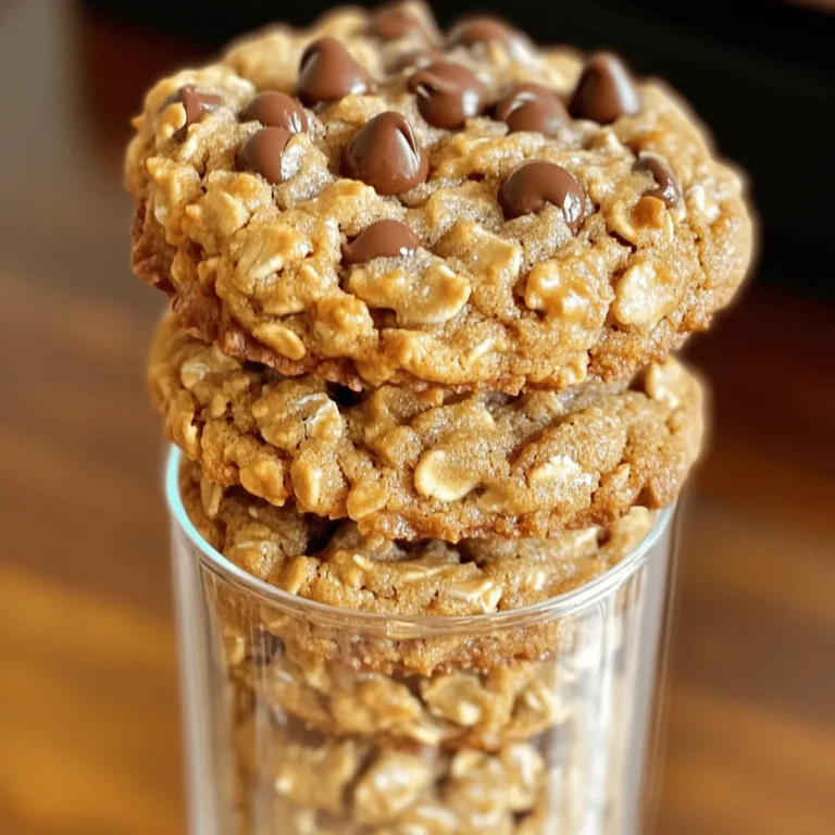 - 1 cup creamy peanut butter - 1/2 cup brown sugar, packed - 1/2 cup granulated sugar - 1 large egg - 1 teaspoon vanilla extract - 1 cup rolled oats - 1 teaspoon baking soda - 1/2 teaspoon salt - 1 cup semi-sweet chocolate chips Choosing the right peanut butter I recommend using creamy peanut butter. It blends well and gives a smooth texture. Look for brands with no added sugar or oils. This keeps your cookies pure and tasty. How to measure brown sugar correctly To measure brown sugar, pack it tightly into your measuring cup. Use a spoon to press it down. This way, you get the right amount for your cookies. If it's loose, your cookies may turn out too dry. First, preheat your oven to 350°F (175°C). This sets the perfect baking temp. Line a baking sheet with parchment paper. This helps with easy cookie removal later. In a large mixing bowl, add 1 cup of creamy peanut butter, 1/2 cup of brown sugar, and 1/2 cup of granulated sugar. Mix these ingredients together until smooth and creamy. This step is key for a nice, soft dough. Now, add 1 large egg and 1 teaspoon of vanilla extract to the bowl. Mix again until everything is well blended. In a separate bowl, combine 1 cup of rolled oats, 1 teaspoon of baking soda, and 1/2 teaspoon of salt. Mix these dry ingredients well. This ensures even baking and flavor in your cookies. Gradually add this mixture to your wet ingredients. Stir gently until just combined. Be careful not to overmix; that can make your cookies tough. Finally, fold in 1 cup of semi-sweet chocolate chips. Make sure they are evenly spread throughout the dough for a delightful taste in every bite. Now it’s time to bake! Using a cookie scoop or tablespoon, drop rounded balls of dough onto the prepared baking sheet. Space them about 2 inches apart to allow for spreading. Bake the cookies in your preheated oven for 10-12 minutes. The edges should look lightly golden, but the centers may still look soft. That’s okay! They will firm up as they cool. After baking, let the cookies cool on the baking sheet for 5 minutes. Then, transfer them to a wire rack to cool completely. This cooling method gives you a better texture and flavor in each cookie. To get chewy cookies, use more peanut butter. This adds moisture. Bake for a shorter time, about 10 minutes. Let them cool on the tray for a few minutes. This keeps them soft. For crunchy cookies, add a little more oats. This gives them a nice bite. Bake until they are golden brown around the edges. Leave them in the oven for an extra minute or two. This will help them crisp up. One big mistake is overmixing the dough. Once you add the dry ingredients, mix just until combined. Overmixing can make the cookies tough. Another mistake is underbaking. If you take the cookies out too soon, they can be too soft. They may also fall apart. Look for a light golden edge to know they are ready. You can easily spice things up. Adding a pinch of cinnamon can warm the flavor. Vanilla extract adds depth, so don't skip it! Using different types of chocolate chips can change everything. Try dark chocolate for a richer taste. Or go for white chocolate for a sweeter bite. You can even mix them for fun! {{image_2}} If you want to make gluten-free peanut butter oatmeal chocolate chip cookies, use gluten-free oats. Check the label to ensure they are certified gluten-free. You can also use almond flour instead of regular flour if your recipe calls for it. For a vegan version, swap the egg for a flax egg. Mix one tablespoon of flaxseed meal with three tablespoons of water. Let it sit for five minutes to thicken. This works great in your cookie dough. Use maple syrup or coconut sugar instead of granulated sugar for added flavor. You can add nuts or dried fruits for extra texture. Chopped walnuts or pecans blend well with the cookie dough. Dried cranberries or raisins can add a sweet twist. Infusing your cookies with spices like cinnamon or nutmeg can elevate the flavor. Just a pinch can make a big difference. Try adding half a teaspoon of cinnamon to the dry ingredients for a warm, cozy taste. Swapping peanut butter for almond or cashew butter changes the flavor profile. These nut butters provide a unique taste and texture. They also add their own nutrients to the cookies. Another fun idea is to add a swirl of caramel or fudge. After dropping the dough on the baking sheet, drizzle some caramel or fudge sauce on top. Use a toothpick to swirl it into the dough. This makes for a delicious surprise in every bite! To keep your cookies fresh, use an airtight container. This helps prevent air from making them dry. You can choose glass or plastic containers. I prefer glass for a better seal. Layer the cookies with parchment paper. This prevents them from sticking together. Just place a sheet of parchment between each layer. It keeps them neat and easy to grab. You can freeze cookie dough for later use. Scoop the dough into balls and place them on a baking sheet. Freeze them for about two hours until firm. Then, transfer the balls to a freezer bag. When you want to bake, take out the dough. Let it thaw in the fridge overnight. You can bake them straight from the freezer, but add a minute to the baking time. These cookies stay fresh for about a week when stored properly. You can keep them at room temperature. Just make sure they stay in that airtight container. Check for signs of spoilage. If they smell off or look dry, it’s time to toss them. Also, if you see any mold, don’t eat them. Enjoy your cookies while they are fresh! If you have a nut allergy, you can try sunflower seed butter. It has a similar taste and texture. Other options include soy nut butter and pumpkin seed butter. These spreads work well in cookies and taste great too. You can use quick oats, but the texture will change. Quick oats make cookies softer and chewier. They also bake faster, so check them a bit earlier. Rolled oats give a heartier texture and a nice chew, which I prefer. Look for lightly golden edges. The centers should seem soft but not wet. Let the cookies cool on the sheet for five minutes. This lets them firm up. Then, move them to a wire rack to cool completely. This step is key for the best flavor and texture. You learned how to create delicious cookies with simple steps and smart tips. We covered ingredients, prep, baking techniques, and ways to store your treats. Always remember to choose the right peanut butter and avoid common mistakes. Adjust for taste and texture to make your cookies unique. With these insights, you can bake a variety of cookies to enjoy or share. Enjoy the process and have fun experimenting with flavors!