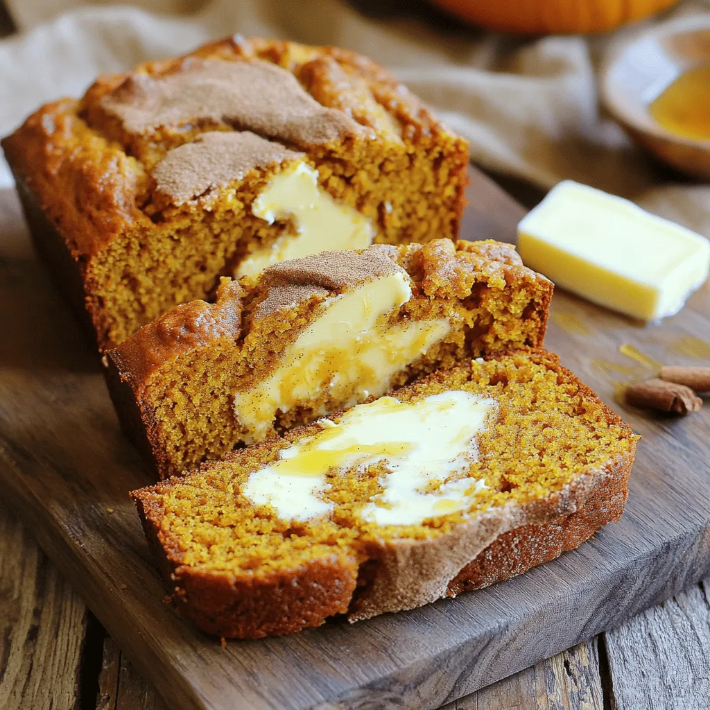 - 1 ½ cups all-purpose flour - 1 cup pumpkin puree - 4 oz cream cheese, softened These three main ingredients form the backbone of this muffin bread. All-purpose flour gives structure. Pumpkin puree adds moisture and flavor. Cream cheese brings a rich, creamy swirl that makes every bite special. - 1 teaspoon baking soda - 1 teaspoon baking powder - ½ teaspoon salt - 1 teaspoon ground cinnamon - ½ teaspoon ground nutmeg - ½ teaspoon ground ginger Baking soda and baking powder help the bread rise. The salt enhances flavors. The spices create warmth and depth. Cinnamon, nutmeg, and ginger bring a cozy taste that pairs perfectly with pumpkin. - ½ cup granulated sugar - ½ cup brown sugar, packed - ½ cup vegetable oil Granulated sugar adds sweetness, while brown sugar gives a hint of caramel. Vegetable oil keeps the bread moist. This balance makes for a delightful and tender crumb. First, preheat your oven to 350°F (175°C). This will help your bread bake evenly. Next, take a 9x5 inch loaf pan. Grease it with butter or oil, or line it with parchment paper. This makes it easy to remove the bread later. In a medium bowl, whisk together the dry ingredients. Combine 1 ½ cups of all-purpose flour, 1 teaspoon of baking soda, 1 teaspoon of baking powder, and ½ teaspoon of salt. Then, add 1 teaspoon of ground cinnamon, ½ teaspoon of ground nutmeg, and ½ teaspoon of ground ginger. Mix well and set it aside. In a larger bowl, mix the wet ingredients. Combine 1 cup of pumpkin puree, ½ cup of granulated sugar, ½ cup of brown sugar, ½ cup of vegetable oil, 2 large eggs, and 1 teaspoon of vanilla extract. Stir until it is smooth and well mixed. Now, add the dry ingredients to the wet mixture. Stir gently until just combined. Remember, it is okay if there are a few lumps. Overmixing can make the bread tough. Next, prepare the cream cheese mixture. In a small bowl, mix 4 oz of softened cream cheese, 2 tablespoons of powdered sugar, and 1 tablespoon of milk. Stir it well until it is smooth and creamy. Now, we will add this mixture to the batter. Pour half of the muffin bread batter into the prepared pan. Then, dollop the cream cheese mixture over the top. Use a knife to swirl it gently into the batter. This creates a tasty cream cheese layer. Pour the remaining batter over the cream cheese layer. Smooth the top with a spatula. For an extra touch, you can sprinkle more cinnamon or pumpkin spice on top. It is time to bake! Place the loaf pan in the oven. Bake for 55 to 65 minutes. Check for doneness by inserting a toothpick into the center. If it comes out clean, your bread is done. If the top browns too much, cover it with aluminum foil. Once baked, remove the pan from the oven. Let it cool for 10 minutes in the pan. Then, transfer the bread to a wire rack to cool completely. This helps maintain a perfect texture. Enjoy the wonderful smell of your Pumpkin Cream Cheese Muffin Bread! To get a soft and fluffy bread, mix the batter just until combined. It’s fine if some lumps remain. Overmixing can lead to tough bread. Remember, gentle hands make perfect muffins! Want to boost the flavor? Try adding nuts or chocolate chips to the batter. They add great texture and taste. You can also sprinkle spices on top before baking. A little extra cinnamon makes everything nice! If your bread turns out dense, it might be due to too much mixing or too many wet ingredients. To fix this, try adding a bit more flour next time. If you notice your bread browning too fast, use aluminum foil to cover the top. This keeps it from burning while the inside cooks through. {{image_2}} You can make your pumpkin cream cheese muffin bread even tastier. Try adding chocolate chips for a sweet touch. They melt and mix well with the bread. Dried fruits like raisins or cranberries also add a nice texture. Their sweetness pairs well with the pumpkin flavor. Another fun idea is to experiment with different cream cheese flavors. You could use cinnamon cream cheese for a warm spice kick. A honey-flavored cream cheese brings a delightful sweetness. These small changes can give your bread a new twist each time. If you need gluten-free options, swap the all-purpose flour for a gluten-free blend. Many blends work well in baking. Just make sure to follow the package’s instructions for the best results. For a vegan version, replace the eggs with flaxseed meal or applesauce. Use a plant-based cream cheese, and choose vegetable oil that is vegan-friendly. These substitutions can keep the bread moist and delicious. Using fresh pumpkin gives your bread a unique taste. If you have fresh pumpkin, cook and puree it first. This adds a rich flavor to your bread. However, canned pumpkin is just as tasty and saves time. Don’t forget to play with seasonal spices! In addition to cinnamon, add allspice or cloves for a fall twist. You can also adjust the spice amounts to suit your taste. A pinch more nutmeg can create an aromatic experience. Store your Pumpkin Cream Cheese Muffin Bread at room temperature for the best taste. Place it in an airtight container to keep it fresh. If you live in a humid area, store it in the fridge. This helps prevent mold. Just remember, the bread may dry out a bit in the fridge. To keep it soft, wrap it tightly in plastic wrap before placing it in the container. You can freeze slices or the whole loaf of muffin bread. To freeze, wrap each slice in plastic wrap. For the whole loaf, wrap it tightly as well. Then, place it in a freezer bag. Squeeze out any air before sealing. When you want to eat it, thaw it in the fridge overnight. You can also use the microwave for quick thawing, but watch it closely so it does not get too hot. Pumpkin Cream Cheese Muffin Bread lasts about 3 to 4 days at room temperature. In the fridge, it can last up to a week. If you freeze it, it will stay good for about 2 to 3 months. Check for signs of spoilage like a sour smell or mold. If you see any, it's best to toss it out. Enjoy your pumpkin bread while it’s fresh for the best flavor! To check if your Pumpkin Cream Cheese Muffin Bread is done, use a toothpick. Insert it into the center of the bread. If it comes out clean or with a few crumbs, your bread is ready. If it has wet batter, bake it a bit longer. This simple test helps ensure a perfect bake every time. Yes, you can make this recipe ahead of time. To prep in advance, mix the dry ingredients and store them in a bowl. You can also prepare the cream cheese mixture and keep it in the fridge. When you are ready to bake, simply combine the wet and dry ingredients. This method saves time and makes baking easy. You can serve Pumpkin Cream Cheese Muffin Bread with various toppings. A pat of butter adds richness. A drizzle of honey gives a sweet touch. You could also serve it with warm apple cider or a cup of coffee. For a fun twist, pair it with whipped cream or yogurt for a tasty breakfast treat. You now have all the tools to create a delicious Pumpkin Cream Cheese Muffin Bread. We discussed the main ingredients, baking essentials, and step-by-step instructions. Tips and tricks will help you avoid common mistakes and enhance flavors. Variations allow for personal touches to fit your taste. Finally, proper storage techniques ensure your bread stays fresh. With this knowledge, you'll enjoy baking and sharing this tasty treat. Dive in and relish the fun of baking!
