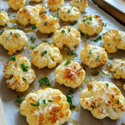 - Cauliflower florets - Garlic - Olive oil - Parmesan cheese - Seasonings (smoked paprika, salt, black pepper) - Fresh parsley for garnish - Additional herbs or spices (thyme, basil) - Lemon juice for brightness - Red pepper flakes for heat Gathering the right ingredients is key to making Roasted Garlic Parmesan Cauliflower a hit. You need one large head of cauliflower cut into florets. The garlic adds a lovely flavor. I use four cloves of minced garlic for a rich taste. Olive oil is next; three tablespoons will help everything roast nicely. Parmesan cheese is a star here. I recommend using one cup of grated Parmesan for that cheesy crust. Seasonings bring it all together. I like one teaspoon of smoked paprika, half a teaspoon of salt, and half a teaspoon of black pepper. Finally, fresh parsley adds color and freshness as a garnish. You might want to enhance the dish even more. Adding herbs like thyme or basil can give a new twist. A splash of lemon juice brightens the dish. If you like heat, sprinkle in some red pepper flakes. These optional ingredients let you customize your dish to your taste. - Preheat the oven to 425°F (220°C). - Cut the large head of cauliflower into small florets. - In a large bowl, mix the cauliflower, minced garlic, and olive oil. Toss well to coat. - Spread the cauliflower on a baking sheet lined with parchment paper. Ensure they sit in a single layer. - Roast the cauliflower for 20 minutes. Stir halfway through. This helps them cook evenly and become golden brown. - After 20 minutes, take the baking sheet out of the oven. Sprinkle the grated Parmesan cheese over the hot cauliflower. - Return the baking sheet to the oven. Roast for another 5 to 7 minutes. The cheese should bubble and turn slightly crispy. Garnish with fresh parsley before serving. This adds a nice touch and brightens the dish. Enjoy your savory delight! - Choosing the right size florets: For the best results, cut your cauliflower into small, even-sized florets. Aim for pieces about 1 to 1.5 inches. This size helps them cook evenly and ensures you get that lovely golden brown color. - How to achieve the best texture: To get tender yet slightly crispy cauliflower, roast it at a high heat of 425°F (220°C). Toss the florets with olive oil and seasonings well. This step helps to create a nice crust while keeping the inside soft. - Ensuring even roasting: Spread the cauliflower in a single layer on your baking sheet. This prevents steaming and allows each piece to brown. Stir halfway through roasting to ensure they cook evenly. - Using nutritional yeast instead of cheese: For a dairy-free option, swap Parmesan with nutritional yeast. This adds a cheesy flavor while keeping the dish vegan-friendly. Plus, it’s rich in vitamins and minerals. - Low-calorie oil substitutions: If you want to cut down on calories, use a spray oil or a small amount of vegetable broth. This still adds moisture without the extra fat. - Serving suggestions that complement health goals: Pair your roasted cauliflower with a fresh salad or whole grains like quinoa. This adds fiber and nutrients, making the meal even healthier. {{image_2}} You can switch up the cheese for a different taste. Asiago cheese adds a nutty flavor. Cheddar gives a sharp kick. Both work great with the garlic and cauliflower. Spices can also change the dish's vibe. Try curry powder for a warm, aromatic flavor. Cajun seasoning adds a spicy kick. Both options can transform your roasted cauliflower into something special. You can use an air fryer for a faster option. Just toss the cauliflower and spices in a bowl, then place them in the air fryer. Cook at 400°F for about 15 minutes. This method gives a nice crispy texture. Grilling is another fun way to prepare this dish. Brush the cauliflower with oil and seasonings. Place it on a hot grill for about 10-12 minutes. This adds a smoky flavor, making the dish even more delicious. Experiment with these variations to find your favorite! To keep your roasted garlic Parmesan cauliflower fresh, follow these steps: - Let it cool down to room temperature. - Place it in an airtight container. - Store it in the fridge. It stays fresh for about 3 to 5 days. The cauliflower may lose some crispness over time. Reheating helps bring back some of the flavor and texture. If you want to save it for later, freezing is a great option. Here’s how: - Pack the cooled cauliflower in a freezer-safe bag. - Remove all air before sealing it shut. To enjoy it again, thaw it overnight in the fridge. When you're ready to eat, reheat it in the oven at 350°F (175°C) until warm. This method helps restore some of its original texture. Can I make this dish ahead of time? Yes, you can prepare Roasted Garlic Parmesan Cauliflower ahead of time. Cook it fully, let it cool, and store it in the fridge. When you are ready to eat, reheat it in the oven until warm. This keeps the flavors fresh. Is Roasted Garlic Parmesan Cauliflower a low-carb dish? Yes, this dish is low in carbs. Cauliflower is a great substitute for high-carb foods. It fits well in low-carb diets and offers a tasty option for everyone. What can I serve with Roasted Garlic Parmesan Cauliflower? You can serve this dish with grilled chicken, fish, or a fresh salad. It also pairs well with pasta or rice for a heartier meal. The flavors complement many main dishes. How to keep the cauliflower from getting soggy? To avoid soggy cauliflower, ensure it is dry before cooking. Toss it with oil and spices and spread it out on the baking sheet. This allows hot air to circulate and keeps it crisp. Can I use frozen cauliflower florets? Yes, you can use frozen cauliflower florets. Just thaw them and pat them dry before roasting. Frozen florets may need a bit more time to cook. What’s the best way to season this dish for extra flavor? For extra flavor, try adding herbs like thyme or basil. A squeeze of lemon juice adds brightness. You can also use red pepper flakes for a spicy kick. This blog post covered how to make Roasted Garlic Parmesan Cauliflower. You learned about the key ingredients, like cauliflower and Parmesan, and optional additions for more flavor. We also discussed steps to prepare and cook it perfectly. Tips for texture and healthy swaps helped enhance your dish. Lastly, I mentioned ways to store and reheat your leftovers. Remember, this recipe is flexible. Experiment with flavors and methods to find what you love best. Enjoy your cooking!