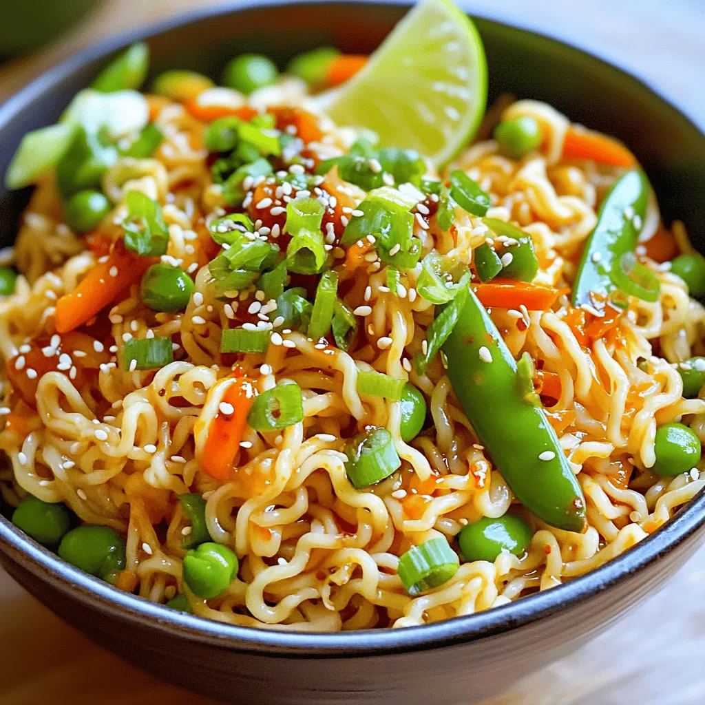 - 8 oz noodles (rice noodles or spaghetti) - 4 cloves garlic, minced - 1 tablespoon ginger, grated - 3 tablespoons soy sauce - 1 tablespoon chili garlic sauce - 1 tablespoon sesame oil - 2 green onions, finely chopped - 1 cup mixed vegetables (carrots, bell peppers, snap peas) - 1 tablespoon lime juice - Sesame seeds for garnish Noodles form the base of this dish. You can use rice noodles or spaghetti. Both work well and soak up flavors nicely. Garlic adds a bold punch to the dish. It gives Spicy Garlic Noodles their name. Ginger brings warmth and a hint of spice. Soy sauce provides a salty depth, while chili garlic sauce adds heat. Sesame oil brings a rich, nutty flavor. Mixed vegetables add color and nutrition. Green onions finish the dish with a fresh crunch. Lime juice adds brightness and balance. Finally, sesame seeds give a delightful crunch on top. If you need a gluten-free option, use gluten-free noodles. You can swap soy sauce for tamari. For a low-sodium version, choose low-sodium soy sauce. If you want to reduce heat, use less chili garlic sauce. You can replace garlic with shallots for a milder flavor. If you don’t like mixed veggies, use your favorites, like broccoli or zucchini. Adjust these ingredients to fit your taste and needs. Start by boiling water in a large pot. Add 8 ounces of your chosen noodles. You can use rice noodles or spaghetti. Cook them according to the package instructions. This usually takes about 6 to 8 minutes. Once cooked, drain the noodles and set them aside. In a large skillet or wok, heat 1 tablespoon of sesame oil over medium heat. Add 4 cloves of minced garlic and 1 tablespoon of grated ginger. Sauté for 1 to 2 minutes until the garlic is fragrant. Next, toss in 1 cup of mixed vegetables like carrots, bell peppers, and snap peas. Stir-fry for about 3 to 4 minutes until the veggies start to soften. This step adds flavor and texture. Now it's time to bring everything together. Add the cooked noodles to the skillet. Pour in 3 tablespoons of soy sauce and 1 tablespoon of chili garlic sauce. Mix everything well, ensuring the noodles are coated. Stir-fry for another 2 to 3 minutes. This helps the flavors meld. Finally, remove from heat and drizzle with 1 tablespoon of lime juice. Toss in 2 finely chopped green onions and mix again. Serve hot and garnish with sesame seeds for a delightful crunch. To make your Spicy Garlic Noodles shine, focus on timing. Cook the noodles just until tender. Overcooking makes them mushy. Use fresh garlic and ginger for a bold flavor. Sauté them until they smell great, but don’t burn them. This step adds depth to your dish. Stir-fry the vegetables until they are bright and crisp. This keeps their texture and nutrients. I love using a wok for this recipe. The high sides and heat distribution work wonders. If you don’t have a wok, a large skillet is fine. Just make sure it’s big enough to hold all the ingredients. Heat the sesame oil before adding the garlic and ginger. This helps release their flavors. Stir-fry quickly to keep everything moving. It’s all about that quick, high-heat cooking! Presentation matters! Serve the noodles in deep bowls for a cozy look. Top with extra green onions for color and crunch. A lime wedge adds a fresh touch. You can sprinkle sesame seeds on top for a nutty flavor. This little detail makes your dish pop visually. Enjoy your meal hot for the best taste! {{image_2}} You can easily make Spicy Garlic Noodles vegetarian. Simply skip any meat and focus on fresh veggies. Use a mix of colorful vegetables like bell peppers, carrots, and snap peas. They bring great flavor and crunch. You can also add tofu for protein. It soaks up the sauce well and adds texture. To make gluten-free Spicy Garlic Noodles, swap regular noodles for rice noodles. They work perfectly and keep the dish light. Check soy sauce labels for gluten-free options. Tamari is a great substitute. It has a similar taste but is gluten-free. This way, everyone can enjoy the dish. Want to add protein? Chicken works great! Just slice it thin and sauté it with garlic and ginger. Cook until it's no longer pink. If you prefer tofu, use firm tofu. Cut it into cubes and fry until golden. Both options will make your noodles more filling and satisfying. To keep your Spicy Garlic Noodles fresh, store them in an airtight container. Let the noodles cool before sealing. You can keep them in the fridge for up to three days. This method helps to lock in flavors and prevent sogginess. If you want to enjoy them later, separate the sauce from the noodles if possible. This keeps the noodles from getting too soft. To reheat your noodles, use a skillet for the best results. Heat a small amount of sesame oil over medium heat. Add the noodles, along with a splash of soy sauce or water. Stir until heated through, about 3 to 5 minutes. This method keeps the noodles tender and tasty. You can also use the microwave for quick reheating. Place the noodles in a microwave-safe bowl and cover with a damp paper towel. Heat in 30-second bursts until warm. If you want to freeze Spicy Garlic Noodles, do it before adding the vegetables. Cook the noodles and let them cool completely. Place them in a freezer-safe bag and remove as much air as possible. They can last up to two months in the freezer. When you're ready to eat, thaw them in the fridge overnight. Then, sauté them with fresh vegetables and sauce for the best flavor. This way, you can enjoy a quick meal without sacrificing taste! You can use rice noodles or spaghetti for Spicy Garlic Noodles. Rice noodles give a chewy texture. They soak up the sauce well. Spaghetti also works if you want a different bite. Both options are quick to cook, making them great for this dish. Yes, you can make Spicy Garlic Noodles in advance. Cook the noodles, and store them separately from the sauce. Keep the sauce in a jar in the fridge. This way, your noodles won’t get soggy. When ready to eat, just reheat the noodles and sauce together. Spicy Garlic Noodles pair well with many dishes. You can serve them with grilled chicken or shrimp for protein. A side of crispy spring rolls adds crunch and flavor. For a fresh touch, try a simple salad with lime dressing. These choices will make your meal even better. In this blog post, we explored the ingredients and steps for making Spicy Garlic Noodles. We covered key ingredients and substitutions for various diets. You learned how to cook the noodles and sauté vegetables perfectly. We also shared tips for a great presentation and possible variations, like vegetarian and gluten-free options. Remember, these noodles are flexible. You can mix and match. Enjoy the rich flavors and customize them to your taste. With these easy steps, you’ll create a dish that impresses every time.