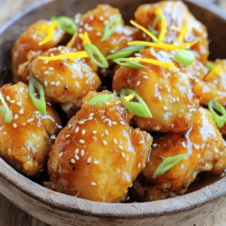 To make glazed orange chicken, you need a few key items. Here’s a list of the main ingredients: - 1.5 pounds chicken thighs, boneless and skinless, cut into bite-sized pieces - 1 cup orange juice, freshly squeezed - Zest of 1 orange - 1/4 cup low sodium soy sauce - 2 tablespoons honey - 1 tablespoon sesame oil - 2 cloves garlic, minced - 1 teaspoon fresh ginger, grated - 2 tablespoons cornstarch - 1/4 cup water These ingredients bring together a bright and zesty flavor that makes this dish special. The flavor of glazed orange chicken is a perfect mix of sweet, salty, and tangy. The orange juice and zest give a fresh, citrus taste. Honey adds a nice sweetness. Low sodium soy sauce provides a deep, savory flavor. Garlic and ginger add warmth and depth. Together, they create a balanced sauce that coats the chicken well. When cooking, these ingredients work together to make a delicious glaze. The combination of sweet and savory keeps every bite exciting. Garnishing your dish can make it look even better. Here are some simple options: - 2 green onions, sliced - Sesame seeds These garnishes add a nice crunch and a pop of color. Green onions give a mild onion flavor, while sesame seeds add a nutty touch. You can sprinkle them on just before serving for a beautiful finish to your glazed orange chicken. First, gather your ingredients. You will need orange juice, orange zest, soy sauce, honey, sesame oil, garlic, and ginger. In a medium bowl, whisk these together to make a tasty marinade. Reserve about 1/4 cup of this marinade for later. Next, take your chicken thighs and cut them into small pieces. Place these pieces in a large zipper-lock bag or bowl. Pour the marinade over the chicken, making sure it covers all the pieces. Seal the bag or cover the bowl. Let it sit in the fridge for at least 30 minutes. If you have time, marinate for up to 2 hours. This helps the chicken soak up all the flavors. Now it’s time to cook the chicken. Heat a large skillet or wok over medium-high heat. Take the chicken out of the marinade, letting the extra liquid drip off. Add the chicken pieces to the hot skillet. Cook for about 5-7 minutes. Stir occasionally so the chicken cooks evenly. You want it to get golden brown and fully cooked through. While the chicken cooks, take the reserved marinade and add it to a small saucepan. Heat it over medium heat. In a separate bowl, mix the cornstarch with water until smooth. Once the marinade is hot, add the cornstarch mix to it. Stir constantly for about 3-5 minutes until the sauce thickens. Once the chicken is ready, pour the thick glaze over it in the skillet. Toss the chicken to coat it well in the orange glaze. Cook for another 1-2 minutes. This helps the glaze set on the chicken. Now your glazed orange chicken is ready to be served! To make a great marinade, use fresh orange juice and zest. The zest adds bright flavor. Combine orange juice, soy sauce, honey, sesame oil, garlic, and ginger. Whisk these ingredients well in a bowl. Marinate your chicken for at least 30 minutes. For more flavor, let it sit up to 2 hours. This step makes your chicken juicy and full of taste. To get the glaze just right, you need a smooth mix. After cooking the chicken, take the reserved marinade. Heat it in a saucepan. Mix cornstarch and water in a bowl until smooth. Add this mix to the marinade while stirring. It should thicken in about 3-5 minutes. The right consistency is key for a nice coating on the chicken. Cook your chicken on medium-high heat for the best results. This heat helps to brown the chicken nicely. Stir the chicken often to ensure it cooks evenly. Look for a golden-brown color. This means it’s done and tender. Avoid overcooking, as this can make the chicken dry. Aim for 5-7 minutes of cooking time. Enjoy your moist and flavorful orange chicken! {{image_2}} You can switch chicken for other proteins. Shrimp works great with this recipe. It cooks quickly and absorbs all the flavors. Tofu is another option for a tasty twist. Just make sure to press it well to remove excess water. This helps it soak up the marinade. You can also try pork or beef for a different bite. For a vegan dish, use tempeh or seitan. They both have great texture and flavor. Marinate them just like the chicken. You can also use cauliflower or chickpeas. They bring a nice crunch and absorb the glaze well. These swaps keep the dish vibrant and satisfying. Want to add some heat? Try adding red pepper flakes or sriracha. This gives a spicy kick to the glaze. If you like more citrus, add lime juice or zest. It brightens the dish and adds a nice zing. You can mix in herbs like cilantro or basil for extra freshness. These small changes can make a big impact on taste! To keep your glazed orange chicken fresh, store it in an airtight container. Make sure to let it cool down first. Store it in the fridge for up to three days. If you want to keep it longer, freezing is a great option. When you want to enjoy your leftovers, reheat them on the stove. Place the chicken in a skillet over medium heat. Add a splash of water to keep it moist. Stir occasionally until it's heated through. You can also use the microwave. Heat it in short bursts, checking often to avoid overcooking. To freeze glazed orange chicken, place it in a freezer-safe bag. Remove as much air as possible before sealing. Label the bag with the date, and it will last for up to three months. When ready to use, thaw it overnight in the fridge. Reheat it as mentioned above for the best results. To make glazed orange chicken spicy, add red pepper flakes or sriracha sauce. Start with a small amount, like 1/2 teaspoon. Taste the sauce and adjust the heat to your liking. You can also add minced jalapeños to the marinade for a fresh kick. This gives a zesty balance to the sweet orange flavor. Yes, you can use chicken breasts instead of thighs. Chicken breasts are leaner and will cook faster. Keep an eye on the cooking time, as they may dry out if overcooked. Cut the breasts into bite-sized pieces, just like the thighs. This will help them cook evenly. Glazed orange chicken pairs well with many sides. Here are some great options: - Steamed jasmine rice - Fried rice with vegetables - Roasted broccoli or green beans - A fresh garden salad - Egg rolls or spring rolls These sides add color and flavor to your meal. Enjoy your delicious feast! In this post, I shared how to make glazed orange chicken with clear steps. You learned about key ingredients, marinating, and cooking techniques. I also offered tips for perfecting flavor and texture. Don't forget to try variations and how to store leftovers. The right glaze can elevate your dish, and you can adapt it to your taste. This simple guide boosts your confidence in the kitchen. Enjoy your cooking journey!