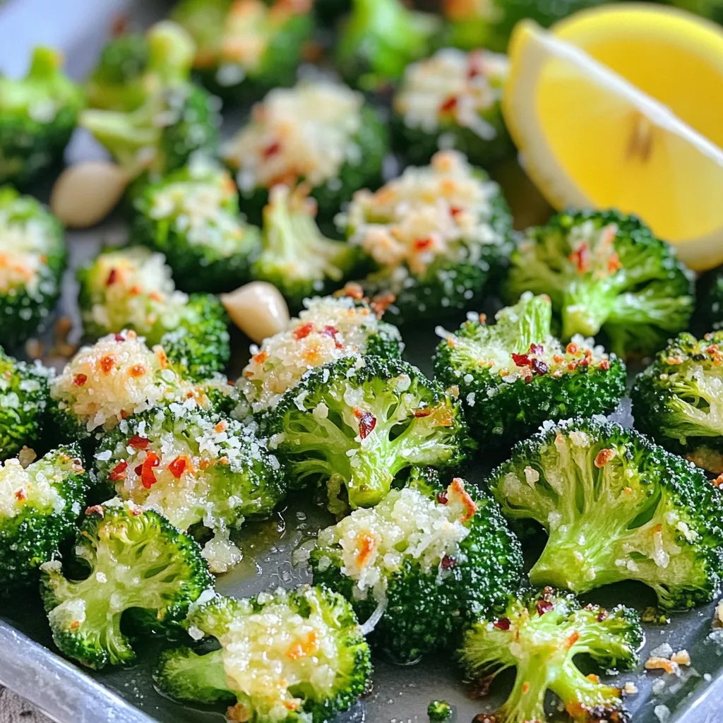 To make Air Fryer Crispy Garlic Parmesan Broccoli, you will need: - 3 cups fresh broccoli florets - 3 tablespoons olive oil - 4 cloves garlic, minced - 1/2 cup grated Parmesan cheese - 1 teaspoon garlic powder - 1/2 teaspoon red pepper flakes (optional) - Salt and black pepper to taste - Lemon wedges for serving These ingredients work together to create a tasty and crunchy dish that you will love. You can make this dish your own with these optional ingredients: - Lemon zest for extra flavor - Nutritional yeast for a cheesy flavor without dairy - Other spices like paprika or onion powder for a different twist Feel free to mix and match based on what you like. If you have certain dietary needs, here are some great substitutes: - Use avocado oil instead of olive oil for a different taste. - Swap Parmesan cheese for a dairy-free cheese to make it vegan. - Use garlic powder if you don't have fresh garlic on hand. These swaps can help you enjoy this dish while meeting your dietary goals. Start with three cups of fresh broccoli florets. Rinse them well under cold water. This step removes any dirt or grit. After rinsing, dry them gently with a clean towel. Dry broccoli crisps better in the air fryer. In a large bowl, add the broccoli. Pour in three tablespoons of olive oil. Next, add four cloves of minced garlic. Sprinkle in one teaspoon of garlic powder, and add salt and black pepper to taste. If you like some heat, toss in half a teaspoon of red pepper flakes. Use your hands to mix everything well. You want the broccoli fully coated. Finally, add half a cup of grated Parmesan cheese. Toss again to ensure even coverage. Preheat your air fryer to 400°F (200°C). Once hot, place the seasoned broccoli in the basket. Make sure to spread it out in a single layer. Avoid overcrowding for even cooking. Air fry for eight to ten minutes. Shake the basket halfway through to ensure even crispiness. The broccoli should turn golden brown and smell amazing. When done, carefully transfer it to a serving dish. Serve with lemon wedges for a bright finish. To get the crispiest broccoli, start by drying the florets well. Excess moisture can lead to sogginess. Toss the broccoli in olive oil, garlic, and spices before air frying. This helps the cheese stick and adds flavor. Make sure to spread the broccoli in a single layer in the air fryer. Overcrowding can prevent proper air circulation, resulting in less crispiness. Shake the basket halfway through cooking to promote even browning. You will know the broccoli is done when it turns bright green and golden brown on the edges. The air fryer cooks quickly, so watch closely. If you see crispy edges, it is likely ready. You can also poke a floret with a fork; it should feel tender but still have a bit of bite. If it feels too soft, it may be overcooked. To boost the flavor, consider adding different spices. A sprinkle of smoked paprika or cayenne pepper can add warmth. You can also squeeze fresh lemon juice over the broccoli after cooking for a bright taste. If you like nuts, try adding toasted pine nuts or chopped almonds for crunch. For an extra cheesy touch, sprinkle more Parmesan cheese right before serving. {{image_2}} You can change the flavor of your crispy garlic Parmesan broccoli. Try adding different herbs, like thyme or oregano. For a tangy twist, add a splash of balsamic vinegar. You can also mix in some lemon zest for brightness. If you like heat, increase the red pepper flakes or add cayenne pepper. Toppings like toasted nuts or seeds add crunch and flavor, too. Fresh broccoli gives the best taste and texture. However, frozen broccoli works well in a pinch. If using frozen broccoli, do not thaw it first. Just toss it with oil and seasonings. You may need to air fry a bit longer to get it crispy. Always check for doneness by looking for a nice golden color. Many veggies can become crispy and tasty in the air fryer. Try Brussels sprouts, cauliflower, or carrots. Cut them into similar sizes as the broccoli for even cooking. Season and cook them just like the broccoli. Each veggie will bring a unique flavor and texture, making your meals fun and exciting. To keep leftover crispy garlic Parmesan broccoli fresh, store it in an airtight container. Let the broccoli cool before placing it in the fridge. It stays good for 3-4 days. If you notice any moisture, use a paper towel in the container. This helps absorb excess moisture and keeps the broccoli crisp. Reheating can be tricky. To keep your broccoli crispy, try using the air fryer. Set it to 350°F (175°C) and cook for 3-5 minutes. This method helps maintain the crunch. You can also use an oven. Spread the broccoli on a baking sheet and heat it at 350°F (175°C) for 5-10 minutes. Avoid the microwave, as it may make the broccoli soggy. If you want to store the broccoli for a longer time, freezing is a great option. First, blanch the broccoli for 2-3 minutes in boiling water. Quickly transfer it to ice water to stop the cooking. Drain and dry the florets. Then, place them in a freezer bag and remove as much air as possible. Frozen broccoli can last for up to 3 months. When you’re ready to eat, cook it straight from the freezer; no need to thaw! Yes, you can use different cheeses. Cheddar, mozzarella, or feta work well. Each cheese adds its own flavor. Grated cheese melts nicely and adds a tasty touch. Try mixing cheeses for a fun twist! The broccoli is done when it is crispy and golden brown. You should feel it is tender when you poke it with a fork. Shaking the basket halfway helps cook it evenly. If it looks dry, it may need a bit more time. Aim for 8-10 minutes total cooking time. Yes, this recipe is great for meal prepping! You can cook a large batch ahead. Store it in an airtight container in the fridge. It keeps well for about 3-4 days. Reheat in the air fryer for a quick and crispy meal. This blog post covered how to make delicious air-fried broccoli. You learned about the key ingredients, including optional ones for personal touches. I shared the step-by-step process for preparing and cooking the broccoli perfectly. You also found tips for maximum crispiness and flavor variations. Finally, I discussed how to store leftovers and answered common questions. Now, enjoy creating your crispy broccoli dish. Experiment and make it your own!