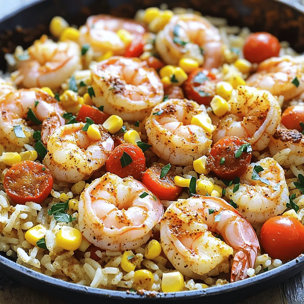 For the Cajun Shrimp Rice Skillet, gather these essential items: - 1 lb large shrimp, peeled and deveined - 1 cup long-grain rice - 2 cups low-sodium chicken broth - 1 medium onion, diced - 1 bell pepper, diced (red or green) - 2 cloves garlic, minced - 1 tablespoon Cajun seasoning - 1 teaspoon smoked paprika - 1 cup cherry tomatoes, halved - 1 cup corn kernels (fresh or frozen) - 2 tablespoons olive oil - Salt and pepper to taste - Fresh parsley, chopped (for garnish) Each ingredient plays a key role in the flavors of this dish. The shrimp bring protein, while the rice absorbs the broth and spices. Onions and bell peppers add sweetness and crunch. Garlic enhances the flavor, and Cajun seasoning packs a punch. Smoked paprika adds depth, while cherry tomatoes and corn provide freshness. Don't forget olive oil for cooking and seasoning with salt and pepper for balance. Fresh parsley at the end brightens the dish. First, heat two tablespoons of olive oil in a large skillet over medium-high heat. Add one medium onion and one diced bell pepper. Sauté these for 3-4 minutes until they soften. Once they soften, add two cloves of minced garlic. Cook this for another minute until it smells good. Then, stir in one tablespoon of Cajun seasoning and one teaspoon of smoked paprika. Toast the spices for about 30 seconds. This step wakes up the flavors. Next, add one cup of long-grain rice to the skillet. Stir well to coat the rice with the oil and spices. Cook it for one more minute. Now, pour in two cups of low-sodium chicken broth. Bring this mixture to a boil. After it boils, reduce the heat to low. Cover the skillet and let it simmer for about 15 minutes. This allows the rice to absorb all the tasty flavors. After 15 minutes, it's time to mix in one cup of halved cherry tomatoes and one cup of corn. Nestle one pound of large shrimp on top of the rice. Cover the skillet again and cook for another 5-7 minutes. The shrimp should turn opaque and look pink when done. To check if the shrimp are cooked, cut one open. It should be white inside and firm. Enjoy your colorful, tasty Cajun Shrimp Rice Skillet! - For the best shrimp flavor, use Cajun seasoning. A blend of spices adds depth. - Fluffy rice needs the right water. Use a 2:1 ratio of broth to rice. - Let the dish rest before serving. This helps the flavors meld together. - Do not overcook shrimp. They cook quickly and become rubbery if left too long. - Allow enough time for simmering. This lets the rice absorb all the flavors. - Taste your dish before serving. Adjust the seasoning to suit your palate. {{image_2}} You can easily change the proteins in this dish. Try chicken or sausage instead of shrimp. They add different flavors and textures. You can also switch the rice. Brown rice or jasmine rice works well. Each type gives a unique taste and feel. For spice lovers, consider adding more heat. A dash of cayenne or chili powder can kick it up. You can also play with flavors. Try adding cumin or coriander for a twist. These swaps let you make this dish your own. This skillet pairs well with sides. A simple green salad adds freshness. You can also serve it with crusty bread to soak up flavors. For sauces, try a squeeze of lemon or a drizzle of hot sauce. These can brighten the dish and add zing. Garnishes can enhance the meal. Fresh parsley adds color and flavor. You might also sprinkle some green onions on top. These little touches make your plate pop. To keep your Cajun shrimp rice skillet fresh, store leftovers in an airtight container. Place the cooled dish in the fridge right away. Try to eat it within three days for the best taste. If you want to freeze it, make sure it’s in a freezer-safe container. This way, it will stay good for up to three months. When you're ready to eat frozen leftovers, thaw them in the fridge overnight. Then, reheat on the stove or microwave until hot. In the fridge, your Cajun shrimp rice skillet lasts about three days. Look out for any strange smells or colors. If the shrimp looks dull or slimy, it's time to toss it. Always trust your senses. If it doesn’t smell or look right, don’t eat it. This way, you can enjoy your meal safely! Shrimp turn pink and opaque when cooked. They should curl into a C shape. Watch closely to avoid overcooking. Overcooked shrimp can become tough and rubbery. For best results, cook them for about 5-7 minutes in the skillet. Yes, you can prepare this dish ahead. Cook it as directed and let it cool. Store it in an airtight container in the fridge. When ready to eat, reheat it on the stove or in the microwave until warm. This makes for a quick meal later on. You can try Italian seasoning for a different flavor. Taco seasoning also works well for a fun twist. For more heat, use chili powder or paprika. Feel free to mix and match spices to suit your taste! Yes, this recipe is gluten-free! The ingredients used, like shrimp, rice, and vegetables, do not contain gluten. Always check labels on packaged items, like broth, to ensure they are gluten-free. Absolutely! Adding more vegetables boosts flavor and nutrition. Consider bell peppers, zucchini, or spinach. Just make sure to chop them small so they cook evenly. This dish is flexible, so get creative! This blog post covered how to make a delicious Cajun shrimp rice skillet. We discussed the ingredients, cooking steps, and tips for perfecting the dish. You learned about storing leftovers and alternatives for proteins or spices. In conclusion, cooking is fun and rewarding. With these steps, you can create a tasty meal. Enjoy experimenting and making this dish your own!
