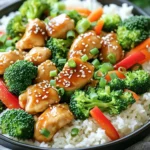 - 1 lb chicken breast, cut into bite-sized pieces - 2 cups broccoli florets - 1 red bell pepper, sliced - 1 cup carrots, julienned - 2 cups cooked jasmine rice These ingredients form the heart of the dish. The chicken breast provides protein and will absorb the teriyaki flavor well. Broccoli adds crunch and nutrition, while red bell pepper and carrots bring color and sweetness. Jasmine rice serves as a fluffy base to soak up all those tasty juices. - 1/4 cup teriyaki sauce - 2 tablespoons olive oil - 2 cloves garlic, minced - 1 teaspoon grated ginger - 1 tablespoon sesame seeds (for garnish) - 2 green onions, chopped (for garnish) The teriyaki sauce gives the chicken its signature taste. Olive oil helps everything cook evenly. Garlic and ginger add warmth and depth. Sesame seeds and green onions are key for finishing touches, adding flavor and a pop of color. - Importance of seasoning Seasoning your dish is key. Salt enhances flavors, while pepper adds a mild heat. Without these, your dish may taste flat. Always taste as you go, adjusting salt and pepper to your liking. This small step can elevate your meal from good to great. First, preheat your oven to 400°F (200°C). This step is key for cooking the chicken and veggies evenly. Next, take a large bowl. Combine 1 lb of chicken breast pieces with 1/4 cup of teriyaki sauce, 2 tablespoons of olive oil, 2 minced cloves of garlic, and 1 teaspoon of grated ginger. Season with salt and pepper. Mix well until the chicken is fully coated. Now, grab a large sheet pan. Spread the marinated chicken evenly over it. Add 2 cups of broccoli florets, 1 sliced red bell pepper, and 1 cup of julienned carrots around the chicken. Make sure everything is in a single layer for even cooking. Place the sheet pan in the oven. Bake for 20-25 minutes. Stir halfway through to ensure even cooking. The chicken should be cooked through, and the veggies should be tender. While the chicken and veggies are baking, cook the jasmine rice. Follow the package instructions if you didn’t pre-cook it. This will create a fluffy base for your bowls. Once everything is cooked, take the sheet pan out of the oven. Serve the teriyaki chicken and veggies over the jasmine rice in bowls. For the final touch, sprinkle sesame seeds and chopped green onions on top. This adds flavor and a nice look to your dish. To keep your chicken juicy, marinate it well. I suggest marinating for at least 30 minutes. This allows the flavors to soak in. Use a mix of teriyaki sauce, olive oil, garlic, and ginger. The acid in the sauce helps tenderize the meat. Ensure the chicken pieces are all coated. This ensures even flavor and moisture when cooking. For tender yet crisp veggies, cut them uniformly. This ensures they cook evenly. Spread them out on the sheet pan without crowding. Crowded veggies steam instead of roast. Bake them alongside the chicken for about 20 minutes. This method keeps them vibrant and crunchy. To add more flavor, toss the veggies in a bit of oil and seasoning before baking. Fluffy jasmine rice is easy to achieve. Rinse the rice before cooking to remove excess starch. This prevents it from becoming sticky. Use a 1:1.5 rice-to-water ratio. Bring the water to a boil, then simmer on low. Cover the pot while it cooks for about 15 minutes. Once done, let it sit off the heat for another 5 minutes. Fluff the rice with a fork before serving. This helps separate the grains beautifully. {{image_2}} You can swap the chicken for other proteins. Tofu works well for a plant-based option. It soaks up flavors nicely. Shrimp is another great choice. Simply adjust the cooking time. If you prefer beef, use flank steak cut into strips. Each protein brings a unique taste. Feel free to change the veggies based on the season or your taste. Snap peas add a nice crunch. Bell peppers come in many colors, so mix them up. Zucchini or asparagus can also fit well in this dish. Just keep the cooking time in mind. You can get creative with sauces. A spicy teriyaki sauce adds heat and flavor. Sweet chili sauce gives a different sweetness and tang. You can even make your own sauce. Just mix soy sauce, honey, and a dash of sriracha for a twist. Explore flavors to make this dish your own! Store leftovers in an airtight container. You can refrigerate them for up to three days. Make sure to let the dish cool before sealing it. This helps keep the flavors intact. To reheat, use the microwave or oven. If using the microwave, place in a bowl and cover it. Heat in short intervals until warm. For the oven, preheat to 350°F (175°C). Bake until heated through. Stir halfway for even warmth. You can freeze the chicken and veggies. Place them in a freezer-safe container. They will last for up to three months. To thaw, move to the fridge overnight or use the microwave. Heat thoroughly before serving. Yes, you can use frozen chicken for this recipe. Just remember to thaw it first. You can do this in the fridge overnight or use the defrost setting on your microwave. Once thawed, cut the chicken into bite-sized pieces. Then, follow the same marinating steps with the teriyaki sauce. For teriyaki sauce, store-bought options work great. Look for sauces with natural ingredients. If you prefer homemade, you can mix soy sauce, sugar, and a bit of mirin. This gives a fresh flavor. Feel free to adjust the sweetness to your taste. Yes, you can prepare this dish ahead of time. Marinate the chicken and chop the veggies a day before. Store them in the fridge. When you’re ready, simply bake everything together. This saves time on busy days. You can serve teriyaki chicken bowls with various side dishes. Steamed edamame or a simple green salad pairs well. You might also add pickled ginger for a tangy kick. If you love spice, try some chili flakes on top. This blog post covered how to make a delicious teriyaki chicken bowl. We discussed key ingredients, like chicken breast, broccoli, and jasmine rice. I shared steps to bake everything perfectly and tips to ensure juicy chicken and fluffy rice. You can also explore variations using different proteins or sauces. With proper storage advice, you'll keep leftovers fresh. Enjoy your cooking and personalizing this dish to make it truly yours!