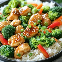 - 1 lb chicken breast, cut into bite-sized pieces - 2 cups broccoli florets - 1 red bell pepper, sliced - 1 cup carrots, julienned - 2 cups cooked jasmine rice These ingredients form the heart of the dish. The chicken breast provides protein and will absorb the teriyaki flavor well. Broccoli adds crunch and nutrition, while red bell pepper and carrots bring color and sweetness. Jasmine rice serves as a fluffy base to soak up all those tasty juices. - 1/4 cup teriyaki sauce - 2 tablespoons olive oil - 2 cloves garlic, minced - 1 teaspoon grated ginger - 1 tablespoon sesame seeds (for garnish) - 2 green onions, chopped (for garnish) The teriyaki sauce gives the chicken its signature taste. Olive oil helps everything cook evenly. Garlic and ginger add warmth and depth. Sesame seeds and green onions are key for finishing touches, adding flavor and a pop of color. - Importance of seasoning Seasoning your dish is key. Salt enhances flavors, while pepper adds a mild heat. Without these, your dish may taste flat. Always taste as you go, adjusting salt and pepper to your liking. This small step can elevate your meal from good to great. First, preheat your oven to 400°F (200°C). This step is key for cooking the chicken and veggies evenly. Next, take a large bowl. Combine 1 lb of chicken breast pieces with 1/4 cup of teriyaki sauce, 2 tablespoons of olive oil, 2 minced cloves of garlic, and 1 teaspoon of grated ginger. Season with salt and pepper. Mix well until the chicken is fully coated. Now, grab a large sheet pan. Spread the marinated chicken evenly over it. Add 2 cups of broccoli florets, 1 sliced red bell pepper, and 1 cup of julienned carrots around the chicken. Make sure everything is in a single layer for even cooking. Place the sheet pan in the oven. Bake for 20-25 minutes. Stir halfway through to ensure even cooking. The chicken should be cooked through, and the veggies should be tender. While the chicken and veggies are baking, cook the jasmine rice. Follow the package instructions if you didn’t pre-cook it. This will create a fluffy base for your bowls. Once everything is cooked, take the sheet pan out of the oven. Serve the teriyaki chicken and veggies over the jasmine rice in bowls. For the final touch, sprinkle sesame seeds and chopped green onions on top. This adds flavor and a nice look to your dish. To keep your chicken juicy, marinate it well. I suggest marinating for at least 30 minutes. This allows the flavors to soak in. Use a mix of teriyaki sauce, olive oil, garlic, and ginger. The acid in the sauce helps tenderize the meat. Ensure the chicken pieces are all coated. This ensures even flavor and moisture when cooking. For tender yet crisp veggies, cut them uniformly. This ensures they cook evenly. Spread them out on the sheet pan without crowding. Crowded veggies steam instead of roast. Bake them alongside the chicken for about 20 minutes. This method keeps them vibrant and crunchy. To add more flavor, toss the veggies in a bit of oil and seasoning before baking. Fluffy jasmine rice is easy to achieve. Rinse the rice before cooking to remove excess starch. This prevents it from becoming sticky. Use a 1:1.5 rice-to-water ratio. Bring the water to a boil, then simmer on low. Cover the pot while it cooks for about 15 minutes. Once done, let it sit off the heat for another 5 minutes. Fluff the rice with a fork before serving. This helps separate the grains beautifully. {{image_2}} You can swap the chicken for other proteins. Tofu works well for a plant-based option. It soaks up flavors nicely. Shrimp is another great choice. Simply adjust the cooking time. If you prefer beef, use flank steak cut into strips. Each protein brings a unique taste. Feel free to change the veggies based on the season or your taste. Snap peas add a nice crunch. Bell peppers come in many colors, so mix them up. Zucchini or asparagus can also fit well in this dish. Just keep the cooking time in mind. You can get creative with sauces. A spicy teriyaki sauce adds heat and flavor. Sweet chili sauce gives a different sweetness and tang. You can even make your own sauce. Just mix soy sauce, honey, and a dash of sriracha for a twist. Explore flavors to make this dish your own! Store leftovers in an airtight container. You can refrigerate them for up to three days. Make sure to let the dish cool before sealing it. This helps keep the flavors intact. To reheat, use the microwave or oven. If using the microwave, place in a bowl and cover it. Heat in short intervals until warm. For the oven, preheat to 350°F (175°C). Bake until heated through. Stir halfway for even warmth. You can freeze the chicken and veggies. Place them in a freezer-safe container. They will last for up to three months. To thaw, move to the fridge overnight or use the microwave. Heat thoroughly before serving. Yes, you can use frozen chicken for this recipe. Just remember to thaw it first. You can do this in the fridge overnight or use the defrost setting on your microwave. Once thawed, cut the chicken into bite-sized pieces. Then, follow the same marinating steps with the teriyaki sauce. For teriyaki sauce, store-bought options work great. Look for sauces with natural ingredients. If you prefer homemade, you can mix soy sauce, sugar, and a bit of mirin. This gives a fresh flavor. Feel free to adjust the sweetness to your taste. Yes, you can prepare this dish ahead of time. Marinate the chicken and chop the veggies a day before. Store them in the fridge. When you’re ready, simply bake everything together. This saves time on busy days. You can serve teriyaki chicken bowls with various side dishes. Steamed edamame or a simple green salad pairs well. You might also add pickled ginger for a tangy kick. If you love spice, try some chili flakes on top. This blog post covered how to make a delicious teriyaki chicken bowl. We discussed key ingredients, like chicken breast, broccoli, and jasmine rice. I shared steps to bake everything perfectly and tips to ensure juicy chicken and fluffy rice. You can also explore variations using different proteins or sauces. With proper storage advice, you'll keep leftovers fresh. Enjoy your cooking and personalizing this dish to make it truly yours!