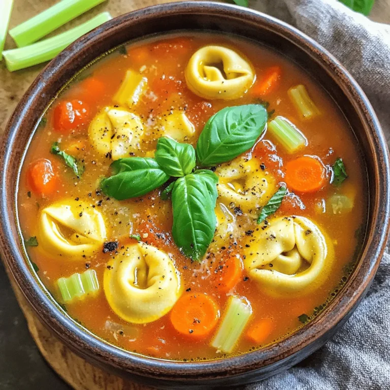 - 1 pound cheese tortellini (fresh or frozen) - 1 can (28 oz) crushed tomatoes - 4 cups vegetable broth - 1 cup carrots, diced - 1 cup celery, diced - 1 medium onion, chopped - 2 cloves garlic, minced - 1 teaspoon dried basil - 1 teaspoon dried oregano - 1 teaspoon sugar - 1 cup heavy cream (or coconut milk) - Salt and pepper to taste In this soup, cheese tortellini acts as the main star. It brings a nice, cheesy flavor that pairs well with the rich tomato base. I love using crushed tomatoes because they add depth. The vegetable broth gives the soup a hearty feel. Next, the vegetables add both flavor and texture. Carrots bring a bit of sweetness. Celery adds crunch, while onion and garlic offer a savory kick. Seasonings are key! Dried basil and oregano give a warm, herbal taste. A touch of sugar helps balance the acidity of the tomatoes. Finally, the heavy cream or coconut milk makes the soup creamy and rich. You can adjust salt and pepper to fit your taste. Gather these ingredients, and you’re on your way to a cozy bowl of soup! Start by gathering your ingredients. You will need: - 1 pound cheese tortellini (fresh or frozen) - 1 can (28 oz) crushed tomatoes - 4 cups vegetable broth - 1 cup carrots, diced - 1 cup celery, diced - 1 medium onion, chopped - 2 cloves garlic, minced - 1 teaspoon dried basil - 1 teaspoon dried oregano - 1 teaspoon sugar - Salt and pepper to taste - 1 cup heavy cream (or coconut milk) - Fresh basil leaves for garnish - Grated Parmesan cheese for serving (optional) In your slow cooker, add the crushed tomatoes, vegetable broth, diced carrots, diced celery, chopped onion, and minced garlic. Next, sprinkle in the dried basil, dried oregano, and sugar. This sugar helps to balance the acidity of the tomatoes. Season with salt and pepper to taste. Stir to combine all the ingredients well. Now, cover your slow cooker. You can set it to cook on low for 6-8 hours or on high for 3-4 hours. I usually prefer the low setting for a deeper flavor. Check the vegetables after the cooking time. They should be tender when done. About 30 minutes before you plan to serve, stir in the cheese tortellini. Make sure to cover the slow cooker again. This helps the tortellini cook evenly. Once the tortellini is cooked, which takes about 25-30 minutes, stir in the heavy cream or coconut milk. This will give your soup a rich and creamy texture. Finally, taste your soup. Adjust the seasoning with more salt and pepper if needed. For a nice touch, serve it hot, garnished with fresh basil leaves and a sprinkling of grated Parmesan cheese, if you like. To make the best soup, check your veggies for tenderness. When you can easily pierce the carrots and celery with a fork, they are ready. This usually happens after 6-8 hours on low heat or 3-4 hours on high. Add the heavy cream about 30 minutes before serving. This timing helps keep the cream smooth and rich. If you add it too early, it may separate and lose its creamy texture. Choose the right settings for your slow cooker. If you have time, cook on low for a deep flavor. For a quicker meal, use high heat. Both settings work well, but low heat gives the best taste. For busy days, prep your ingredients in advance. Chop veggies and store them in the fridge. You can also measure out spices and keep them in a small container. This way, your cooking time is quick and easy. Garnish your soup with fresh basil leaves. They add color and a burst of flavor. You can also sprinkle grated Parmesan cheese on top for extra richness. Pair the soup with a side salad or crusty bread. These sides complement the soup well and make the meal more filling. Enjoy your hearty soup with family or friends! {{image_2}} You can easily change the flavor of your soup. Adding spinach or kale gives it a fresh taste. Just toss in a handful of fresh greens about 20 minutes before serving. They will cook down nicely and add color. Using different cheeses can also change the soup's flavor. Try mixing in some ricotta or mozzarella. Each cheese adds a unique touch. If you want a stronger bite, add some feta. For those who need dairy-free options, use coconut milk instead of heavy cream. It makes the soup creamy without dairy. You can also skip the cheese on top or use a dairy-free cheese. This keeps the dish tasty for everyone. If you need a gluten-free option, look for gluten-free tortellini. Many brands offer this. You can also make your own from rice flour or other gluten-free flours. Just ensure your other ingredients are also gluten-free. Incorporating fresh herbs can elevate your soup. Basil and parsley are great options. Add them right before serving to keep their flavor bright. Using seasonal vegetables can also make your soup special. For example, in the fall, add butternut squash or zucchini in the summer. This keeps your dish fresh and exciting through the year. To store leftovers, let the soup cool first. Place it in a sealed container. You can keep it in the fridge for up to five days. When you want to reheat, pour the soup into a pot. Heat it slowly over medium heat. Stir often to ensure even warming. You can also microwave it in a safe bowl. Heat it in short bursts, stirring in between. If you want to save the soup for later, freezing is a great option. Let it cool completely before freezing. Use airtight containers or freezer bags. Leave some space at the top, as soup expands when frozen. You can store it in the freezer for up to three months. To thaw, place the soup in the fridge overnight. If you need it fast, you can also thaw it in the microwave. Reheat it on the stove or microwave after thawing. Stir well to ensure it heats evenly. In the fridge, your soup lasts around five days. If you freeze it, it can stay fresh for three months. However, for best taste, try to eat it sooner. Always check for any off smells or changes in texture before eating. This way, you can enjoy your soup at its best! Can I use frozen tortellini? Yes, you can use frozen tortellini in this soup. Just add it to the slow cooker 30 minutes before serving. Frozen tortellini cooks well and saves you time. What can I substitute for vegetable broth? If you don't have vegetable broth, you can use chicken broth. You can also make your own broth at home with water and herbs. This will still give your soup great flavor. How to avoid overcooking tortellini? To avoid overcooking tortellini, add it to the slow cooker about 30 minutes before you plan to serve the soup. This way, it cooks just right, staying firm and tasty. Best slow cooker for this recipe? A 6-quart slow cooker is best for this recipe. It holds all ingredients well, letting them cook evenly. If you have a larger family, you might want a bigger one. Caloric content per serving One serving of this soup has about 300 calories. This can vary based on the exact ingredients you use. Nutritional benefits of ingredients This soup packs many nutrients. The vegetables provide vitamins and fiber. Cheese tortellini adds protein and calcium. Heavy cream adds richness, but you can swap it for coconut milk for a lighter option. This recipe blends cheese tortellini, fresh veggies, and tasty spices for a rich soup. You learned to prepare, cook, and serve it with helpful tips. Remember, you can adjust flavors and ingredients for your taste. Store any leftovers wisely, and enjoy them later. With these ideas, you can create a warm dish that's perfect for any day. Happy cooking!