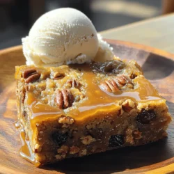 To make this warm caramel pecan sticky toffee pudding, you will need: - 1 cup pitted dates, chopped - 1 cup boiling water - 1 teaspoon vanilla extract - 1 teaspoon baking soda - 1/2 cup unsalted butter, softened - 3/4 cup brown sugar, packed - 2 large eggs - 1 cup all-purpose flour - 1 teaspoon baking powder - 1/4 teaspoon salt - 1/2 cup pecans, chopped - 1 cup caramel sauce (store-bought or homemade) If you need substitutes, here are some good options: - Pitted dates: Use dried figs or prunes for a similar texture and flavor. - Unsalted butter: You can use coconut oil or margarine if you want a dairy-free option. - Brown sugar: White sugar mixed with molasses can work in a pinch. - All-purpose flour: Use almond flour or oat flour for a gluten-free version. Choosing fresh ingredients is key for the best flavor. Here are my tips: - Dates: Look for soft, pliable dates. Avoid hard or dried-out ones. - Pecans: Check for a nutty smell and a crisp texture. Fresh pecans make a big difference. - Butter: Always choose unsalted butter for better control of salt in your dish. - Caramel sauce: If buying, check the ingredient list. A short list means better quality. By ensuring you have the right ingredients, your warm caramel pecan sticky toffee pudding will shine! Start by gathering your chopped dates and boiling water. In a bowl, combine one cup of chopped dates with one cup of boiling water. Add one teaspoon of vanilla extract and one teaspoon of baking soda. This mixture will soften the dates. Let it sit for about ten minutes. The dates will absorb the water and become soft and sweet. In a large mixing bowl, cream together half a cup of softened unsalted butter and three-quarters of a cup of packed brown sugar. Beat them until the mix is light and fluffy. Next, add two large eggs, one at a time. Make sure to mix well after adding each egg. Gradually fold in one cup of all-purpose flour, one teaspoon of baking powder, and a quarter teaspoon of salt. The batter should be smooth. Now, stir in the date mixture and the chopped pecans, which is half a cup. Mix until everything is well combined. Preheat your oven to 350°F (175°C). Grease an 8-inch square baking dish or a similar-sized oven-proof dish. Pour the batter into the prepared dish, spreading it evenly. Bake for 30 to 35 minutes. To check if it’s done, insert a toothpick into the center. If it comes out clean, the pudding is ready. While the pudding bakes, warm one cup of caramel sauce in a small saucepan over low heat. Once the pudding is done, cool it for ten minutes. Cut it into squares and serve warm, drizzling the caramel sauce over each piece. Enjoy the delight of this warm caramel pecan sticky toffee pudding! To make a great warm caramel pecan sticky toffee pudding, follow these tips: - Use fresh dates. They add rich flavor and moisture. - Let the date mixture sit. This helps soften the dates for a smoother texture. - Cream butter and sugar well. Aim for a light and fluffy mix for the best rise. - Fold gently. When adding flour, mix just until combined to keep it airy. - Check baking time. Use a toothpick to test doneness; it should come out clean. Serving matters just as much as taste. Here are some fun ideas: - Plate with ice cream. A scoop of vanilla ice cream pairs well with warm pudding. - Add whipped cream. It adds a light touch to the rich dessert. - Garnish with pecans. Sprinkle some extra chopped pecans on top for crunch. - Drizzle caramel sauce. Pour warm caramel sauce over each piece for extra sweetness. - Use pretty plates. Bright, colorful plates make your dessert stand out. Avoid these common pitfalls to ensure success: - Overmixing the batter. This can lead to dense pudding. Mix just enough. - Not checking the oven temperature. An oven that's too hot can burn the edges. - Skipping the cooling step. Letting it cool helps maintain the right texture. - Serving too cold. Warm pudding enhances flavors, so serve it hot. - Using low-quality caramel sauce. A good sauce makes a big difference in flavor. {{image_2}} You can change the flavor of your pudding for fun. To make a chocolate version, add 1/2 cup of cocoa powder when mixing the flour. This gives a rich, chocolatey taste. For a spiced pudding, add 1 teaspoon of cinnamon or nutmeg. This will warm up the flavor and make it cozy. Want a gluten-free pudding? You can swap the all-purpose flour for a gluten-free blend. Just use a cup for cup gluten-free flour mix. This will keep the texture light and fluffy. Make sure to check that your baking powder is gluten-free as well. If you’re not a fan of pecans, you have options! Try walnuts for a different crunch. Almonds also work well, adding a nice flavor. You could also skip nuts entirely for a smooth pudding. Just remember to reduce the amount of chopped ingredients for the best texture. To keep your Warm Caramel Pecan Sticky Toffee Pudding fresh, store it in an airtight container. Make sure it cools to room temperature before sealing it. Place it in the fridge. It will stay good for up to three days. If you want to save it for later, follow the freezing tips below. You can freeze this pudding for up to three months. First, let the pudding cool completely. Then, cut it into squares. Wrap each piece tightly in plastic wrap. Place the wrapped pieces in a freezer-safe bag. Remember to label the bag with the date. When you’re ready to enjoy it, you can thaw it overnight in the fridge. To reheat the pudding, use your microwave or oven. If using a microwave, place a piece on a plate and cover it with a damp paper towel. Heat it for about 20 to 30 seconds. For the oven, preheat it to 350°F (175°C). Place the pudding squares in an oven-safe dish. Heat for about 10 minutes. Drizzle some warm caramel sauce on top before serving. Enjoy the rich, gooey taste! Sticky toffee pudding is a warm, moist cake made with dates. It has a rich, sweet flavor. The pudding is often served with a smooth caramel sauce. The cake is usually soft and gooey, making it a favorite dessert. Yes, you can make sticky toffee pudding ahead of time. Bake it and let it cool. Store it in the fridge for up to three days. When ready to serve, warm it in the oven. Drizzle fresh caramel sauce on top for extra flavor. Making homemade caramel sauce is simple. You need sugar, butter, and cream. 1. Ingredients: - 1 cup sugar - 6 tablespoons butter - 1/2 cup heavy cream 2. Instructions: - In a saucepan, heat sugar over medium heat. Stir constantly until it melts and turns amber. - Add butter and mix until melted. - Slowly pour in cream while stirring. Be careful, as it may bubble. - Remove from heat and let it cool. This sauce is perfect for drizzling over your warm pudding. Enjoy the sweet, rich flavor! We covered all you need for a great sticky toffee pudding. You learned about choosing fresh ingredients, mixing the batter, and baking it to perfection. I shared tips for serving and avoiding common mistakes. You can explore fun flavor variations and gluten-free options too. Finally, we discussed how to store leftovers for later enjoyment. Enjoy making this dessert and impressing your friends and family!