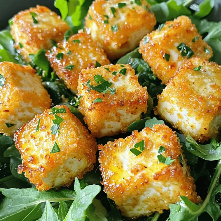 To make Air Fryer Garlic Parmesan Tofu, you need these key ingredients: - 1 block (14 oz) firm tofu, pressed and drained - 3 tablespoons olive oil - 4 cloves garlic, minced - 1 teaspoon onion powder - 1 teaspoon smoked paprika - ½ cup grated Parmesan cheese (or nutritional yeast for a vegan option) - Salt and pepper to taste - Fresh parsley, chopped (for garnish) These ingredients work together to create a crispy and flavorful dish. Firm tofu holds its shape well and absorbs the marinade. The garlic and spices add depth, while the Parmesan gives a rich, savory finish. Feel free to get creative with your Air Fryer Garlic Parmesan Tofu. You can add: - A splash of lemon juice for brightness - Chili flakes for heat - Other herbs like thyme or oregano for extra flavor These optional ingredients can enhance your dish and reflect your taste. Adjust the flavors to make it your own. If you have dietary needs, here are some easy swaps: - Use nutritional yeast instead of Parmesan for a vegan option. - Swap olive oil for avocado oil for a different flavor. - For a gluten-free option, ensure your spices are gluten-free. These substitutions maintain the taste and texture of the dish while catering to various diets. Enjoy creating a meal that suits your needs! Start with a block of firm tofu, about 14 ounces. Press it to remove extra water. This step helps the tofu absorb flavors better. Once pressed, cut the tofu into bite-sized cubes. Place the cubes in a medium bowl. They should be about one inch each for even cooking. In a small bowl, whisk together three tablespoons of olive oil, four minced garlic cloves, one teaspoon of onion powder, and one teaspoon of smoked paprika. Add salt and pepper to taste. Mix until everything combines well. This mixture gives the tofu a tasty garlic flavor. Pour this marinade over the tofu cubes. Toss gently until all the cubes get coated. Let the tofu marinate for about 15 minutes. This allows the flavors to soak in. Preheat your air fryer to 375°F (190°C) for five minutes. After marinating, sprinkle ½ cup of grated Parmesan cheese over the tofu. Toss the tofu cubes again to coat them with cheese. Place the tofu in the air fryer basket in a single layer. Make sure not to overcrowd the basket. Air fry the tofu for 15 minutes. Shake the basket halfway through to ensure even cooking. When the tofu turns golden and crispy, it’s done. Remove it from the air fryer and serve it hot. Garnish with fresh chopped parsley for a nice touch. To get crispy tofu, start with firm tofu. Firm tofu holds its shape well. Press the tofu to remove excess water. I use a clean kitchen towel or paper towels. Cut the tofu into small cubes. The smaller the cubes, the crispier they get. When you marinate the tofu, let it sit for at least 15 minutes. This helps the flavors soak in. Air fry them at a high temperature, like 375°F. Shaking the basket halfway through cooking helps get an even crunch. For this recipe, I recommend firm or extra-firm tofu. These types hold their shape and crisp well. Soft tofu may crumble during cooking. The right tofu gives you that perfect crunch and texture. You can find firm tofu at most grocery stores. Check the packaging to ensure it’s labeled as firm or extra-firm. Marinating the tofu is key to great taste. Use olive oil, garlic, onion powder, and smoked paprika. You can adjust the spices to fit your taste. Mix these well before adding them to the tofu. Toss the tofu cubes gently to coat them fully. Let the tofu sit and soak up the flavors for at least 15 minutes. If you have time, marinate it longer for a bolder taste. Adding salt and pepper enhances the overall flavor. Don’t skip this step! {{image_2}} To make this dish vegan, swap the Parmesan cheese with nutritional yeast. Nutritional yeast adds a cheesy flavor without dairy. Use about half a cup to get that rich taste. This change keeps the dish light and still packed with flavor. It also boosts your B-vitamin intake. You can sprinkle it on the tofu right before you air fry it. You can play with spices to change the taste. Want a kick? Add cayenne pepper or red pepper flakes. For a smoky flavor, increase the smoked paprika. You can also try adding Italian herbs like oregano or basil. These spices make the dish exciting and unique. Adjust the amounts based on your taste. Don’t be afraid to experiment and find your favorite blend! Serve your Air Fryer Garlic Parmesan Tofu in many fun ways. Try it on a bed of mixed greens for a fresh salad. You can add cherry tomatoes and avocado for more flavor. Another great option is to serve it with rice or quinoa. This makes a filling meal. You can also pair it with a dipping sauce, like a tangy tahini or a spicy sriracha. Get creative and enjoy every bite! After enjoying your Air Fryer Garlic Parmesan Tofu, let any leftovers cool. Place the tofu in an airtight container. This keeps the tofu fresh and tasty. Store it in the fridge for up to three days. To reheat, an air fryer works best. Preheat the air fryer to 350°F (175°C). Place the tofu in the basket. Heat it for about 5-7 minutes until crispy again. This method keeps the tofu's texture nice and crunchy. You can also use a microwave, but the tofu may lose some crispness. Heat on medium for about 1-2 minutes. Check to make sure it’s warm throughout. If you want to save tofu for later, freezing works. Place the cooled tofu in a freezer-safe bag. Squeeze out as much air as you can. This prevents freezer burn. Store it in the freezer for up to two months. To use frozen tofu, thaw it in the fridge overnight. After thawing, reheat it in the air fryer to restore its crunch. Enjoy your delicious leftovers! No, soft tofu will not work well here. It has a high water content. Soft tofu breaks apart easily when you cook it. Firm tofu holds its shape better. It absorbs the flavors well and becomes crispy. To prevent sticking, coat the tofu with oil. Use three tablespoons of olive oil to cover all sides. Placing the tofu in a single layer helps too. Avoid overcrowding the basket. You can also use parchment paper to make cleanup easier. This dish pairs well with many sides. Try serving it on a bed of mixed greens. You can also add a drizzle of olive oil and more Parmesan on top. Another option is to serve it with rice or quinoa. It goes great with steamed veggies too! This blog post detailed how to make Air Fryer Garlic Parmesan Tofu. We covered key ingredients, step-by-step instructions, and valuable tips. You learned about variations to make the recipe your own and how to store leftovers properly. Remember, crispy tofu comes from using firm tofu and the right marinade. With these insights, you can enjoy a tasty and healthy dish anytime. Try it out, and you may discover a new favorite!