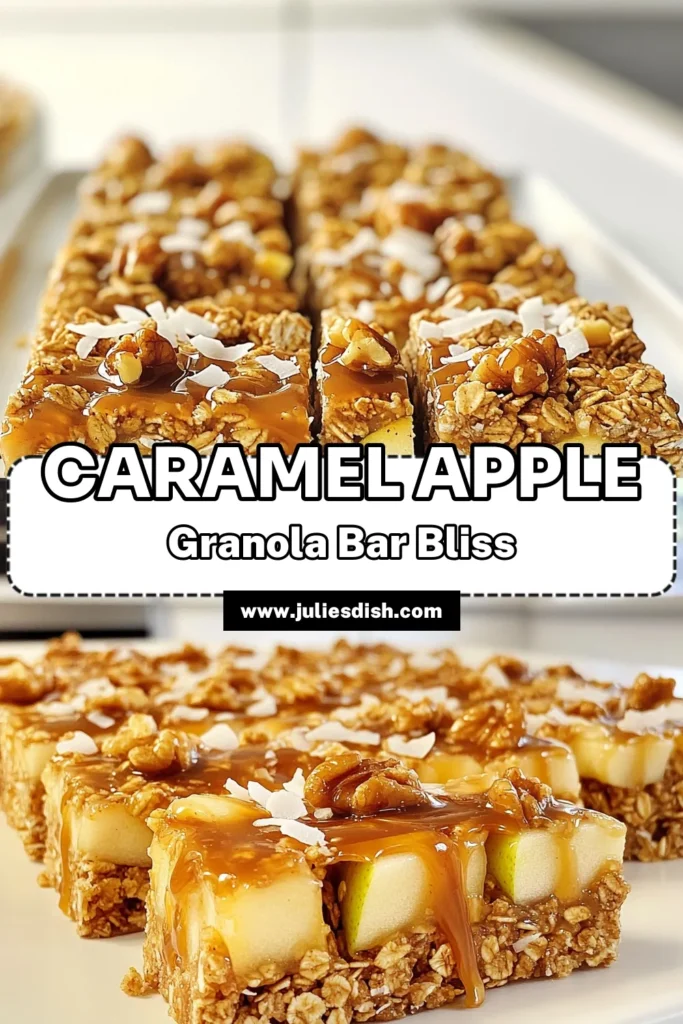 Indulge in the deliciously sweet and crunchy treat of Caramel Apple Granola Bars! Made with wholesome ingredients like rolled oats, almond butter, and fresh apples, these bars are perfect for a snack or breakfast on-the-go. Easy to make and packed with flavor, they’ll be a hit with everyone! Click through for the full recipe and discover how to create these delightful treats. #CaramelAppleGranolaBars #HealthySnacks #HomemadeTreats #EasyRecipes